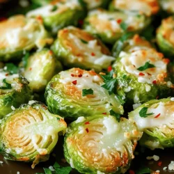 - 1 lb Brussels sprouts, trimmed and halved - 3 tablespoons extra virgin olive oil - 4 cloves of garlic, finely minced - 1/2 cup freshly grated Parmesan cheese - 1 teaspoon garlic powder - 1/2 teaspoon crushed red pepper flakes (optional for heat) - Salt and freshly ground black pepper, to taste - Fresh parsley, finely chopped (for garnish) - Alternatives for Brussels sprouts: You can use green beans or broccoli if you prefer something else. They both roast well and offer a similar texture. - Different types of cheese: If you want a twist, try using Pecorino Romano or nutritional yeast for a vegan option. Both add a unique flavor. - Substitutes for olive oil: You can replace olive oil with avocado oil or melted coconut oil. Both will give your dish a nice taste while being healthy. 1. Preheat the Oven: Start by preheating your oven to 400°F (200°C). This heat is key for crispy sprouts. 2. Prepare Brussels Sprouts: Take 1 lb of Brussels sprouts. Trim off the ends and cut them in half. Place them in a large bowl. 1. First Roast: Drizzle 3 tablespoons of extra virgin olive oil over the sprouts. Add 4 cloves of minced garlic, 1 teaspoon of garlic powder, and salt and pepper to taste. Toss everything well. Spread the sprouts on a baking sheet lined with parchment paper. Roast for 20 minutes. This step helps them become tender and caramelized. 2. Add Parmesan: After 20 minutes, take the baking sheet out of the oven. Sprinkle 1/2 cup of freshly grated Parmesan cheese evenly over the sprouts. Toss gently to mix. 3. Final Roast: Return the baking sheet to the oven. Roast for another 10-15 minutes. Watch for the sprouts to turn golden brown. The cheese will melt and form a nice crust. - Presentation Tips: Serve the Brussels sprouts in a warm bowl. Drizzle any leftover oil from the baking sheet on top for added flavor. You can also add a bit more Parmesan and some parsley leaves for a fresh look. - Additional Topping Ideas: Try adding crushed red pepper flakes for some heat. You can also sprinkle some nuts or seeds for crunch. For the complete Garlic Parmesan Roasted Brussels Sprouts Delight recipe, check the [Full Recipe]. To cook Brussels sprouts evenly, follow these tips: - Cut them the same size: Halving each sprout helps them cook at the same rate. - Use a hot oven: Roasting at 400°F (200°C) gives you crisp edges and soft centers. - Don't overcrowd the pan: Spread them out on the baking sheet. If they touch, they won't brown well. Spacing is key. When the Brussels sprouts have space, they roast better. Air can flow around them, which helps with that crispy texture. Want to switch up the flavors? Here are some ideas: - Try different herbs: Fresh thyme or rosemary adds a nice touch. - Use lemon zest: It brightens the dish and adds a fresh twist. - Add nuts: Chopped walnuts or pecans give a crunchy contrast. For a kick, sprinkle in some extra spices. Try cayenne for heat or smoked paprika for a savory depth. Adjust based on your taste. A little goes a long way! Ready to make these delicious bites? Check out the [Full Recipe] to get started! {{image_4}} You can easily change the flavor of Garlic Parmesan Roasted Brussels Sprouts. One great option is to add bacon or pancetta. These meats bring a savory taste that pairs well with the garlic and cheese. Just cook the bacon until crispy, chop it up, and mix it with the Brussels sprouts before roasting. For a vegetarian or vegan option, skip the cheese and use nutritional yeast. It adds a cheesy flavor without dairy. You can also use vegan butter in place of olive oil for a richer taste. If you want to save time, consider using an air fryer. To do this, follow these steps: 1. Preheat the air fryer to 375°F (190°C). 2. Toss the Brussels sprouts with oil and seasonings in a bowl. 3. Place them in the air fryer basket. 4. Cook for about 10-12 minutes, shaking the basket halfway through. You can also use a stovetop method for quick prep. Just sauté the Brussels sprouts in a skillet with oil over medium heat. Cook them for about 10-15 minutes, stirring often. They will become tender and get a nice brown color. These variations let you enjoy Garlic Parmesan Roasted Brussels Sprouts in new ways. Make them your own! For the full recipe, check out the link. To keep your Garlic Parmesan Roasted Brussels Sprouts fresh, follow these steps: - Allow the sprouts to cool down. - Place them in an airtight container. - Store in the fridge. They can last up to 3 days in the fridge. This way, you can enjoy them later without losing flavor. When you want to enjoy your leftovers, reheating is key. Here are some easy methods: - Oven Method: Preheat your oven to 350°F (175°C). Place the Brussels sprouts on a baking tray and warm for about 10 minutes. This keeps them crispy. - Skillet Method: Heat a non-stick skillet over medium heat. Add your sprouts and cook for 5-7 minutes, stirring often. This gives a nice crisp. Avoid microwaving if you can. It can make them soggy. Reheating properly helps keep that delicious texture. Can I make Garlic Parmesan Roasted Brussels Sprouts ahead of time? Yes, you can prepare the Brussels sprouts ahead of time. Toss them with oil and seasonings, then store them in the fridge. When ready to cook, just roast them as directed. This saves time on busy days. What do I serve with Garlic Parmesan Roasted Brussels Sprouts? These sprouts pair well with many dishes. Try serving them with roasted chicken or grilled fish. They also complement pasta dishes or a hearty grain salad. Their rich flavor adds a nice touch to any meal. What if my Brussels sprouts are bitter? Bitterness can happen if the sprouts are overcooked or not fresh. To fix this, try blanching them briefly in boiling water before roasting. This helps to mellow the flavor and makes them taste sweeter. How to fix mushy Brussels sprouts after cooking? If your Brussels sprouts turn mushy, you can crisp them up. Place them under the broiler for a few minutes. This adds a nice crunch and improves texture. You can also try roasting them less next time for better results. To sum it up, this blog post covers all you need for Garlic Parmesan Roasted Brussels sprouts. We explored the ingredients, detailed instructions, and tips for perfect roasting. Remember, small changes can lead to big flavor. You can mix and match ingredients to find your best combo. Plus, storing and reheating leftovers is easy if you follow the steps. Enjoy your tasty dish! With practice, you'll master the art of roasting Brussels sprouts. Happy cooking!