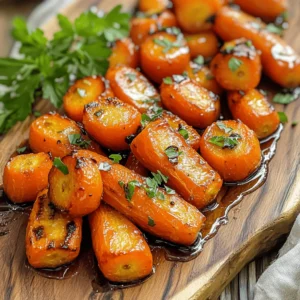 - 1 lb baby carrots, whole - 3 tablespoons honey - 2 tablespoons olive oil - 3 cloves garlic, minced - 1 teaspoon fresh thyme leaves (or ½ teaspoon dried thyme) - Salt and pepper to taste - 1 tablespoon balsamic vinegar - Fresh parsley, chopped for garnish Using these ingredients will make your honey garlic roasted carrots shine. Baby carrots are sweet and tender. Honey adds a lovely glaze, while garlic gives depth. Olive oil helps everything roast well. Thyme adds a nice herb touch. Salt and pepper enhance all the flavors. The balsamic vinegar adds a tangy kick, balancing the sweetness. These carrots are not just delicious; they also have health benefits. Carrots are rich in vitamins and antioxidants. They promote good vision and support healthy skin. So, you get a tasty dish that’s good for you too! For the full recipe, check out my detailed instructions. You'll love how simple it is! - Preheat your oven to 400°F (200°C). This helps cook the carrots evenly. - In a bowl, mix honey, olive oil, minced garlic, thyme, balsamic vinegar, salt, and pepper. Whisk until smooth. This will be your honey garlic glaze. - Add the whole baby carrots to the bowl with the glaze. - Toss the carrots gently in the honey garlic mixture. Make sure each carrot gets a nice, even coating for full flavor. - Line a baking sheet with parchment paper for easy cleanup. - Spread the coated carrots in a single layer on the baking sheet. This helps them roast nicely. - Roast the carrots for 20-25 minutes. Halfway through, toss them gently to promote even cooking. They should be tender and slightly caramelized when done. For the full recipe, check the detailed instructions above. Enjoy your delicious dish! To get the best results, always spread the carrots in a single layer. This helps them roast evenly. If they overlap, some will cook faster than others. Midway through roasting, toss the carrots gently. This ensures all sides get that nice caramel color. You can add more herbs or spices to boost the taste. Try using rosemary or a pinch of cumin for a different twist. For pairing, these honey garlic roasted carrots go well with chicken or pork. They also complement grain dishes like quinoa or rice perfectly. For more ideas, check out the Full Recipe. {{image_4}} You can swap honey for maple syrup. This change gives a nice, sweet flavor. Maple syrup adds a unique touch that many enjoy. If you want a spicy kick, try adding ginger. Fresh ginger brings warmth and zest to the dish. Just a little will make a big difference. If you want to use an air fryer, it’s easy! Set it to 375°F (190°C). Cook the carrots for about 15-20 minutes. Shake the basket halfway through for even cooking. This method gives a great crispy texture. Grilling is another fun option. Toss the carrots in the honey garlic glaze. Then, place them on the grill over medium heat. Grill for about 10-15 minutes, turning often. This method gives a smoky flavor that enhances the dish. For the complete recipe, check out the [Full Recipe]. Enjoy trying these variations! To keep your honey garlic roasted carrots fresh, store any leftovers in an airtight container. This will help prevent moisture loss and keep them tasty. You can refrigerate them up to four days. If you want to keep them longer, consider freezing them. Place the cooled carrots in a freezer-safe bag. Remove as much air as possible to prevent freezer burn. For the best texture when reheating, the oven is your best friend. Preheat your oven to 350°F (175°C). Place the carrots on a baking sheet and cover them loosely with foil. Heat for about 10-15 minutes. This method helps keep the carrots tender and delicious. If you are in a hurry, you can use the microwave. Put the carrots in a microwave-safe bowl and cover them. Heat in 30-second intervals until warm. However, be careful not to overheat them, as this can make them mushy. For more details on how to make this dish, check the Full Recipe. Yes, you can use regular carrots. They will need some prep. Cut them into sticks or rounds. This helps them cook evenly. Baby carrots are sweet and tender. Regular carrots have a more robust flavor. If you use regular ones, adjust the cooking time. They may need a few more minutes to roast. To make this dish vegan, replace honey with maple syrup. Maple syrup gives a nice sweetness. You can also try agave nectar. Both options work well in the glaze. Use olive oil and keep the other ingredients the same. This way, you still enjoy rich flavors without any animal products. These carrots pair well with many dishes. They complement roasted chicken or pork nicely. You can also serve them with quinoa or rice. For a vegetarian option, try them with lentils. A fresh salad on the side adds a nice crunch. They make a great addition to any meal. For the full recipe, check out the details above. This blog post highlights a tasty recipe for honey garlic roasted carrots. We covered the key ingredients and their health benefits, plus how to prepare and roast them perfectly. You now have tips for enhancing flavors and variations to try. Remember, these carrots are not just good for you; they also taste great. So grab your ingredients and start cooking. Enjoy your meal while getting valuable nutrients at the same time!