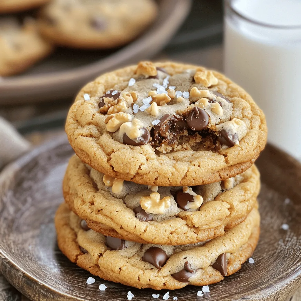 - 1 cup unsalted butter (softened) - 3/4 cup brown sugar (light or dark) - 1/2 cup granulated sugar - 2 large eggs (room temperature) - 1 tablespoon pure vanilla extract - 2 1/4 cups all-purpose flour (sifted) - 1 teaspoon baking soda - 1/2 teaspoon salt - 2 cups semi-sweet chocolate chips - 1/2 cup walnuts (optional) - 1/4 teaspoon instant coffee granules To make the best cookies, I focus on quality. Here are my tips: - Choosing Chocolate: Use high-quality semi-sweet chocolate chips. Brands like Guittard or Ghirardelli offer great flavor. If you prefer dark chocolate, feel free to swap in your favorite. Just remember, the better the chocolate, the tastier your cookies will be. - Room Temperature Eggs: Using room temperature eggs helps the dough mix well. Cold eggs can cause the butter to clump, making it hard to blend. Take them out of the fridge at least 30 minutes before you start. - Softened Butter: Always use softened butter. This makes it easy to cream with the sugars. You want a light and fluffy texture. If your butter is too hard, your cookies may turn out dense. So, let it sit out for a bit before mixing. This ingredient list sets the stage for your ultimate chocolate chip cookies. For the complete process, check the Full Recipe. 1. First, preheat your oven to 350°F (175°C). This helps bake your cookies evenly. 2. Line a baking sheet with parchment paper. This makes cleanup easy and prevents sticking. 3. In a large mixing bowl, add 1 cup of softened unsalted butter, 3/4 cup of packed brown sugar, and 1/2 cup of granulated sugar. Use an electric mixer to cream these together for 2-3 minutes. The mix should look light and fluffy. 4. Crack 2 large eggs into a small bowl. This ensures no shells end up in your dough. Add the eggs one at a time to the creamed mix. Mix well after each addition. Finally, stir in 1 tablespoon of pure vanilla extract. 1. Grab another bowl and whisk together 2 1/4 cups of sifted all-purpose flour, 1 teaspoon of baking soda, 1/2 teaspoon of salt, and 1/4 teaspoon of instant coffee granules. This ensures everything mixes evenly. 2. When you combine the dry mix with the wet mix, do it gently. Stir until just combined. Overmixing can make your cookies tough. 1. Use a cookie scoop or tablespoon to drop rounded balls of dough onto your lined baking sheet. Leave about 2 inches between each scoop to allow for spreading. 2. Bake your cookies for 10-12 minutes. Look for a light golden color on the edges. The centers may seem underbaked—that’s okay! They will firm up as they cool. 3. Let the cookies cool on the baking sheet for about 5 minutes. This helps them set before moving them to a wire rack. Cooling makes the texture just right. To avoid flat cookies, make sure your butter is softened but not melted. Cream the butter and sugars until fluffy. This adds air and helps the cookies rise. Measure your flour carefully. Use a spoon to fluff the flour in its container. Then scoop it into a measuring cup and level it off with a knife. This method prevents too much flour, which leads to dry cookies. For deeper chocolate flavor, add a touch of instant coffee. Just a tiny amount, like 1/4 teaspoon, boosts the chocolate taste without making it taste like coffee. Try using different types of chocolate chips. Semi-sweet, dark, or even milk chocolate all give unique flavors. Mixing different types can create a fun flavor burst. Gentle mixing is key. When you add dry ingredients to wet, stir slowly with a spatula. Overmixing can make your cookies tough. Use an electric mixer for creaming butter and sugar. For the rest, hand mixing is best. It allows for better control and helps keep the cookies soft. These tips will guide you toward making the ultimate chocolate chip cookies. For the full recipe, check out the Ultimate Chocolate Chip Cookies . {{image_4}} You can make your ultimate chocolate chip cookies even more fun with mix-ins. Here are some ideas: - Different Nuts: Try using pecans or macadamia nuts. They add a nice crunch and flavor. - Dried Fruit: Add raisins, cranberries, or even cherries for a sweet twist. Dried fruit pairs well with chocolate. These mix-ins can change the taste and texture of your cookies. Get creative and find what you love! Want to make these cookies fit your diet? Here are some easy swaps: - Gluten-Free Flour: Use almond flour or coconut flour. They work well in this recipe. - Vegan Substitutions: Replace butter with coconut oil and eggs with flaxseed meal. This keeps the cookie moist and tasty. These changes allow more people to enjoy the cookies. Don't be afraid to experiment! You can also play with flavors to make your cookies unique. Here are some suggestions: - Flavored Extracts: Try almond or hazelnut extract instead of vanilla. This adds a new layer of flavor. - Spices: A dash of cinnamon or sea salt can elevate the taste. These small additions make a big difference. These flavor infusions will surprise your taste buds. Let your creativity shine in the kitchen! To store your cookies at room temperature, place them in an airtight container. This keeps them soft and fresh. If you add a slice of bread, it helps retain moisture. Make sure not to stack them too high to avoid squishing. You can freeze cookie dough or baked cookies. Freezing dough lets you bake fresh cookies anytime. To freeze, scoop dough balls onto a baking sheet and freeze until firm. After that, transfer them to a freezer bag. For baked cookies, let them cool completely first. Wrap each cookie in plastic wrap and place them in a freezer bag. To thaw, take the cookies out and leave them at room temperature for about 30 minutes. If you freeze dough, bake straight from the freezer; just add a couple of extra minutes to the baking time. To reheat cookies, use the oven. Preheat it to 350°F (175°C). Place cookies on a baking sheet and heat for about 5 minutes. This method helps restore their soft texture. You can also use the microwave. Heat cookies for about 10-15 seconds. Watch closely to avoid overheating. Enjoy your warm cookies! For the Full Recipe, check the ingredients and steps to make your cookies perfect every time! Why are my cookies flat? Cookies can be flat for a few reasons. First, check the butter. If it's too soft, it melts too quickly. Second, make sure you measure your flour correctly. Too little flour can lead to flat cookies. Lastly, avoid skipping the chilling step. Chilling the dough helps it hold shape while baking. Can I use margarine instead of butter? Yes, you can use margarine. However, it may alter the flavor and texture. Butter gives a richer taste and a chewier texture. If you choose margarine, select one with at least 80% fat content for better results. How do I know when my cookies are done? Look for a light golden edge. The center should look slightly underbaked. Cookies continue to bake on the sheet after you take them out. Let them rest for a few minutes to firm up. What’s the best way to store cookies to keep them soft? Store cookies in an airtight container at room temperature. Place a slice of bread in the container. The bread will keep the cookies soft and fresh. Avoid stacking them too high to prevent squishing. Can I freeze chocolate chip cookies after baking? Yes, you can freeze them. Let the cookies cool completely, then place them in a freezer-safe bag. They can last up to three months in the freezer. When ready to eat, thaw at room temperature or warm them in the oven. What to do if my dough is too dry? If your dough feels too dry, add a bit of milk or water. Start with a teaspoon at a time. Mix well after each addition. This will help bring the dough together without making it too wet. How can I make these cookies even chewier? To achieve chewier cookies, try adding an extra egg yolk. You can also reduce the baking time slightly. Using brown sugar instead of white sugar will enhance the chewiness too. In this post, we covered how to make ultimate chocolate chip cookies. We discussed key ingredients and why they matter. I shared step-by-step instructions for perfect dough and baking techniques. You also learned tips for texture and flavor, plus creative variations. Remember, the right ingredients and careful mixing lead to great results. Enjoy your baking journey and share these delicious cookies with others!