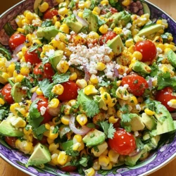 To make a delicious Mexican street corn salad, gather these key ingredients: - 4 ears of fresh corn, husked and cleaned - 1 small red onion, finely diced - 1 cup cherry tomatoes, halved - 1 ripe avocado, diced - 1/2 cup fresh cilantro, chopped - 1/2 cup crumbled cotija cheese (or feta) - 2 tablespoons mayonnaise - 2 tablespoons Greek yogurt - 1 tablespoon fresh lime juice - 1 teaspoon chili powder - Salt and pepper to taste These ingredients blend to create a fresh and vibrant salad bursting with flavor. You can add a personal touch with these optional ingredients: - Jalapeños for heat - Bell peppers for crunch - Black beans for protein - Radishes for extra crunch - Lime zest for more citrus flavor Feel free to mix and match to suit your taste. If you have any dietary needs, here are some substitutions: - Use grilled zucchini instead of corn for a veggie option. - Replace cotija cheese with nutritional yeast for a vegan choice. - Swap mayonnaise for a dairy-free version or avocado for creaminess. - Use lime juice from a bottle if fresh limes are not available. These swaps make the salad enjoyable for everyone while keeping the taste intact. For the full recipe, check out the details above. First, grill the corn. Preheat your grill to medium-high heat. Place the corn directly on the grill. Cook for about 8-10 minutes. Turn the corn often. Look for charred and tender kernels. Once grilled, take the corn off and let it cool. This step is key for flavor. After the corn cools, cut the kernels off the cobs. Use a sharp knife for safety. Place the kernels in a large bowl. Next, add the diced red onion. Slice the cherry tomatoes in half and add them too. Then, toss in the diced avocado and chopped cilantro. Gently mix everything together. Be careful not to mash the avocado. In a small bowl, combine the mayonnaise and Greek yogurt. Add fresh lime juice for zest. Then, sprinkle in the chili powder, salt, and pepper. Whisk until smooth. This dressing ties all the flavors together. Drizzle the dressing over the corn mixture. Use a spatula to fold it all together. Make sure the dressing coats every piece. Finally, sprinkle crumbled cotija cheese on top. Give it one last gentle toss. At this point, taste the salad. Adjust the seasoning if needed. You can add more lime juice or chili powder for extra kick. Enjoy your fresh and flavorful Mexican street corn salad! For the full recipe, check out the details above. Grilling corn is key to a great Mexican street corn salad. Start with fresh corn, as it tastes best. Preheat your grill to medium-high heat. Place the husked corn directly on the grill. Cook for about 8 to 10 minutes, turning it often. Look for charred spots on the kernels. This adds a smoky flavor. Once done, let the corn cool before cutting off the kernels. Balancing flavors makes this salad shine. Combine sweetness from the corn with the tang of lime juice. Use fresh herbs, like cilantro, for a bright taste. The creamy dressing adds richness. Crumbled cotija cheese gives a salty kick. Adjust seasoning with salt and pepper to your liking. If you want heat, add more chili powder. Taste as you mix to find your perfect balance. A colorful presentation makes your salad inviting. Use a large, vibrant bowl to serve. For individual servings, small cups work well. Garnish with extra cilantro on top for a fresh look. A sprinkle of chili powder adds a pop of color. Add a lime wedge on the side for a fun touch. This not only looks great but also enhances the flavor. For the full recipe, check out the detailed steps. {{image_4}} While fresh corn shines in this salad, you can try a few other types. Canned corn works well if you’re short on time. Just rinse it to remove excess salt. Frozen corn is another great option. Simply thaw and drain it before adding to your salad. Each type brings a unique taste and texture. Experiment to find your favorite! Want to make this salad more filling? Add some protein! Grilled chicken, shrimp, or black beans can give it a nice boost. Shredded rotisserie chicken is a quick option. If you prefer seafood, grilled shrimp adds a lovely flavor. For a plant-based twist, try black beans or chickpeas. They add protein and make the dish even more satisfying. You can easily adapt this salad to fit a vegan or dairy-free diet. Instead of cotija cheese, use crumbled tofu or vegan cheese. Replace Greek yogurt and mayonnaise with cashew cream or a dairy-free yogurt. These swaps keep the flavors while making it suitable for everyone. You won’t miss the dairy at all! For the full recipe, check out the [Full Recipe]. Storing your Mexican street corn salad is easy. First, place any leftovers in an airtight container. This keeps it fresh for longer. Make sure to cool the salad to room temperature before sealing it. If you have leftover dressing, store it separately for the best taste. You can enjoy this salad cold or at room temperature. If you prefer to reheat it, use a microwave. Heat for 30 seconds at a time until warm. Stir it gently to heat evenly. I recommend serving it fresh rather than reheating. The flavors shine better when the salad is chilled. Your Mexican street corn salad stays fresh in the fridge for about 3 days. After that, the corn might lose its crunch. To keep it fresh longer, add the avocado just before serving. This helps prevent browning. If it starts to smell or look off, it's best to toss it. Enjoy the full flavors while it's still fresh! For the full recipe, check the details above. Mexican Street Corn Salad comes from the popular street food called elote. Elote features grilled corn on the cob, slathered in creamy sauces, and topped with cheese and spices. Street vendors serve this dish all over Mexico. The salad version adds fresh veggies and is easier to eat. This twist keeps the flavors but adds a fun, colorful touch. Yes, you can make this salad ahead of time! It tastes even better after sitting for a while. Just keep it in the fridge for up to a day before serving. Make sure to add the avocado and cheese right before serving to keep them fresh. This way, you keep the salad vibrant and tasty. You can pair this salad with many dishes. It goes great with grilled chicken, tacos, or burgers. You can serve it as a side dish at barbecues or picnics. For a full meal, try it with rice or beans. The flavors complement each other well, making every bite delightful. It’s best to eat leftovers within three days. If stored properly in the fridge, the salad stays good for a short time. Check for any strange smells or changes in texture before eating. If it looks or smells off, it’s safer to throw it out. Always trust your senses when it comes to food safety. Mexican street corn salad is easy and packed with flavor. You learned about key ingredients, tips for preparing corn, and ways to customize your dish. The steps to mix and dress the salad are simple. I shared fun variations, storage advice, and common questions for clarity. Enjoy making this vibrant salad and impress your friends and family. With these tips, it’s hard to go wrong. Dive into the flavors and explore your creativity in the kitchen!