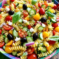 - 8 oz rotini pasta - 1 cup cherry tomatoes, halved - 1 cucumber, diced - 1 bell pepper (any color), diced - 1/2 red onion, finely chopped - 1 cup black olives, sliced - 1/2 cup feta cheese, crumbled - 1/4 cup fresh basil, chopped - 1/4 cup extra virgin olive oil - 2 tablespoons red wine vinegar - 1 teaspoon dried oregano - Salt and freshly ground pepper to taste For this Quick Italian Pasta Salad, you need fresh, colorful ingredients. The rotini pasta acts as a great base. It holds the dressing well and mixes easily with other veggies. Cherry tomatoes add a sweet burst, while cucumbers give a nice crunch. The bell pepper adds color and flavor. Red onion brings a sharp taste, but you can use green onions if you prefer a milder flavor. Black olives add a briny touch that pairs well with feta cheese. Feta adds creaminess and tang, making each bite delightful. Fresh basil brings a lovely aroma and taste, tying all the flavors together. - Optional add-ins (e.g., grilled chicken, artichokes) - Substitute ingredients for dietary preferences Feel free to mix in grilled chicken for protein or artichokes for extra flavor. You can also swap out the feta for a dairy-free cheese if needed. There are many ways to make this dish your own, so be creative! You can check the Full Recipe for more ideas. To start, you need to boil the rotini pasta. Fill a large pot with water and add a pinch of salt. Bring the water to a rolling boil. Once boiling, add 8 oz of rotini pasta. Cook it for about 8-10 minutes until it is al dente. This means it should be firm but not hard. After cooking, drain the pasta in a colander. Rinsing the pasta is key. Run cold water over it to stop the cooking. This helps keep the pasta from getting mushy. Set the cooled pasta aside for mixing. Now it’s time to combine fresh vegetables with the pasta. In a large bowl, add the cooled rotini, cherry tomatoes, diced cucumber, diced bell pepper, finely chopped red onion, sliced black olives, and crumbled feta cheese. Gently mix these fresh ingredients. Use a spatula to fold them together. This way, you ensure everything is evenly distributed. The colors and textures will make your salad pop! Next, let's make the dressing. In a small bowl, whisk together 1/4 cup extra virgin olive oil, 2 tablespoons red wine vinegar, and 1 teaspoon dried oregano. Add a pinch of salt and some freshly ground pepper. Whisk until the dressing is well mixed. You want a slightly thickened consistency. This dressing will bring all the flavors together. Drizzle the dressing over your pasta salad. Toss everything together gently. Make sure all the ingredients are coated in the delicious dressing. For the final touch, fold in the chopped fresh basil. This adds an aromatic finish that enhances the Mediterranean flavors. Enjoy your vibrant salad! For the full recipe, check out the details provided earlier. - Chop your veggies the night before. This saves time when you cook. - Use store-bought dressing if you’re in a hurry. It can taste great too. - Let the salad sit for about 15 minutes. This helps the flavors blend well. - Taste the salad after mixing. Adjust the salt and pepper to fit your taste. - Serve the salad in a large, bright bowl to show off its colors. - Add whole basil leaves on top for a nice touch. A sprinkle of feta looks great too. {{image_4}} You can easily make this dish vegetarian. Start by adding more vegetables. Try adding artichokes, zucchini, or even spinach. These add color and taste. You can also switch the feta cheese. Use mozzarella or a vegan cheese if you prefer. This gives a creamy texture while keeping it plant-based. To make your pasta salad a complete meal, add grilled chicken or shrimp. Cook them simply with salt and pepper, then slice or chop. Mix them into your salad for added protein. This not only boosts nutrition but makes it more filling. You can also use chickpeas for a vegetarian protein option. If you need a gluten-free version, swap the rotini with gluten-free pasta. Many brands offer great options that cook well. Always check that all your other ingredients are gluten-free too. This includes dressing and any cheese to ensure your dish meets gluten-free needs. To store leftovers, first, let the pasta salad cool. This step helps keep the flavors fresh. Use an airtight container to prevent air from spoiling the taste. Make sure to fill the container, leaving little empty space. This keeps the salad fresh longer. Store it in the fridge for up to three days. You can freeze pasta salad, but some ingredients may change in texture. If you wish to freeze it, follow these steps: - Prepare the salad without adding fresh ingredients like tomatoes or cucumbers. - Place the salad in a freezer-safe container. - Label it with the date and type of salad. - Freeze for up to a month. Before serving, thaw it overnight in the fridge. To refresh the salad before serving, add a splash of olive oil. This helps revive the flavors. You can also toss in fresh herbs to boost the taste. Avoid reheating the salad in the microwave. This can make the veggies soggy. Instead, serve it cold or at room temperature. Enjoy your Quick Italian Pasta Salad with friends and family! The prep time for Quick Italian Pasta Salad is 15 minutes. The total time to make it is 30 minutes. This includes cooking the pasta and mixing all the fresh ingredients. Yes, you can make this salad ahead of time. I recommend making it up to 24 hours in advance. This allows the flavors to blend well together. Just store it in the fridge until you’re ready to serve. Absolutely! You can use other pasta types instead of rotini. Good options include penne, fusilli, or even farfalle. Just be sure to cook them until al dente. If you want a different dressing, you can use creamy dressings. Ranch or Italian dressing works well. Store-bought options can save you time and still taste great. When stored properly, this salad lasts about 3 to 5 days in the fridge. Keep it in an airtight container to maintain its freshness. To make a great Quick Italian Pasta Salad, start with the right ingredients and follow easy steps. You can mix fresh veggies with rotini pasta, drizzle on a tasty dressing, and enjoy a healthy meal. Remember, you can change ingredients based on your likes or needs. Try new flavors, save time with prep tips, and store leftovers well. This salad is not just simple; it’s also flexible. You can enjoy it in many ways to fit your taste. Happy cooking!