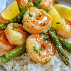 - Shrimp - Asparagus - Unsalted Butter - Garlic - Lemon - Red Pepper Flakes - Seasonings - Garnish How to select fresh shrimp When choosing shrimp, look for a firm texture. They should smell clean, not fishy. The shell should be shiny and not sticky. If you can, buy shrimp that are wild-caught for better taste. Choosing the best asparagus Select asparagus that is bright green with firm stalks. The tips should be closed and compact. Avoid any that are wilted or have dark spots. Fresh asparagus will give a nice crunch to your dish. Substitutes for unsalted butter If you need a dairy-free option, use olive oil or coconut oil. For a lighter option, try using ghee. Each of these will still add a rich flavor to your garlic butter shrimp and asparagus dish. For the full recipe, check the detailed instructions to make this dish shine! Preparing the shrimp Start by getting your shrimp ready. Pat them dry with paper towels. This helps remove extra moisture. Next, season them with salt, pepper, and half of the lemon juice. Let the shrimp sit while you prep the other ingredients. Marinating tips If you want more flavor, let the shrimp marinate for 15 minutes. You can use a small bowl for this. This quick step makes a big difference in taste. Sautéing garlic and asparagus In a large skillet, melt 2 tablespoons of butter over medium heat. Once it bubbles, add minced garlic and red pepper flakes. Sauté for about a minute. This brings out the garlic's nice smell. Then, add the chopped asparagus and stir. Cook for 3-4 minutes until they soften but stay bright and crisp. Cooking shrimp Now, make space in the skillet by moving the asparagus. Add the marinated shrimp directly to the skillet. Cook them for 2-3 minutes on each side. They should turn opaque and get a lovely pink color when done. Adding lemon juice and zest Once the shrimp and asparagus are cooked, drizzle the rest of the lemon juice over them. Also, sprinkle in the lemon zest. This adds a fresh burst of flavor. Adjusting seasonings Add the remaining 2 tablespoons of butter and toss everything. Taste the dish and add more salt, pepper, or red pepper flakes as needed. You want it just right for your taste. Enjoy this quick and tasty Garlic Butter Shrimp and Asparagus dish. For the full recipe, check the link! To sauté shrimp well, use medium heat. This heat helps the shrimp cook evenly. Overcooked shrimp turns tough and rubbery. To prevent this, cook shrimp for just 2-3 minutes on each side. They should turn pink and opaque. If you notice they are getting too firm, take them off the heat quickly. Adding fresh herbs boosts flavor. Try parsley, basil, or dill for a fresh twist. You can also add spices like paprika or cayenne for some heat. Serve garlic butter shrimp and asparagus over rice or quinoa. This makes the meal filling and satisfying. Don’t forget to add lemon wedges for extra zing! Plating can make your dish pop. Use a large, white plate to show off the colors. Spoon the shrimp and asparagus in the center. Drizzle garlic butter sauce over the top. For garnishing, sprinkle fresh parsley on the dish. This adds color and freshness. You can also add lemon zest for a bright finish. For the best look, serve the dish hot. {{image_4}} For those who may not love shrimp, you can swap it for chicken or tofu. Both options cook well in garlic butter, keeping the dish tasty. You can also try scallops for a touch of luxury. When it comes to vegetables, asparagus shines in this dish. However, you can use green beans, zucchini, or bell peppers. Each adds a unique flavor and texture. Just ensure to cook them until they're tender yet crisp. If you need a gluten-free meal, this recipe fits perfectly. All the ingredients are naturally free from gluten. Just double-check any packaged items you use, like butter or seasoning. For a dairy-free option, replace the unsalted butter with olive oil or a dairy-free spread. It still brings great flavor without the dairy. You can also add a bit of coconut milk for creaminess if you like. To give this dish an Asian flair, add soy sauce or sesame oil. You could also toss in some snow peas or bok choy. This creates a colorful and vibrant plate. If you prefer a Mediterranean twist, add olives or sun-dried tomatoes. Fresh basil or oregano can elevate the flavors. These herbs pair wonderfully with garlic butter and create a fresh taste. For more details on the recipe, check the Full Recipe. To store your leftovers, let the garlic butter shrimp and asparagus cool first. Place them in an airtight container. This keeps them fresh and tasty. I recommend using glass containers. They are great for reheating and do not stain easily. You can freeze garlic butter shrimp and asparagus for later meals. Make sure to pack them in a freezer-safe bag or container. Remove as much air as you can to prevent freezer burn. When you want to eat, thaw them in the fridge overnight. For reheating, use a skillet over medium heat. This way, they will taste fresh and delicious. In the fridge, garlic butter shrimp and asparagus lasts about three days. Make sure to check for any signs of spoilage. If it smells off or looks strange, it’s best to toss it out. Enjoy your meal while it's still fresh! Can I use frozen shrimp? Yes, you can use frozen shrimp. Just thaw them first. Place them in cold water for about 15 minutes. This helps keep the shrimp juicy and tender. How can I tell if the shrimp are cooked? Cooked shrimp turn pink and opaque. They should curl into a "C" shape. If they curl tightly into an "O," they may be overcooked. Can I prepare this dish ahead of time? You can prep ingredients in advance. Chop the asparagus and mince the garlic. Store them in the fridge until you're ready to cook. What to serve with garlic butter shrimp? Serve garlic butter shrimp over cooked rice or quinoa. A side salad or crusty bread works well, too. How can I make this recipe spicier? Add more red pepper flakes for heat. You can also mix in some chopped fresh chili or hot sauce. What can I substitute for butter? You can use olive oil or coconut oil instead of butter. Use the same amount for a tasty alternative. How do I enhance the flavor of asparagus? Drizzle asparagus with olive oil, salt, and pepper before cooking. You can also add lemon zest or garlic for more flavor. Try roasting them for a smoky taste. For the full recipe, check out the recipe section above! This blog post covered how to make garlic butter shrimp with asparagus. We looked at ingredients, tips for freshness, and step-by-step cooking. You learned cooking methods, plating ideas, and variations. We also discussed storage and answered common questions. In summary, cooking this dish is easy and fun. Enjoy experimenting with flavors and ingredients. You can make it your way. Trust my tips, and you'll impress anyone at your table.