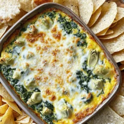 To make a rich and creamy spinach artichoke dip, you'll need a few key ingredients. Here’s what you’ll need: - 1 cup fresh spinach, finely chopped - 1 cup canned artichoke hearts, thoroughly drained and coarsely chopped - 1 cup cream cheese, softened to room temperature - 1/2 cup sour cream - 1/2 cup mayonnaise - 1 cup shredded mozzarella cheese, divided - 1/4 cup grated Parmesan cheese - 2 cloves garlic, minced - 1 teaspoon onion powder - Salt and freshly ground black pepper, to taste - Optional: sliced baguette or crispy tortilla chips for serving These ingredients combine to create a dip that’s smooth and full of flavor. You can adjust the amounts based on your taste. For example, you can add more garlic if you love its flavor or use extra cheese for a cheesier dip. This recipe focuses on fresh and rich flavors to make every bite satisfying. For the full recipe, check out the instructions above. - Preheat the oven to 350°F (175°C). - Soften cream cheese to room temperature. - Combine cream cheese, sour cream, and mayonnaise until smooth. - Stir in mozzarella and Parmesan cheese. - Fold in spinach, artichoke hearts, garlic, and onion powder. - Season to taste with salt and pepper. - Transfer mixture to a greased baking dish. - Bake for 25-30 minutes until bubbly and golden. This simple process will lead you to a warm, creamy dip. For the full recipe, check the details above. Enjoy the rich flavors and creamy texture! To get the best texture for your dip, start with the cream cheese. Make sure it is fully softened. This makes mixing easier and smoother. If the cream cheese is too cold, your dip will be lumpy. Mix just enough to blend the ingredients. Avoid overmixing to keep the dip a bit chunky. A few bits of artichoke or spinach add great texture. You can prepare this dip in advance. Just mix all the ingredients and place them in a dish. Cover and refrigerate until you are ready to bake. If you bake it cold, add a few extra minutes to the cooking time. This helps ensure it heats all the way through. I love serving this dip warm. It pairs perfectly with sliced baguette or crispy tortilla chips. You can also use fresh veggie sticks for a lighter option. For a more appealing look, add some garnishes. Try a sprinkle of extra Parmesan or fresh herbs on top. These simple touches make your dish stand out! {{image_4}} You can easily swap some ingredients to change the dip. For a healthier twist, use Greek yogurt instead of sour cream. It gives a nice tang and keeps it creamy. You can also try different cheeses. Cheddar adds a sharp flavor, while feta gives a salty kick. Both make the dip even tastier! Want to spice things up? Add a pinch of red pepper flakes. This small change will give your dip a nice kick. You can also mix in herbs like thyme or basil. These herbs add freshness and enhance the overall flavor. Don’t be afraid to experiment! If you need a gluten-free option, choose the right dippers. Use fresh veggies or gluten-free crackers. They pair perfectly with the creamy dip. For vegan friends, use plant-based cream cheese instead of regular cream cheese. This small change keeps the dip delicious and inclusive. You can find options in many stores now. For the full recipe, check out the detailed instructions above. Store any leftover dip in an airtight container in the fridge. This helps keep it fresh. For the best taste, eat it within 3-4 days. If it sits too long, the flavors can fade. To reheat the dip, use the oven or microwave. Warm it until it’s hot again. For extra creaminess, add more cheese before you heat it. This simple step makes the dip even richer and more delicious! Yes, you can prepare it a day before and bake when needed. This dip keeps well in the fridge. Just cover it tightly. When you're ready to serve, pop it in the oven. This saves time for your party or gathering. Yes, when served with gluten-free dippers, the dip itself is gluten-free. Just check labels on your chips or bread. Many brands offer tasty gluten-free options. This makes it safe for those with gluten allergies. Serve with sliced baguette, tortilla chips, or fresh veggie sticks. Each option brings a different crunch and flavor. Bread adds a soft touch, while chips give extra crunch. Veggie sticks offer a fresh bite. Mix and match for a fun platter! Add diced jalapeños or adjust the amount of red pepper flakes. Start small, then taste as you go. You can always add more heat. This dip is all about your taste. Adjusting the spice makes your dip unique! In summary, this blog post guides you through making creamy spinach artichoke dip. You learned the needed ingredients, easy steps, and helpful tips. Baking this dip brings out its rich flavors, perfect for gatherings. Remember, you can personalize it with different herbs, cheeses, or dippers. Make it ahead for quick serving. Whether you stick to the classic recipe or get creative, enjoy sharing this tasty treat with others. Your friends and family will love it!