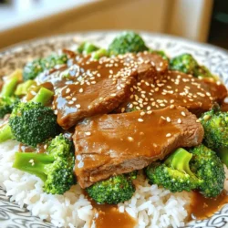 - 1 pound flank steak, thinly sliced against the grain - 2 cups broccoli florets - 1/4 cup soy sauce - 2 tablespoons oyster sauce - 2 tablespoons cornstarch - 1 tablespoon brown sugar - 1 tablespoon freshly grated ginger - 3 cloves garlic, minced - 1 cup beef broth - 2 tablespoons sesame oil - 1 tablespoon vegetable oil - Salt and pepper to taste - Cooked rice or noodles for serving - Optional garnishes: sesame seeds, sliced green onions Gather these ingredients before you start. The flank steak is key for tender bites. Broccoli adds great color and crunch. The soy sauce and oyster sauce blend well for a rich taste. Brown sugar and ginger bring a nice sweetness and warmth. Garlic packs a punch of flavor. Beef broth adds depth. Sesame oil gives a nutty finish. Don’t forget salt and pepper to season! Once you have all your ingredients, you are ready to create a dish that feels fancy but is easy to make. You can serve this meal over rice or noodles. For a pretty touch, sprinkle sesame seeds or green onions on top. If you want to see how to put it all together, check out the Full Recipe. Start by whisking together these ingredients in a bowl: - 1/4 cup soy sauce - 2 tablespoons oyster sauce - 2 tablespoons cornstarch - 1 tablespoon brown sugar - 1 tablespoon freshly grated ginger - 3 cloves garlic, minced - 1 cup beef broth This savory sauce brings rich flavors to your meal. Mix until smooth. Next, set your Instant Pot to Sauté mode. Add 1 tablespoon of vegetable oil. When the oil is hot, add 1 pound of flank steak. Season it lightly with salt and pepper. Sauté for about 2-3 minutes. Stir often until the beef turns a nice brown color. Now, pour the sauce over the browned beef. Stir well to coat all the pieces. Close the Instant Pot lid tightly. Set the steam release valve to sealing. Select the Manual or Pressure Cook setting. Adjust the time to 10 minutes on high pressure. When cooking is done, let the pot naturally release pressure for 5 minutes. Then, carefully switch the steam release valve to venting. Open the lid and add 2 cups of broccoli florets. Close the lid again. Switch back to Sauté mode. Cook for an extra 2-3 minutes. Stir occasionally until the broccoli is tender and bright green. Now, your Instant Pot Beef and Broccoli is ready to shine. Enjoy this quick dinner delight! For more details, check the Full Recipe. To get that perfect browning on the beef, start by using a hot Instant Pot. Set it to Sauté mode and add vegetable oil. Wait until the oil shimmers before adding the beef. This step is key. Sauté the beef for just 2-3 minutes. Stir it often to prevent burning. You want a nice brown crust, as it adds flavor. Don't overcrowd the pot, as this can steam the beef instead of browning it. For bright and crunchy broccoli, timing is everything. Add the florets after the beef has cooked. Switch the Instant Pot back to Sauté mode. Cook the broccoli for just 2-3 minutes. Stir gently to coat it in the sauce. This keeps its vibrant green color and crisp texture. If you cook it too long, it turns mushy and dull. Want to boost the flavor? Try adding a splash of rice vinegar for tang. You can swap out the soy sauce for tamari to make it gluten-free. Want some heat? Add a pinch of red pepper flakes or some sliced jalapeños. You can also mix in sesame seeds for added crunch. Feel free to experiment with these suggestions to make this dish your own! For the full recipe, check out the section above. {{image_4}} You can swap out the beef for chicken or tofu. Chicken breast works well. Just cut it into bite-sized pieces. If you prefer tofu, use firm tofu and cube it. Both options cook quickly and stay tender. Adjust cooking times if needed. Chicken may take a minute less under pressure. Tofu is already soft, so you can skip browning it. This gives you tasty options for any diet. You can change the sauce for new flavors. Try adding hoisin sauce for a sweet twist. For heat, mix in some chili paste or sriracha. You can also use tamari instead of soy sauce for a gluten-free version. If you want a tangy flavor, add a bit of rice vinegar. Each change gives a unique taste to this dish. Feel free to experiment and find your favorite! Think about how you want to serve this dish. It pairs well with rice or noodles. For a fresh touch, add a salad on the side. You can also serve it in a bowl to show off the colors. Garnish with green onions or sesame seeds for flair. This not only looks nice but also adds flavor. The way you present your meal can make it feel special. Store your leftover beef and broccoli in an airtight container. Glass or plastic containers work well. Keep them in the fridge for up to three days. Make sure to let the dish cool before sealing it. This helps keep the food fresh and safe. To reheat beef and broccoli, use the microwave for quick results. Place it in a microwave-safe dish. Cover it with a lid or wrap to keep moisture. Heat in 30-second bursts, stirring often. This way, the beef stays juicy, and the broccoli stays bright. You can also reheat it on the stove. Use a pan over low heat, adding a splash of water or broth to keep it moist. You can freeze beef and broccoli for later meals. Let the dish cool completely first. Then, pack it in a freezer-safe container or bag. Be sure to remove as much air as possible. You can store it for up to three months. When ready to eat, defrost it overnight in the fridge. Reheat it gently on the stove or in the microwave. Enjoy that delicious taste anytime! The total time is about 30 minutes. This includes 15 minutes for prep and 15 minutes for cooking. You sauté the beef for a few minutes, then cook under pressure for 10 minutes. After that, you add broccoli and sauté for a few more minutes. Yes, you can make it gluten-free! Use tamari instead of soy sauce. Ensure your oyster sauce is gluten-free as well. You can also find cornstarch that is certified gluten-free. You can use sirloin or ribeye instead. For a lighter option, try chicken breast or tofu. Both will work well with the sauce and broccoli. Yes, this dish is great for meal prep! Cook a big batch and store it in airtight containers. It keeps well in the fridge for up to four days. You can also freeze it for later. Serve it over warm rice or noodles for a complete meal. You can garnish with sesame seeds or sliced green onions for a nice touch. Present it in shallow bowls for an elegant look. You can find the Full Recipe [here](#). This will guide you through every step and show you how to make this tasty dish! You now have everything you need to make a delicious Instant Pot beef and broccoli. We covered the key ingredients, guided you through each step, and shared tips for perfecting your dish. Whether you choose beef, chicken, or tofu, this recipe is easy to adapt. Remember to store leftovers properly and enjoy them later. Cooking doesn’t have to be hard. With a little practice, you’ll impress everyone with your skills. Enjoy your meal!