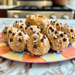- 1 cup natural peanut butter - 1/2 cup rolled oats - 1/4 cup honey or maple syrup - 1/4 cup unsweetened shredded coconut - 1/4 cup mini chocolate chips - 1/4 cup ground flaxseed - 1 teaspoon pure vanilla extract - A pinch of fine sea salt These ingredients work together to create a tasty and healthy snack. The natural peanut butter gives it a rich flavor and healthy fats. Rolled oats add fiber, making these bliss balls filling. Honey or maple syrup provides sweetness without refined sugar. Unsweetened shredded coconut adds texture and a hint of tropical flavor. Mini chocolate chips give a delightful surprise in each bite. Ground flaxseed is packed with nutrients and helps bind the mixture. Pure vanilla extract enhances the overall taste. Finally, fine sea salt balances the sweetness and boosts flavor. If you need alternatives, here are some ideas: - Peanut Butter Alternatives: You can use almond butter or sunflower seed butter if you're allergic to peanuts. - Sweeteners: If you want a different sweet flavor, try agave nectar or date syrup. - Mix-Ins: Feel free to add dried fruits, nuts, or seeds for extra nutrition and taste. These substitutions can help you make bliss balls that fit your diet and taste preferences. To start, grab a medium mixing bowl. Add 1 cup of natural peanut butter, 1/4 cup of honey or maple syrup, and 1 teaspoon of pure vanilla extract. Use a spatula or whisk to mix until smooth. This step is key for a creamy texture. Next, stir in 1/2 cup of rolled oats, 1/4 cup of unsweetened shredded coconut, 1/4 cup of ground flaxseed, and a pinch of fine sea salt. Mix well, making sure all dry ingredients blend in. Finally, gently fold in 1/4 cup of mini chocolate chips. Once mixed, cover the bowl with plastic wrap. Chill the mixture in the fridge for about 30 minutes. This makes it easier to handle. When the mixture is chilled, it's time to roll. Wet your hands slightly to avoid sticking. Take small portions and roll them into balls about 1 inch in diameter. Aim for uniform sizes. This way, each bliss ball has the same great flavor. Place the rolled balls on parchment paper or a plate. After rolling, put them back in the fridge for 15-20 minutes. This helps them firm up, making them even more enjoyable. For a fun presentation, arrange the bliss balls on a colorful platter. You can drizzle some extra peanut butter on top for flair. Pair these with a refreshing glass of almond milk or your favorite drink. This makes for a tasty treat that’s perfect for any time of day. You can find the Full Recipe to keep making these delightful snacks! To make great Peanut Butter Bliss Balls, you need even mixing. Start by blending the peanut butter, honey, and vanilla extract until it's smooth. Use a spatula or whisk to help with this. Next, add your dry ingredients. This includes oats, coconut, flaxseed, and salt. Mix until everything is well combined. Chilling the mixture is also key. After mixing, cover the bowl and refrigerate for about 30 minutes. This step firms up the mixture, making it easier to roll into balls. A well-chilled mixture helps you achieve the perfect texture. You can easily change these bliss balls to fit your taste. Want more protein? Add a scoop of protein powder or superfoods like chia seeds. If you want to make them nut-free, swap peanut butter for sun butter or seed butter. For a vegan option, just use maple syrup instead of honey. Watch out for overmixing the ingredients. Mixing too much can make the bliss balls dense. Just mix until everything is combined and no dry bits remain. Also, don’t skip the chilling step. If you don’t chill the mixture long enough, your bliss balls will be too soft to roll. Make sure to chill for at least 30 minutes for best results. {{image_4}} You can make Peanut Butter Bliss Balls even more fun by adding flavors. Try mixing in cinnamon for warmth or cocoa powder for a chocolate twist. Both spices enhance the taste without adding extra sugar. You can also toss in dried fruits like raisins or cranberries for sweetness. Nuts can give a nice crunch, too. Almonds or walnuts work great! If you need gluten-free bliss balls, use certified gluten-free oats. They give the same texture and taste without the gluten. For a sugar-free treat, replace honey or maple syrup with stevia or erythritol. This keeps the bliss balls sweet while fitting your diet. Get creative with seasonal bliss balls! Add pumpkin spice in the fall for a cozy flavor. For holidays, you can roll the bliss balls in colored sprinkles or drizzle melted chocolate on top. These themed decorations make them perfect for parties or gifts. You can find the Full Recipe above to start making these tasty treats today! To keep your Peanut Butter Bliss Balls fresh, store them in the fridge. Use an airtight container to prevent them from drying out. They will stay good for up to one week. When you need a quick snack, grab one from the container. Enjoy their rich flavor and energy boost! If you want to keep your bliss balls longer, freezing is a great option. Place them in a single layer on a baking sheet. Freeze until firm, then transfer them to a freezer-safe bag. These bliss balls can last up to three months in the freezer. When you're ready to eat, just thaw at room temperature. Check your bliss balls for changes. If they smell off or have mold, toss them out. A change in texture or color is also a sign they may not be good. Always trust your senses. When in doubt, it’s safer to discard them. Enjoy your bliss balls while they are fresh! Peanut butter bliss balls last about one week in the fridge. Store them in an airtight container. The cold keeps them firm and fresh. After a week, check for any off smells or changes in texture. If they seem okay, they are likely still good. Yes, you can use crunchy peanut butter! It adds a nice texture to the bliss balls. The crunchiness gives each bite a fun twist. Just make sure to mix it well with the other ingredients. Peanut butter bliss balls are quite healthy! They pack protein and healthy fats from the peanut butter. The oats offer fiber, while flaxseed adds omega-3s. When made with honey or maple syrup, they still provide natural sweetness without refined sugars. They make a great snack or energy boost. Absolutely! Doubling the recipe is easy. Just use two cups of peanut butter and adjust the other ingredients accordingly. Make sure you have enough space in your fridge for the extra bliss balls. They are perfect for sharing or for meal prep! If you need a substitute for oats, try using ground almonds or almond flour. You can also use coconut flour, but use less since it absorbs more moisture. Another option is to use puffed rice for a lighter texture. Each of these options will change the taste a bit, so pick what you like best! You now have a complete guide to making Peanut Butter Bliss Balls. We covered the key ingredients, substitutions, and step-by-step instructions. With tips for customization and storage, you can create these treats to fit any taste or dietary need. Remember to avoid common mistakes like overmixing or skipping the chill time. Enjoy experimenting with flavors and themes. Your delightful bliss balls are sure to impress!