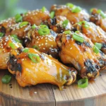 - 2 lbs chicken wings - 1/2 cup honey - 1/4 cup soy sauce - 4 cloves garlic, finely minced - 1 tablespoon fresh ginger, freshly grated - 1 teaspoon sesame oil - 1/2 teaspoon freshly ground black pepper - 1/4 teaspoon red pepper flakes (optional for adding heat) - 2 green onions, thinly sliced (for garnish) - Sesame seeds (for garnish) When making honey garlic chicken wings, the right ingredients matter. First, you need chicken wings, which are the star. I use 2 lbs for a great crowd-pleaser. Honey gives that sweet touch, at 1/2 cup. A splash of soy sauce, about 1/4 cup, adds saltiness and depth. Next, the flavor comes from garlic and ginger. I finely mince 4 cloves of garlic and grate 1 tablespoon of fresh ginger. This mix makes the wings pop. A teaspoon of sesame oil adds a nutty taste that ties it all together. Want to kick it up a notch? You can add a little black pepper for warmth. If you like heat, sprinkle in 1/4 teaspoon of red pepper flakes. For the final touch, garnish with 2 sliced green onions and a sprinkle of sesame seeds to make it look fancy. This recipe is easy and packed with flavor, perfect for game day or a fun dinner. You can find the [Full Recipe] to guide you through the steps! To start, grab a medium mixing bowl. In this bowl, combine honey, soy sauce, minced garlic, grated ginger, sesame oil, black pepper, and red pepper flakes. Mix these ingredients well using a whisk. You want a smooth marinade that blends all the flavors. This step is key to making your wings tasty and sticky! Next, take 2 lbs of chicken wings and place them in a large resealable plastic bag or a shallow dish. Pour the marinade over the wings, making sure each wing gets coated well. Seal the bag tightly or cover the dish with plastic wrap. Now, place it in the fridge. Let it marinate for at least 1 hour. If you can, let it sit overnight. This gives the wings time to soak up all the delicious flavors. Now it's time to cook! Preheat your oven to 400°F (200°C). This helps the wings cook evenly and get crispy. Line a baking sheet with aluminum foil for easy cleanup. Place a wire rack on top of the sheet. Spread the marinated wings on the rack in a single layer. Save the leftover marinade for later. Bake the wings in the preheated oven for 25-30 minutes. Flip them halfway through to ensure they get crisp on all sides. They should turn golden brown and crispy. While the wings bake, take the reserved marinade and pour it into a small saucepan. Bring it to a boil over medium heat, then reduce to a simmer. Let it bubble for 5-7 minutes, stirring often until it thickens slightly. When the wings are done, remove them from the oven. In a large bowl, toss the wings with the thickened glaze until they are fully coated. Serve them on a platter, and don’t forget to garnish with thinly sliced green onions and a sprinkle of sesame seeds. Enjoy your tasty honey garlic chicken wings! For the full recipe, check the entire preparation guide. Marinating chicken wings is key for great flavor. I find that an hour is the minimum time. For deeper flavor, marinate overnight. Always keep the wings in the fridge while they marinate. This prevents any risk of bacteria. For crispy wings, preheat your oven to 400°F (200°C). Bake for 25 to 30 minutes. Flipping the wings halfway through is crucial. This helps them get golden brown all over. You want that perfect crunch! To achieve the right glaze thickness, keep an eye on your sauce. As it simmers, stir occasionally. You want it to bubble and thicken without burning. A thicker glaze clings better to the wings, making each bite delicious. {{image_4}} You can switch up the honey garlic wings in many ways. For a spicy kick, add more red pepper flakes or some hot sauce. If you want a tangy twist, mix in some lime juice or rice vinegar. You can even try a sweet twist by using maple syrup instead of honey. Each option brings a new flavor to the table. For a quick and healthy choice, use an air fryer. Set it to 375°F (190°C) and cook the wings for about 25 minutes. Shake the basket halfway through for even cooking. This method gives you crispy wings with less oil. Grilling is another great method. It adds a smoky flavor that pairs well with the honey garlic mix. Preheat your grill to medium-high heat. Cook the wings for 20-25 minutes, turning often. This will keep them juicy and tasty. Pair your honey garlic chicken wings with tasty side dishes. A fresh salad or crispy fries works great. You can also serve them with a side of ranch or blue cheese dressing for dipping. For drinks, try a cold beer or a fruity soda. These choices will enhance your meal and make it even more enjoyable. After enjoying your honey garlic chicken wings, store any leftovers in the fridge. Place the wings in an airtight container. This keeps them fresh and tasty. You can also wrap them tightly in aluminum foil or plastic wrap. Make sure to eat them within three to four days for the best flavor. To reheat your chicken wings, use the oven for the best results. Preheat your oven to 350°F (175°C). Spread the wings on a baking sheet. Bake them for about 10-15 minutes. This helps keep the wings crispy. You can also microwave them, but they may lose some crispiness. If you use the microwave, cover them with a damp paper towel to keep them moist. If you want to save wings for later, freezing is a great option. First, let the wings cool completely. Then, place them in a freezer-safe bag. Squeeze out as much air as possible before sealing. Label the bag with the date. When you’re ready to eat them, thaw the wings in the fridge overnight. Reheat them in the oven for the best texture. Enjoy your flavorful wings anytime! You should marinate chicken wings for at least 1 hour. However, for the best flavor, I recommend marinating them overnight. This gives the wings time to soak up the honey and garlic mix. It also helps the meat become tender and juicy. Just remember to keep the wings in the fridge while they marinate. This ensures they stay safe to eat. Yes, you can make honey garlic chicken wings in an air fryer! First, marinate the wings just as you would in the oven. Preheat your air fryer to 375°F (190°C). Place the wings in a single layer in the basket. Cook them for about 25 minutes, flipping them halfway through. This method makes the wings crispy without needing much oil. It’s a quick and healthy way to enjoy this recipe. If you need a substitute for soy sauce, you have options. You can use tamari, which is gluten-free. Coconut aminos is another great choice and has a sweeter taste. For a low-sodium option, you can mix water with a bit of salt. This will still give you a savory flavor without all the sodium. These alternatives keep the dish tasty while fitting your dietary needs. You can find the full recipe at the beginning of the article. Enjoy your cooking! This blog post covered how to make delicious honey garlic chicken wings. We discussed key ingredients like chicken, honey, and soy sauce. The step-by-step instructions guide you through marinating and cooking for great flavor. Tips help with achieving crispy wings and adjusting glaze thickness. You can even try variations like air frying or grilling. Remember, proper storage keeps leftovers fresh. Enjoy your wings, and don’t forget to share with friends! Exploring these flavors can turn any meal into a special occasion.