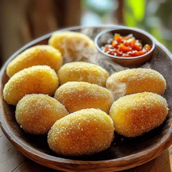 To make Easy Indonesian Beef Potato Croquettes, gather the following ingredients: - 2 large potatoes, peeled and diced - 250g ground beef - 1 medium onion, finely chopped - 2 cloves garlic, minced - 1 tablespoon soy sauce - 1 tablespoon sweet soy sauce (kecap manis) - 1 teaspoon ginger paste - 1 teaspoon ground coriander - ½ teaspoon ground turmeric - Salt and black pepper to taste - 1 cup breadcrumbs - 2 eggs, beaten - Cooking oil, for frying These ingredients are key to making your croquettes flavorful and crispy. The potatoes give a soft base, while the beef adds richness. The spices like ground coriander and turmeric bring warmth to each bite. Sweet soy sauce adds a hint of sweetness, balancing the savory notes from the beef and spices. Always use fresh ingredients for the best taste. If you want to add a personal touch, consider mixing in some chopped green onions or herbs. This dish is quite flexible, so feel free to adjust based on what you have at home. For the full recipe, check the detailed cooking steps provided. - Boil the potatoes: Start by bringing a pot of salted water to a boil. Add the peeled and diced potatoes. Cook them for about 15 minutes. You want them tender enough to mash. Once done, drain and mash the potatoes until smooth. Set them aside to cool completely. - Sauté the aromatics: In a skillet, heat a splash of cooking oil over medium heat. Add the finely chopped onion and sauté it until it turns translucent, which should take about 3-4 minutes. Then, stir in the minced garlic and ginger paste. Cook for another 2 minutes until your kitchen smells amazing. - Cook the ground beef: Add the ground beef to the skillet. Cook it until it’s nicely browned, breaking it up with a spatula. Stir in the soy sauce, sweet soy sauce, ground coriander, ground turmeric, salt, and black pepper. Let it cook for another 5 minutes to blend the flavors. Remove it from heat and let it cool slightly. - Combine potato and beef mixtures: In a large mixing bowl, mix the cooled mashed potatoes with the beef mixture. Use your hands or a spatula to mix them well. You want everything to be evenly combined. - Shape the croquettes: With your hands, take some of the potato-beef mixture and shape it into oval or round croquettes. Aim for about the size of a golf ball. Make sure they are compact so they hold their shape. - Coat and prepare for frying: Take each croquette and dip it in the beaten eggs. Ensure each one is fully coated. After that, roll the croquette in breadcrumbs. This gives it a nice, crunchy crust when fried. - Fry the croquettes: In a deep skillet or frying pan, heat cooking oil over medium-high heat. Carefully add the croquettes in batches. Fry them for about 3-4 minutes on each side, until they are golden brown and crispy. Use a slotted spoon to transfer them to a plate lined with paper towels. - Serve and enjoy: Serve your croquettes hot. Pair them with spicy sambal or sweet chili sauce for dipping. This enhances the flavors and makes each bite a crispy delight. For the full recipe, check out the complete instructions above. To get the best texture in your croquettes, start with smooth mashed potatoes. Cook the potatoes until very soft. This soft base helps your croquettes stay light and fluffy. Let the mashed potatoes cool completely before mixing them with other ingredients. Cooling helps them hold their shape and prevents sogginess. When you mix your beef with the potatoes, make sure to blend them well. This step ensures every bite has the right flavor. Keep your hands clean and use them to mix. It helps you feel the texture and adjust as needed. Frying is key to achieving that perfect, crispy outside. Use enough oil in your pan to cover the croquettes halfway. Heat the oil before adding them; you want a nice sizzle when they touch the pan. Fry in small batches, giving them room to move. This way, they cook evenly and get crispy all around. If you want extra crispiness, double-coat your croquettes. Dip them in egg, then breadcrumbs, and repeat. This adds a thicker crust, making every bite a delight. For more tips, check out the Full Recipe. Enjoy crafting your croquettes! {{image_4}} You can switch up the recipe to match your taste. Here are some fun ideas: - Using Different Meats or Vegetarian Options: You can easily swap the ground beef for chicken or turkey. If you want a vegetarian dish, try using mashed chickpeas or lentils instead. Both options keep the croquette's tasty flavor. - Adding Spices for Extra Flavor: Feel free to add spices to enhance the taste. Some great choices include chili powder for heat or smoked paprika for a smoky flavor. You can also mix in fresh herbs like cilantro or parsley for a fresh kick. - Incorporating Vegetables into the Mixture: Add finely chopped vegetables for more texture. Carrots, peas, or bell peppers work well. Just make sure to sauté them first to bring out their flavors. These additions make your croquettes even more delicious! Try these variations to create your own unique twist on the Easy Indonesian Beef Potato Croquettes recipe. You can find the Full Recipe to guide you through the cooking steps. Enjoy your cooking! - How to store leftovers Store any leftover croquettes in an airtight container. Place a paper towel at the bottom to absorb extra moisture. This helps keep them crispy. Store them in the fridge for up to three days. - Techniques for reheating without losing texture To reheat, use an oven or air fryer. Preheat the oven to 375°F (190°C). Place the croquettes on a baking sheet. Heat them for about 10-15 minutes until hot and crispy. This method helps maintain their crunch. - Freezing croquettes for future meals You can freeze uncooked croquettes for quick meals. Arrange them on a tray and freeze until solid. Once frozen, transfer them to a freezer bag. You can keep them in the freezer for up to three months. When ready to cook, fry them straight from the freezer. Cook for a few extra minutes until golden brown. For a full recipe, check out the details above. Can I make these croquettes ahead of time? Yes, you can prepare the croquettes a day in advance. Shape them and store in the fridge. This helps the flavors meld. When you are ready, just fry them up for a crispy treat. What dipping sauces pair well with these croquettes? I recommend spicy sambal or sweet chili sauce. These sauces add a burst of flavor. You can also try a tangy yogurt dip for a cool contrast. Are there allergy-friendly alternatives for this recipe? Absolutely! You can swap ground beef for turkey or chickpeas for a vegetarian option. Use gluten-free breadcrumbs for those with gluten allergies. Adjust spices to fit your taste. How long can I store croquettes in the fridge? Store cooked croquettes in an airtight container. They stay fresh for about 3 days. If you want them to last longer, freeze them. Just make sure to reheat them properly for best results. For the full recipe, check out the section above. These easy Indonesian beef potato croquettes bring joy to any meal. You learned about key ingredients and steps to make them right. I shared tips to ensure they’re crisp and delicious. Variations let you customize according to what you like. Proper storage helps keep them fresh for later. Try this recipe, and you won't be disappointed! Happy cooking and tasting!