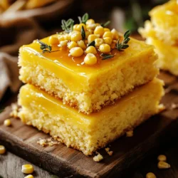 - 2 cups cornmeal - 1 cup all-purpose flour - 1 tablespoon baking powder - 2 cups buttermilk - 1/2 cup granulated sugar - 2 large eggs - 1/2 cup unsalted butter, melted - 1 cup corn kernels - 1 teaspoon vanilla extract - 1/2 cup honey - 1/2 cup unsalted butter (for honey butter) Gather these ingredients before you start. The cornmeal gives the cake its base. The flour adds structure. Baking powder helps it rise. Buttermilk adds moisture and a slight tang. Sugar sweetens it up, while eggs bind everything together. The melted butter keeps the cake rich. Corn kernels bring a burst of sweetness. Vanilla extract adds a lovely aroma. Honey, my secret ingredient, gives that perfect glaze. For the honey butter, soften the additional butter to mix well with the honey. This recipe is simple, yet packed with flavor. You can find the full recipe for more details. Enjoy creating this delicious treat! 1. Preheat the oven and prepare cake pans: Start by setting your oven to 375°F (190°C). Grease and flour two 9-inch round cake pans. This step helps the cakes come out easily. 2. Mix together the dry ingredients: In a big bowl, combine 2 cups of cornmeal, 1 cup of all-purpose flour, 1 tablespoon of baking powder, 1 teaspoon of baking soda, and 1 teaspoon of salt. Use a whisk to mix them well. 3. Prepare the wet ingredients: In another bowl, whisk together 2 cups of buttermilk, 1/2 cup of granulated sugar, 2 large eggs, 1/2 cup of melted unsalted butter, 1 cup of corn kernels, and 1 teaspoon of vanilla extract. Make sure this mixture is smooth. 4. Combine the wet and dry mixtures: Slowly add the wet mixture to the dry ingredients. Stir gently with a spatula until just mixed. It’s okay if there are a few lumps; don’t overmix. 5. Divide batter and bake: Pour the batter evenly into the two prepared cake pans. Smooth the tops if needed. Place them in the oven and bake for 25-30 minutes. They are done when a toothpick comes out clean. 6. Cool and slice the cakes: After baking, let the cakes cool in the pans for about 10 minutes. Then transfer them to a wire rack to cool completely. 7. Prepare and layer with honey butter: In a small bowl, mix 1/2 cup of softened butter with 1/2 cup of honey until smooth. Once the cakes are cool, use a serrated knife to slice each cake in half, creating four layers total. Place the first layer on a plate, spread honey butter on top, and repeat with the other layers. Finish by covering the top and sides with any leftover honey butter. Enjoy your delicious creation with a drizzle of honey or extra corn kernels for a pretty look! For more details, check out the Full Recipe. How to check for doneness To check if your cornbread cake is done, use a toothpick. Insert it into the center of the cake. If it comes out clean, the cake is ready. If it has batter on it, bake for a few more minutes. Keep an eye on the time, but trust your toothpick! Avoiding overmixing Overmixing can lead to a dense cake. Mix the wet and dry ingredients until they just come together. A few lumps are okay. This keeps your cake light and fluffy. Remember, gentle mixing is key! Creative garnishing ideas For a stunning look, garnish your cake with fresh corn kernels. You can also drizzle extra honey on top. Use colorful fruits like berries for a pop of color. These little touches make your cake stand out. Serving suggestions Serve slices of the cake warm or at room temperature. Offer extra honey butter on the side for guests. You can also pair it with a scoop of vanilla ice cream. This adds a nice creaminess to each bite! Issues with texture If your cake is too dry, it could be baked too long. Check it early next time. Also, using old baking powder can lead to a flat cake. Always check your ingredients for freshness. Problems with layering When slicing the cake, use a serrated knife. This helps create clean layers. If the layers crumble, they may be too dry. Keep an eye on your baking time to avoid this problem. If you follow these tips, your layered cornbread cake will shine! Enjoy the full recipe for more details. {{image_4}} You can make your layered cornbread cake even more exciting. Try adding spices like cinnamon or nutmeg. These spices bring warmth and depth to the cake. Just a pinch can change the whole flavor. You might also consider adding fruit. Blueberries or cranberries work great in this recipe. They add a burst of sweetness and color. Mix them right into the batter before baking for a fruity twist. If you need gluten-free options, you can swap the all-purpose flour. Use a gluten-free flour blend that measures cup-for-cup. This will keep the texture light and fluffy. For a dairy-free version, replace buttermilk with almond milk or oat milk. You can also use a dairy-free butter for the honey butter. These swaps let everyone enjoy this delightful cake. Serving this cake can be fun and creative. You can add a scoop of ice cream or whipped cream on the side. This makes each bite rich and creamy. Another idea is to use the cake as a base for a dessert trifle. Layer pieces of cake with fruit and whipped cream in a glass. This creates a beautiful and tasty treat. For the full recipe, check out the details above. To keep your layered cornbread cake fresh, store it properly. For short-term storage, wrap the cake in plastic wrap. Place it in an airtight container. This keeps the cake moist for up to three days. For long-term storage, consider freezing it. You can freeze the cake layers separately or the whole cake once frosted. Just ensure they are well-wrapped to avoid freezer burn. To freeze the layers, let the cakes cool completely. Wrap each layer in plastic wrap tightly. Then, place them in a freezer-safe bag or container. They can last up to three months in the freezer. When you're ready to enjoy, thaw the layers in the fridge overnight. For reheating, set your oven to 350°F (175°C). Warm them for about 10-15 minutes until heated through. The shelf life of your layered cornbread cake depends on storage. If stored correctly, it can last up to three days at room temperature. In the fridge, it can stay fresh for about a week. Watch for signs of spoilage, like a dry texture or off-smell. If you see mold, discard the cake immediately. Keeping an eye on these factors ensures you enjoy every bite of this delicious treat! To boost the flavor of your cornbread cake, try adding spices like cinnamon or nutmeg. These spices add warmth and depth. You can also mix in fresh herbs, like chives or thyme, for a savory twist. Another idea is to use different types of corn, like sweet corn or roasted corn. This gives a unique texture and taste. Don't forget to adjust your sugar amount if you add extra ingredients. Tasting your batter before baking is a great way to check the flavor. Yes, you can definitely make this recipe ahead of time! Bake the cakes and store them in the fridge for up to two days. Just make sure they cool completely first. You can also prepare the honey butter in advance. Store it in an airtight container in the fridge. When you're ready to serve, layer the cakes and add the honey butter. This makes it easy for parties or gatherings. Serve your layered cornbread cake with a side of chili for a hearty meal. It pairs well with a fresh salad too. For drinks, try iced tea or lemonade to balance the sweetness. You can also add a scoop of vanilla ice cream on the side for a fun dessert. This cake shines with a drizzle of honey on top for extra flair. Enjoying it warm or at room temperature works best! This article covered the basics of making a cornbread cake. We discussed the key ingredients, from cornmeal to honey. You learned the step-by-step baking process and tips for success. I shared variations for flavor and dietary needs, as well as storage tips. Remember, enjoying this cake is about being creative. Make it your own! Have fun experimenting with flavors and presentations. The possibilities are endless. Happy baking!