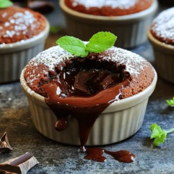 To make the easiest chocolate lava cake, gather these simple yet rich ingredients: - 1/2 cup (1 stick) unsalted butter - 1 cup high-quality dark chocolate (70% cocoa or higher), chopped into small pieces - 1 cup powdered sugar - 2 large eggs - 2 egg yolks - 1 teaspoon pure vanilla extract - 1/2 cup all-purpose flour - A pinch of fine sea salt - Non-stick cooking spray or softened butter for greasing ramekins - Unsweetened cocoa powder for dusting Each ingredient plays a key role. The unsalted butter and dark chocolate create the rich base. Powdered sugar adds sweetness and smoothness. Eggs and yolks provide structure and moisture. Vanilla boosts flavor, while flour gives just the right texture. A pinch of salt enhances all the flavors. Make sure to use high-quality chocolate for the best taste. This recipe is all about making a special treat with simple items you may already have. You can find the full recipe with instructions that make this dessert a breeze to prepare. Gather these ingredients, and you'll be ready to create a dessert that impresses everyone! - Preheat your oven to 425°F (220°C). - Grease four ramekins with cooking spray or softened butter. - Dust the inside of each ramekin with cocoa powder to prevent sticking. - In a bowl, combine chopped dark chocolate and unsalted butter. - Microwave the mixture in 30-second intervals. Stir well after each interval until smooth. - Add powdered sugar to the melted chocolate and butter. Stir until it dissolves. - Next, add eggs and vanilla extract. Whisk until the mixture is uniform. - Carefully fold in all-purpose flour and a pinch of salt until just mixed. - Divide the batter evenly among the prepared ramekins. Fill them about three-quarters full. - Bake in the preheated oven for 12-14 minutes. The edges should be firm, and the center should jiggle slightly. Each step is key to making the easiest chocolate lava cake. For the full recipe, check the earlier section. To get that perfect molten center, timing is key. Bake the cakes for 12-14 minutes. Watch them closely. The edges should be set, but the center must be soft. If you bake too long, you lose the gooeyness. To check for doneness, use a toothpick. Insert it into the edge of the cake. If it comes out clean, the cake is done. If it has batter on it, bake a minute more. These cakes are best served warm. The chocolate flows out when you cut into them. Pair them with a scoop of vanilla ice cream. Fresh berries also add a nice touch. For a beautiful presentation, dust the cakes with powdered sugar. You can add fresh mint leaves on top. Drizzling chocolate sauce can make it look fancy and delicious. One common mistake is overmixing the batter. This can make the cakes tough. Mix just until the ingredients are combined. Another mistake is baking at the wrong temperature. Make sure your oven is at 425°F (220°C). An incorrect temp can ruin the texture. Trust me, sticking to the right heat is crucial for that perfect lava cake. For more details, check out the Full Recipe. {{image_4}} You can change the taste of your chocolate lava cake easily. Adding espresso or coffee gives it a rich flavor. Just mix in about a tablespoon of brewed coffee into the batter. You will love the depth it brings. Another fun twist is orange zest or mint. Grate a little orange peel or add fresh mint leaves to the mix. It adds a nice, fresh touch to the cake. If you need a gluten-free dessert, you can use almond flour instead of all-purpose flour. It works great and keeps the cake moist. For those who want a dairy-free option, swap the butter for coconut oil. Melt it just like the butter. This keeps the cake rich and tasty without dairy. When it comes to serving, you can get creative. Pair your lava cake with different ice creams, like vanilla or mint chocolate chip. You can also drizzle it with chocolate sauce or caramel for extra sweetness. Fresh seasonal fruit, like berries or sliced bananas, adds a nice contrast. This not only looks great but also balances the rich chocolate. For the full recipe, check out the recipe card above. Happy baking! To keep your leftover chocolate lava cake fresh, store it in the fridge. Place the cooled cakes in an airtight container. This helps retain moisture and flavor. They will stay good for up to three days. When you're ready to enjoy them again, reheat them. To reheat, use the microwave. Heat each cake for about 20-30 seconds. Check if they are warm in the center. Be cautious not to overheat, or the center will lose its gooey texture. You want that perfect molten center! You can freeze both unbaked and baked lava cakes. For unbaked cakes, prepare them as usual but don’t bake. Instead, cover the ramekins with plastic wrap. Freeze them for up to three months. If you have baked lava cakes, let them cool completely. Wrap each cake in plastic wrap and then foil. This double layer protects them from freezer burn. Baked cakes can also freeze for up to three months. To thaw, move the cakes from the freezer to the fridge for several hours. For a quick thaw, leave them at room temperature for about 30 minutes. When ready to bake, preheat the oven to 425°F (220°C). Bake the unbaked cakes for the same time as the fresh ones. For baked cakes, reheat them in the microwave, just like before. Enjoy that warm, rich chocolate! For the full recipe, check the earlier section. Use high-quality dark chocolate, 70% cocoa or higher. Brands like Ghirardelli, Guittard, or Valrhona work great. These chocolates melt smoothly and provide rich flavor. I prefer Ghirardelli for its perfect balance of sweetness and bitterness. Good chocolate makes a big difference in taste. Yes, you can prep the batter ahead. Just fill the ramekins and cover them with plastic wrap. Store them in the fridge for up to 24 hours. When you're ready, bake them straight from the fridge. Just add a minute or two to baking time. Look for firm edges and a soft center. The center should jiggle slightly but not be liquid. A toothpick inserted should come out with a few moist crumbs, not wet batter. This means the cake is ready to serve. Yes, but adjust the baking time. Smaller ramekins may need less time, while larger ones may need more. Start checking for doneness a few minutes early to avoid overcooking. Remember, the goal is that gooey center! This blog post detailed how to make a delicious lava cake from scratch. I shared key ingredients, simple steps, and tips for success. Remember, timing is crucial for that perfect molten center. Experiment with flavors and dietary needs to make it your own. Store leftovers properly and enjoy them later. With these steps, you will create a treat that impresses any guest. Enjoy baking, and trust the process!