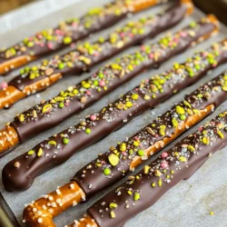 - Pretzel rods - Chocolate choices (semi-sweet, dark, white) - Optional toppings (nuts, sprinkles, sea salt) The first step to making chocolate dipped pretzel rods is gathering your ingredients. You can choose pretzel rods that are sturdy and crunchy. Next, pick your chocolate. I love semi-sweet chocolate chips, but dark or white chocolate works well too. For toppings, the sky is the limit! You can use crushed nuts like almonds or pistachios for crunch. Colorful sprinkles add fun and flair. If you like a salty-sweet combo, sprinkle some sea salt on top right before serving. You might not have all the chocolate types at home. That's okay! You can use any chocolate you have. Milk chocolate is a great option if you prefer it sweeter. When it comes to toppings, nuts are not your only choice. You can use seeds like sunflower seeds for a nut-free option. Get creative and use your favorite treats! To make this treat, you need a few simple tools. First, grab some microwave-safe bowls. These are perfect for melting your chocolate. You will also need parchment paper to line your baking sheet. This helps the pretzels not stick when they cool. Lastly, a baking sheet is essential for setting your chocolate-dipped pretzel rods. Once you have all your ingredients and tools ready, you're set for a fun and easy cooking adventure. For the full recipe, check out the detailed steps in our guide! First, line a baking sheet with parchment paper. This is key! It helps the pretzels not stick when the chocolate cools. Using parchment paper makes clean-up easy too. Make sure the paper covers the entire sheet. This creates a smooth surface for your pretzels. For melting chocolate, use a microwave-safe bowl. Combine the chocolate chips and coconut oil. Set the microwave to medium power. Heat in 30-second bursts. Stir well after each burst. You want the chocolate to be smooth and shiny. If it looks thick or clumpy, it’s not ready yet. Be careful not to overheat it. Hold a pretzel by one end. Dip it into the melted chocolate. Submerge about two-thirds of the pretzel. Let the extra chocolate drip back into the bowl. This creates a nice finish. While the chocolate is still wet, add your toppings. Use crushed nuts or sprinkles and sprinkle them on generously. If you want even coverage, use a spoon to help you. Place the dipped pretzels on the parchment paper. Repeat the steps until all pretzels are coated. Once done, put the baking sheet in the fridge. Let them chill for about 20-30 minutes. This helps the chocolate set well. After they cool, sprinkle a little sea salt on top for flavor. Arrange the pretzel rods in a fun glass or jar. This makes a great display for parties or gifts. To melt chocolate, avoid overheating. Heat it in short bursts. Start with 30 seconds in the microwave. Stir well between each round. Stop when the chocolate is smooth. If you prefer, use a double boiler. Fill a pot with water and bring it to a simmer. Place a heat-safe bowl on top. The steam gently melts the chocolate. This method helps keep the chocolate from burning. For even coating, dip the pretzel rod straight down. Submerge it about two-thirds of the way. Let the excess chocolate drip back into the bowl. This gives a clean look. Keep the chocolate warm. If it cools too much, it will thicken. You may need to reheat it slightly if it hardens. Use decorative jars to serve your pretzel rods. They look great and keep them fresh. You can also arrange them by theme. For a party, group them by color or topping. Use fun trays or stand them in foam for a stylish touch. This adds flair to your treat and makes it a great gift too. For more details, check out the Full Recipe. {{image_4}} You can choose from dark chocolate, milk chocolate, or white chocolate. Each gives a unique taste. Dark chocolate has a rich flavor. It pairs well with nuts. Milk chocolate offers a creamy sweetness. It appeals to those who love a classic treat. White chocolate is sweet and smooth. You can even add flavors like vanilla or peppermint for extra fun. Toppings can change your pretzel rods a lot. For sweet options, try M&Ms, crushed cookies, or candy sprinkles. They add color and fun. If you want something savory, think about cheese or spices. A sprinkle of chili powder or garlic salt can give a tasty twist. Mix and match to find your favorite combo! If you need gluten-free options, look for gluten-free pretzel rods. They taste just as good. For vegan chocolate, use dairy-free chocolate chips. They melt well and taste great. These adjustments make this treat fun for everyone, no matter their diet! Check the [Full Recipe] for all the details on how to make these delicious treats. Store your chocolate-dipped pretzel rods in an airtight container. This keeps them fresh and crunchy. If you leave them out in the open, they might get soft or stale. Make sure to place a piece of parchment paper between layers. This prevents sticking. If the weather is hot, refrigeration is a good idea. It keeps the chocolate from melting and helps the pretzels stay crisp. Chocolate-dipped pretzel rods last about one week at room temperature. If you want them to last longer, you can freeze them. Wrap each pretzel rod in plastic wrap or foil first. Then, place them in a freezer-safe bag. They can stay in the freezer for up to three months. When you're ready to eat them, thaw them in the fridge. This keeps the chocolate from getting too soft too quickly. For the full recipe, check out the instructions above. Yes, you can use many types of pretzels. Pretzel shapes can change your treat. You can use small pretzel twists, flat pretzel chips, or even pretzel bites. Each type gives a unique crunch and taste. If you want a sweeter treat, use chocolate-covered pretzels. They add a fun twist and save time. If you don't have a microwave, you can use a stove. Start by filling a pot with water and bring it to a simmer. Then, place a heat-safe bowl on top of the pot. Make sure the bowl does not touch the water. Add the chocolate chips and coconut oil to the bowl. Stir often until melted. This method gives you smooth chocolate without burning. There are many fun flavor pairings for your chocolate-dipped pretzel rods. Here are a few ideas: - Semi-sweet chocolate with crushed almonds - White chocolate with colorful sprinkles - Dark chocolate with sea salt and chopped pistachios - Milk chocolate with crushed candy bars or M&Ms Mix and match to find your favorite! You can find pre-made chocolate-dipped pretzel rods at many stores. Check local grocery stores or specialty candy shops. Stores like Target or Walmart often carry them. Online, you can find them on Amazon or sites like Etsy. Always check the reviews to ensure quality. If your chocolate hardens, don't worry! You can fix it easily. Simply reheat it. Place the bowl back on the stove or microwave for short bursts. Stir it often until it melts again. You can add a bit of coconut oil to help it stay smooth. This way, you can keep dipping those pretzel rods perfectly! You can create delicious chocolate-dipped pretzel rods with ease. We covered the key ingredients, tools, and step-by-step instructions to guide you. I also shared useful tips for melting chocolate and creative ways to present your treats. Remember to explore different flavors and toppings to make each batch unique. With these simple techniques, you can impress friends and family. Enjoy the sweet and salty combination that makes these treats so special!