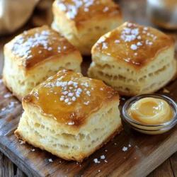 To make honey butter biscuits, you will need: - 2 cups all-purpose flour - 1 tablespoon baking powder - 1/2 teaspoon baking soda - 1/2 teaspoon salt - 1/4 cup unsalted butter, cold and cubed - 3/4 cup buttermilk - 1/4 cup honey (for the biscuits) - 1/2 cup unsalted butter, softened (for the honey butter) - 1/4 cup honey (for the honey butter) - Optional: Flaky sea salt for topping When measuring your ingredients, be precise. Use a dry measuring cup for flour. Spoon the flour into the cup and level it off with a knife. If you don’t have buttermilk, you can use regular milk. Just add 1 tablespoon of vinegar to 3/4 cup of regular milk. Let it sit for five minutes. This will give you a good substitute. For the honey butter, you will mix two simple ingredients: - 1/2 cup unsalted butter, softened - 1/4 cup honey This mix will add a sweet touch to your biscuits. It’s rich and creamy, perfect for spreading. If you want a twist, try adding a pinch of cinnamon or a dash of vanilla to the honey butter. This can enhance the flavor even more. Now, you're ready to bake some fluffy, warm honey butter biscuits! Check out the full recipe for detailed steps. Start by preheating your oven to 425°F (220°C). This step is key for making sure your biscuits rise well. Line a baking sheet with parchment paper. This keeps the biscuits from sticking. In a large bowl, mix the dry ingredients. Combine 2 cups of all-purpose flour, 1 tablespoon of baking powder, 1/2 teaspoon of baking soda, and 1/2 teaspoon of salt. Whisk these ingredients together until they blend well. This ensures that your biscuits rise evenly. Add the cold, cubed butter to the dry mix. I use a pastry cutter or my fingers to mix until it looks like coarse crumbs. Next, pour in 3/4 cup of buttermilk and 1/4 cup of honey. Stir gently, but don’t overmix. You want a sticky dough with some lumps. Turn the dough onto a floured surface. Pat it into a rectangle about 1-inch thick. Fold the dough over itself a few times. This creates layers and helps make your biscuits flaky. If you like, use a rolling pin to shape the dough without kneading it too much. Use a floured biscuit cutter or glass to cut out biscuits. Place them on the baking sheet, leaving space in between. Bake for 12 to 15 minutes. The biscuits should turn golden brown and rise nicely. While they bake, mix 1/2 cup of softened butter with another 1/4 cup of honey for the honey butter. Once the biscuits are done, brush them with this mixture. If you want, sprinkle flaky sea salt on top for extra flavor. Enjoy your warm biscuits! For the full recipe, check out the detailed instructions provided. To make your honey butter biscuits soft and flaky, start with cold ingredients. Use cold butter straight from the fridge. Cut the butter into small cubes before mixing it into the flour. This step helps create pockets of butter that puff up when baking. - Don’t overmix your dough. - You want lumps to remain for that flaky texture. - Pat the dough gently to avoid activating gluten too much. For smooth honey butter, ensure your butter is softened but not melted. Mix the softened butter and honey in a bowl until they blend well. If it’s too thick, add a bit more honey. For a fun twist, sprinkle in some flaky sea salt to enhance the flavor. - Use a hand mixer for a creamier texture. - Adjust honey to taste for sweetness. Serve your honey butter biscuits warm for the best flavor. They pair well with breakfast items like eggs and bacon. You can also enjoy them as a snack with extra honey butter on the side. - Try them with jam or fresh fruit. - Drizzle additional honey on top for a sweet touch. For the full recipe, check out the Heavenly Honey Butter Biscuits section! {{image_4}} You can add cheddar cheese to your honey butter biscuits. Just mix in 1 cup of shredded cheddar with the dry ingredients. This gives a nice, cheesy flavor that pairs well with the sweet honey. The cheese adds richness and great texture. I love how the melted cheese creates a gooey center in every bite. For a fresh twist, try adding herbs. Mix in 1 to 2 tablespoons of finely chopped herbs, like rosemary or thyme, to the dough. The herbs add a savory note that balances the honey's sweetness. It makes these biscuits perfect for brunch or a dinner side. I often serve these with roasted meats or soups. Need a gluten-free option? Use a gluten-free flour blend in place of all-purpose flour. Make sure it has a binding agent, like xanthan gum, for the best texture. This version tastes just as good as the original. Plus, it opens up the recipe to more people. Everyone can enjoy these delicious biscuits! For the full recipe, check out the Heavenly Honey Butter Biscuits section above. To keep your leftover honey butter biscuits fresh, place them in an airtight container. This will help maintain their softness. If you don’t have a container, wrap them tightly in plastic wrap. Store them at room temperature for up to 2 days. For longer storage, consider refrigeration. Just remember, the cold can dry them out a bit. When you're ready to enjoy your biscuits again, reheating is key. Preheat your oven to 350°F (175°C). Place the biscuits on a baking sheet. Cover them lightly with aluminum foil to keep them moist. Heat for about 10 minutes or until warm. This method keeps them soft and flaky. You can also use a microwave, but this may make them a little chewy. Heat them in 10-second bursts until warm. Freezing honey butter biscuits is a great way to save some for later. Allow the biscuits to cool completely first. Then, wrap each biscuit in plastic wrap. Place them in a freezer bag or airtight container. They can last in the freezer for up to 3 months. To enjoy, simply thaw them in the fridge overnight and reheat as described above. This way, you can have a warm biscuit whenever you want! Yes, you can use regular butter. However, unsalted butter gives you more control over the salt in the recipe. This helps you balance the sweetness of the honey. If you choose salted butter, you might want to cut back on added salt in the dough. Your biscuits are done when they turn golden brown on top. They should also feel light and fluffy when you touch them. You can also check by inserting a toothpick in the center. If it comes out clean, they are ready to enjoy. Honey butter biscuits pair well with many foods. You can serve them with fried chicken or warm soups. They also go great with jam, fresh fruit, or a simple pat of honey butter on top. Yes, you can use plant-based milk instead of buttermilk. Almond milk or oat milk works well. For the butter, choose a dairy-free butter substitute. This way, you still enjoy the soft and flaky texture without dairy. Honey butter biscuits stay fresh for about two days at room temperature. To keep them longer, store them in an airtight container. They can last up to a week in the fridge. For longer storage, freeze them for up to three months. Just reheat before serving for the best taste. In this post, we covered how to make honey butter biscuits. You learned about the key ingredients, step-by-step instructions, and helpful tips. We also explored variations to suit your taste. Remember, these biscuits pair well with many dishes and are easy to store. Enjoy baking and sharing these treats. You will impress your family and friends! Keep experimenting with flavors and enjoy the joy they bring. Happy baking!