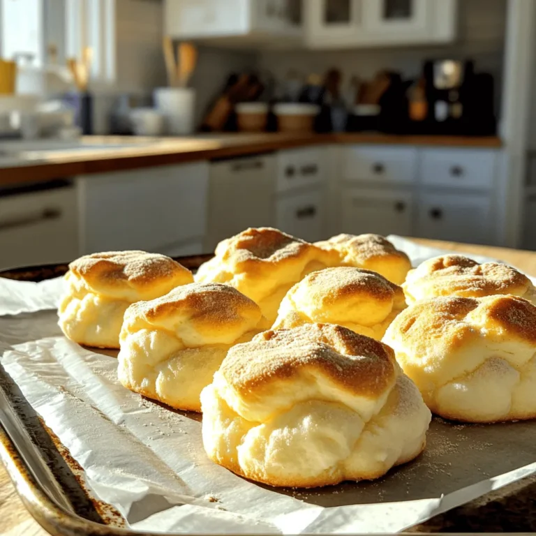 - 3 large eggs, separated into whites and yolks - 1/4 teaspoon cream of tartar - 3 ounces cream cheese, softened to room temperature - 1/2 teaspoon garlic powder (optional for added flavor) - 1/4 teaspoon salt - 1 tablespoon almond flour (for enhanced texture) Each serving of Keto Cloud Bread has about: - Calories: 50 - Protein: 3 grams - Carbohydrates: 1 gram - Fiber: 0 grams - Fat: 4 grams - Eggs: Eggs are rich in protein. They help keep you full longer. They also contain vitamins A, D, and B12. - Cream of Tartar: This helps stabilize the egg whites. It makes the bread light and fluffy. - Cream Cheese: Cream cheese adds a rich flavor. It also gives the bread its creamy texture. - Garlic Powder: Adding garlic powder gives a tasty kick. It also has health benefits like boosting the immune system. - Salt: Salt enhances all the flavors in the bread. It makes every bite delicious. - Almond Flour: This flour is low-carb and gluten-free. It adds a nice texture and nutty flavor. Using these ingredients, you can create a light and fluffy bread that fits a keto lifestyle. If you want the full recipe, check the details above! To make Keto Cloud Bread, gather your ingredients first. You need eggs, cream cheese, and some flavorings. Preheat your oven to 300°F (150°C). Line a baking sheet with parchment paper to avoid sticking. This step is key for easy removal later. 1. Beat the Egg Whites: In a medium bowl, separate the egg whites from the yolks. Use an electric mixer to beat the egg whites on high speed. Add 1/4 teaspoon of cream of tartar halfway through beating. Keep mixing until stiff peaks form. This takes about 3-5 minutes. 2. Mix Other Ingredients: In another bowl, combine 3 ounces of softened cream cheese, 3 egg yolks, 1/2 teaspoon of garlic powder, and 1/4 teaspoon of salt. Whisk these until smooth and creamy. Make sure there are no lumps. 3. Combine Mixtures: Carefully fold the whipped egg whites into the cream cheese mix. Use a rubber spatula for this. Be gentle to keep the airiness. Mix until just combined, avoiding overmixing. 4. Add Almond Flour: Gradually sprinkle in 1 tablespoon of almond flour while folding the mixture. Ensure the almond flour is fully mixed in for a nice texture. 1. Spoon the Mixture: Use a large spoon or ice cream scoop to place the mixture onto the prepared baking sheet. Make 6-8 rounds, spaced evenly apart. Aim for a height of 1 to 1.5 inches for that fluffy effect. 2. Bake: Place the baking sheet into your preheated oven. Bake for about 25-30 minutes. Look for a golden brown top and crisp edges to know they are done. 3. Cool Down: Once baked, take the cloud breads out and let them cool on the sheet for 5 minutes. Then, move them to a wire rack to cool completely. This step keeps them light and fluffy. Now, you’re ready to enjoy your Keto Cloud Bread! For the full recipe, revisit the ingredients and instructions above. To get the best texture, focus on the egg whites. Beat them until they form stiff peaks. This step adds air, making your cloud bread light. Use an electric mixer for best results. Remember to add cream of tartar. It helps stabilize the egg whites. When mixing the whites and yolks, fold gently. Overmixing will deflate the air, making the bread dense. Aim for a fluffy height of about 1 to 1.5 inches on the baking sheet. This ensures a soft, cloud-like bite. One common mistake is not using room-temperature cream cheese. Cold cream cheese does not mix well, leading to lumps. Another mistake is rushing the egg white beating. If you don’t whip them enough, the bread will not rise. Also, avoid letting the mixture sit too long before baking. The longer it waits, the less fluffy it becomes. Lastly, be sure to use parchment paper on your baking sheet. This prevents sticking and keeps your cloud bread intact. Keto cloud bread is versatile. You can enjoy it in many ways. Serve it as a base for sandwiches. Add your favorite keto-friendly meats and veggies. It also pairs well with cheeses and spreads. Try it with avocado or cream cheese for a tasty snack. You can stack them for a fun presentation. Use toothpicks to hold them if needed. For a fancy touch, drizzle some olive oil or sprinkle herbs on top. This elevates the flavor and makes it look great. {{image_4}} You can add fun flavors to your Keto Cloud Bread. Try adding herbs like rosemary or basil. A pinch of paprika can give it a nice kick. You can also mix in cheese, like shredded cheddar or parmesan. If you want a sweet taste, add a little cinnamon or vanilla extract. These changes can make your cloud bread unique and tasty. For those who follow a dairy-free diet, you can swap cream cheese for a dairy-free cream cheese. This keeps the bread light and fluffy while fitting your needs. If you’re allergic to eggs, consider using a flaxseed or chia seed mixture as a binder instead. Mix one tablespoon of flaxseed meal or chia seeds with three tablespoons of water. Let it sit for a few minutes until it thickens. Keto Cloud Bread is not just for sandwiches. You can use it for mini pizzas by adding sauce and toppings. They can also serve as a base for your favorite dips. They are great for breakfast, topped with avocado or eggs. You can even use them as a dessert base with whipped cream and berries. The options are endless! For the full recipe, check out my Fluffy Keto Cloud Bread. To keep your keto cloud bread fresh, store it in an airtight container. This helps maintain its light and fluffy texture. Place parchment paper between layers to prevent sticking. Store it in the fridge for up to three days. If you want to keep it longer, freezing is a great option. For freezing, let the cloud bread cool completely. Wrap each piece tightly in plastic wrap, then place them in a freezer-safe bag. Label the bag with the date. You can freeze cloud bread for up to a month. This makes it easy to grab and enjoy later. When you want to enjoy your cloud bread, reheating is simple. For the best results, use the oven. Preheat it to 300°F (150°C). Place the cloud bread on a baking sheet and warm it for about 5-10 minutes. This will make it soft and fluffy again. You can also use the microwave, but be careful. Heat it in short bursts to avoid making it chewy. For a crispy edge, finish in the oven. Enjoy your keto cloud bread as a tasty snack or meal base! Keto Cloud Bread is a low-carb bread alternative. It is light and fluffy. You make it using eggs and cream cheese. This bread is perfect for those on a keto diet. It has a soft texture and can replace regular bread. You can use it for sandwiches or snacks. Keto Cloud Bread lasts about 3-4 days in the fridge. Store it in an airtight container. For longer storage, freeze it. When frozen, it can last up to a month. Just thaw it in the fridge when you want to eat it. You can use different flours, but it may change the texture. Almond flour is best for keto. Coconut flour can work too, but use less. Substitute only 1 tablespoon of coconut flour. Other flours may add carbs, so check before using them. Yes, you can make Cloud Bread sweet! Add a little sweetener, like erythritol or stevia. You can also mix in vanilla extract. This will give it a nice flavor for sweet dishes. Yes, Keto Cloud Bread is gluten-free. Since it does not use wheat flour, it suits those who avoid gluten. Always check your ingredients to ensure they are gluten-free. Yes, you can toast Keto Cloud Bread! Just pop it in your toaster or oven. Toasting adds a nice crunch. It makes a great base for toppings or spreads. Keto Cloud Bread pairs well with many things. Try avocado or cream cheese. You can also use it for sandwiches with meats and veggies. It’s also great with keto-friendly dips or spreads. You can find the full recipe for Fluffy Keto Cloud Bread above. Follow the steps for a delicious low-carb bread. Enjoy making it, and feel free to get creative! Keto Cloud Bread is a simple, tasty recipe. We explored its key ingredients, including their benefits. I provided step-by-step instructions for mixing and baking. Helpful tips can help you avoid mistakes and achieve the best texture. We also discussed variations, storage, and answers to common questions. Try making this bread your own by adding flavors or using different ingredients. Enjoy the ease and versatility of Keto Cloud Bread in your meals!
