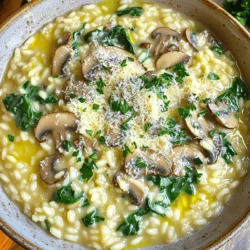To make a tasty creamy mushroom risotto, you need these key ingredients: - 1 cup Arborio rice - 4 cups vegetable broth - 1 cup mushrooms, sliced - 1 small onion, finely chopped - 2 cloves garlic, minced - 1 cup fresh spinach, roughly chopped - 1/2 cup Parmesan cheese, freshly grated - 3 tablespoons olive oil - 2 tablespoons unsalted butter - Salt and black pepper, to taste - Fresh parsley, finely chopped (for garnish) Using Arborio rice is crucial. This rice absorbs liquid well, making your risotto creamy. You can add different ingredients to boost flavor and texture. Here are some fun options: - Peas for sweetness - Bacon or pancetta for a smoky taste - Thyme or rosemary for earthy notes - Lemon zest for brightness These add-ins let you create a dish that fits your taste. Choosing the right mushrooms plays a big role in your risotto. Here are some great choices: - Cremini mushrooms for a rich flavor - Shiitake mushrooms for a more intense taste - A mix of wild mushrooms for depth Using a variety of mushrooms adds complexity and makes your dish special. For the full recipe, check out the details above! Start by grabbing a medium saucepan. Pour in 4 cups of vegetable broth. Set the heat to low and warm it up. Do not let it boil; this keeps the broth ready for the rice. You want it hot but not bubbling. Now, take a large skillet and heat 2 tablespoons of olive oil over medium heat. Add 1 small finely chopped onion. Sauté it for about 3 to 4 minutes. You want the onion soft and clear. Next, stir in 2 minced garlic cloves and 1 cup of sliced mushrooms. Cook these for 5 to 7 minutes. Keep stirring until the mushrooms are soft and give off their juice. Let the liquid cook down a bit so the mushrooms get a nice color. Time to add the rice! Put in 1 cup of Arborio rice and stir well. Coat each grain with oil. Sauté the rice for about 2 minutes. You want it to look a little clear at the edges. Now, start adding the warm broth, one ladle at a time. Stir as you go. Wait until the rice absorbs most of the broth before adding more. This part takes about 18 to 20 minutes. You should end up with creamy, al dente rice. Once the last bit of broth is gone, mix in 1 cup of chopped spinach and 1/2 cup of grated Parmesan cheese. Don’t forget the last tablespoon of butter! Season with salt and black pepper to taste. Let the risotto rest for a minute before serving. For a full recipe, check out the previous sections. Enjoy every bite! To get that rich and creamy texture, you need to stir a lot. As you cook your Arborio rice, add broth gradually. This helps the rice absorb the liquid slowly. Each time you add broth, wait until it disappears before adding more. This process gives the risotto its signature creaminess. You can also add a bit of butter and cheese at the end. This adds more creaminess and flavor. Be sure to mix them in while the risotto is still hot. Having the right tools makes cooking risotto easier. Here are the must-haves: - A large skillet or wide pot: This allows for even cooking. - A wooden spoon: Use this for stirring; it works well for scraping the pot. - A ladle: You’ll need this for adding broth slowly. - A medium saucepan: This keeps your broth warm while you cook. These tools help you manage the risotto-making process better and ensure a great outcome. Even skilled cooks can make mistakes with risotto. Here are some common ones to watch out for: - Adding broth too quickly: This prevents the rice from absorbing the flavors well, making it less creamy. - Not stirring enough: Stirring helps release starch from the rice, which is key for creaminess. - Using cold broth: Always keep your broth warm to help the rice cook evenly. - Overcooking the rice: Check for doneness around 18 minutes. You want it soft but with a slight bite. Avoid these pitfalls and you’ll create a delicious risotto every time. For a detailed recipe, check out the Full Recipe. {{image_4}} You can boost the taste of your creamy mushroom risotto by adding protein. Chicken, shrimp, or tofu work well. - Chicken: Cook bite-sized chicken pieces in the skillet before adding onion. This gives a great flavor. - Shrimp: Add shrimp after the mushrooms. Cook them until they turn pink. This adds a nice seafood twist. - Tofu: Use firm tofu for a vegetarian option. Sauté it until golden brown before mixing it in. Adding protein not only makes the dish more filling but also adds fun flavors. Herbs can change the taste of your risotto. Try these fresh herbs for new flavors: - Thyme: This herb pairs well with mushrooms. It adds an earthy taste. - Basil: Add fresh basil for a sweet and fragrant touch. - Rosemary: Use a little rosemary for a strong flavor. Just a bit goes a long way. Mix in the herbs while you cook the rice. This way, the flavors blend well. Vegetables can add color and nutrition to your risotto. Here are some great options: - Peas: Sweet green peas add a pop of color and flavor. - Asparagus: Add chopped asparagus for a fresh crunch. Cook it until tender. - Carrots: Grate some carrots for a sweet and bright touch. Feel free to experiment with what you have on hand. Each veggie brings a new twist to this classic dish. For the full recipe, check out the earlier section! To store leftover risotto, let it cool down first. Place it in an airtight container. Store it in your fridge for up to three days. Make sure to seal it well to keep it fresh. The risotto may thicken as it cools. Reheating risotto can be tricky. To do it right, add a splash of broth or water to the risotto. This helps bring back its creamy texture. Heat it in a pan over low heat. Stir often until it's warm. You can also use a microwave. Heat it in short bursts, stirring in between. You can freeze risotto for longer storage. First, let it cool completely. Then, spoon it into freezer-safe bags. Flatten the bags to save space. It can last up to three months in the freezer. When ready to eat, thaw it overnight in the fridge before reheating. For the best flavor, use the full recipe quickly after cooking. The best rice for risotto is Arborio rice. This rice has a high starch content. It helps create that creamy texture we love in risotto. Other good options include Carnaroli and Vialone Nano. These types also absorb liquids well. They keep their shape while cooking. Yes, you can make risotto ahead of time, but it may lose its creamy texture. If you want to prepare it early, cook it until it’s almost done. Then, cool it quickly and store it in the fridge. When you are ready to eat, reheat it slowly. Add a bit of broth or water to bring back creaminess. Risotto is done when it is creamy and the rice is al dente. The grains should be firm yet tender. To check, taste a grain; it should have a slight bite. When it's ready, stir in cheese and other ingredients. This will enhance the flavor and texture. For the full recipe, check out the Creamy Mushroom Risotto Delight. You've learned how to make creamy mushroom risotto with easy steps and key tips. From choosing the right ingredients to avoiding common mistakes, each part matters. Remember to pick flavorful mushrooms and add proteins or herbs for variety. Knowing how to store and reheat risotto ensures you waste nothing. With practice, you will create a delicious dish that impresses everyone. Enjoy your cooking journey and savor every bite!