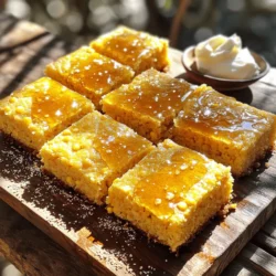 To make sweet cornbread, you need simple and fresh ingredients. Here is what you need: - 1 cup cornmeal - 1 cup all-purpose flour - 1/3 cup granulated sugar - 1 tablespoon baking powder - 1/2 teaspoon salt - 1 cup buttermilk - 2 large eggs - 1/4 cup unsalted butter, melted - 1/4 cup honey (plus extra for drizzling) These ingredients create a sweet, fluffy texture that melts in your mouth. You can add extra flavors to make your cornbread more exciting. Here are some ideas: - 1/2 cup corn kernels (fresh or frozen) - 1/2 cup shredded cheese for a cheesy twist - Jalapeños for a spicy kick - Chopped herbs like chives or cilantro for freshness Adding these ingredients can enhance the taste and make it your own. If you don’t have some ingredients, don’t worry! You can swap them for something else. Here are some good swaps: - Use almond or oat milk instead of buttermilk - Replace all-purpose flour with a gluten-free blend - Use brown sugar instead of granulated sugar for a richer flavor These substitutions still lead to a tasty cornbread while meeting your dietary needs. For the full recipe, check the link above! Start by preheating your oven to 400°F (200°C). This temperature ensures that the cornbread cooks evenly. While the oven heats, prepare an 8-inch square baking dish. Grease it with butter or oil. You can also line it with parchment paper for easy removal later. In a large mixing bowl, combine these dry ingredients: - 1 cup cornmeal - 1 cup all-purpose flour - 1/3 cup granulated sugar - 1 tablespoon baking powder - 1/2 teaspoon salt Use a whisk to blend the ingredients thoroughly. This step helps the baking powder distribute evenly. In a separate medium bowl, whisk together: - 1 cup buttermilk - 2 large eggs - 1/4 cup melted unsalted butter - 1/4 cup honey Keep whisking until the mixture is smooth. The honey adds a lovely sweetness to the cornbread. Now, pour the wet mixture into the bowl with the dry ingredients. Use a spatula or wooden spoon to mix them gently. Stir until just combined. It's fine if the batter has some lumps. If you're using corn kernels, fold them in carefully. Transfer the batter into your prepared baking dish. Use a spatula to spread it evenly. Place the dish in the oven and bake for 20-25 minutes. The cornbread is done when it turns golden brown. A toothpick inserted in the center should come out clean. After removing the cornbread from the oven, let it cool for a few minutes. Drizzle some extra honey on top for added sweetness. Cut the cornbread into squares and serve it warm. For a beautiful presentation, serve it on a rustic board with whipped butter on the side. This recipe allows you to enjoy a tasty treat in just 35 minutes. For the complete details, check the Full Recipe. To get that soft and fluffy cornbread, focus on mixing. Combine your dry and wet ingredients carefully. You want to mix just until everything is moist. If you see a few lumps, that's okay! Overmixing will make your cornbread tough. Aim for a light batter for the best texture. When your cornbread is warm, it’s a treat. I love drizzling honey on top. It adds sweet flavor and a nice shine. You can use a spoon or a squeeze bottle for fun designs. Serve slices warm, and let everyone add their honey. It makes each bite special. Always start with dry ingredients in one bowl and wet in another. This keeps things neat. When you pour the wet into the dry, use a spatula to fold gently. This helps blend without overmixing. If you want to add corn kernels, do it last. Folding them in carefully keeps the batter light. {{image_4}} I love adding jalapeños to my sweet cornbread. The spice balances the sweetness. Chop 1-2 fresh jalapeños, and fold them into the batter after mixing. You can remove the seeds for less heat. This twist adds flavor and a fun kick that wakes up your taste buds! Fruits can make sweet cornbread even more delightful. Blueberries add a burst of sweetness, while peaches bring a juicy texture. For blueberries, fold in 1 cup fresh or frozen berries just before baking. If using peaches, chop 1 cup of ripe peaches and mix them in. Both options brighten the flavor and add moisture. You can easily make this recipe gluten-free. Replace the all-purpose flour with a gluten-free blend. Look for blends that have xanthan gum; this helps with texture. Ensure your cornmeal is also gluten-free. This way, everyone can enjoy the warm, sweet cornbread without worry. For the full recipe, check out the Sweet Cornbread with Honey Drizzle . Enjoy experimenting with these variations! To keep your leftover cornbread fresh, store it in an airtight container. Place it at room temperature for up to two days. If you want it to last longer, wrap it tightly in plastic wrap or foil. This helps prevent it from drying out. You can freeze cornbread for later use. First, let it cool completely. Then, slice it into squares and wrap each piece in plastic wrap. Place the wrapped slices in a freezer bag. Cornbread can stay frozen for up to three months. When you are ready to eat it, just take out a slice. To reheat your cornbread, the oven works best. Preheat your oven to 350°F (175°C). Place the cornbread on a baking sheet and cover it with foil. Heat for about 10-15 minutes until warm. You can also use the microwave. Just heat it for about 15-20 seconds. Be careful not to overheat it, or it may become dry. Enjoy your sweet cornbread with a drizzle of honey for extra flavor! To make sweet cornbread from scratch, gather your ingredients. You need cornmeal, flour, sugar, baking powder, salt, buttermilk, eggs, melted butter, and honey. Mix the dry and wet ingredients in separate bowls. Then, combine them gently. Pour the batter into a greased baking dish. Bake at 400°F for 20-25 minutes. Check for doneness with a toothpick. For the full recipe, refer to the earlier sections. Sweet cornbread pairs well with many dishes. Try serving it with chili or soup. It also goes great with barbecue meats. For a sweet touch, serve it alongside honey butter or jam. A fresh salad can balance the sweetness nicely too. Sweet cornbread stays fresh for about 2-3 days at room temperature. Store it in an airtight container to keep it moist. If you want it to last longer, place it in the fridge for about a week. Just be sure to warm it up when you’re ready to eat! Yes, you can make sweet cornbread in advance. Bake it the day before your meal. Allow it to cool and store it in an airtight container. This way, you save time and still enjoy fresh cornbread. Just warm it up before serving. The main difference is in the sugar content. Sweet cornbread has sugar or honey, giving it a sweet taste. Savory cornbread often contains cheese, herbs, or spices. This makes it more savory and less sweet. Both types are delicious but serve different flavor cravings! To make sweet cornbread, gather your ingredients and mix them carefully. Start with dry and wet ingredients, then fold them together for a rich texture. You can add fun flavors with fruits or spices. Store any leftovers properly, so they stay fresh. Sweet cornbread pairs well with many dishes and can be made ahead of time. Remember, the key to great cornbread is in the mixing and baking. Enjoy your baking journey!