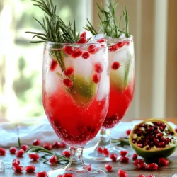 - 1 cup pomegranate juice (preferably freshly squeezed) - 1 tablespoon fresh rosemary leaves, plus additional sprigs for garnish Pomegranate juice brings a sweet and tart flavor to the drink. I love using fresh juice, as it tastes better and is more vibrant. Fresh rosemary leaves add an aromatic touch, enhancing the drink's overall flavor. - 2 tablespoons honey or agave syrup (adjust according to sweetness preference) - Juice of 1 fresh lime Honey or agave syrup sweetens the cooler. You can adjust the amount based on how sweet you want it. Fresh lime juice adds a zesty kick. This citrus helps balance the sweetness of the drink, making it refreshing. - 2 cups sparkling water or club soda - Ice cubes - Pomegranate seeds, for garnish Sparkling water or club soda gives the cooler its bubbly texture. Ice cubes keep your drink chilled. I love to add pomegranate seeds as a garnish. They add a pop of color and a burst of flavor to each sip. This Pomegranate Rosemary Cooler is easy to make and perfect for summer. You can find the full recipe at the beginning of the article. To start, grab a small saucepan. Place it over low heat. Pour in 1 cup of pomegranate juice. Add 2 tablespoons of honey or agave syrup. Toss in 1 tablespoon of fresh rosemary leaves. Stir the mix gently as it warms. Make sure the honey dissolves fully. Keep the heat low. You want to warm it, not boil it. After about 10-15 minutes, turn off the heat. Let the mixture steep. This step helps the syrup soak up the rosemary flavor. The longer you steep, the more flavor you get. Next, it's time to strain the syrup. Use a fine sieve to separate the liquid from the rosemary leaves. Discard the leaves. Now, you have a rich, fragrant syrup. Add the juice of 1 fresh lime to this syrup. Stir gently to mix everything well. The lime adds a nice zing. This balance of sweet and tart is key. Now, let’s build your cooler. Fill each glass with ice cubes. Aim for a generous amount to keep your drink cold. Pour in the pomegranate-lime mixture until the glass is half full. Carefully top off each glass with 2 cups of sparkling water or club soda. Watch the bubbles rise! Stir gently with a long spoon. This helps mix the flavors without losing fizz. Finish your cooler with a sprig of fresh rosemary and a sprinkle of pomegranate seeds for garnish. These touches make your drink look vibrant and inviting. For the complete recipe, check out the Full Recipe. To make your Pomegranate Rosemary Cooler shine, you should think about the sweetness. Honey or agave syrup can be adjusted to fit your taste. If you like it sweeter, add a bit more honey. If you prefer less sweetness, cut back. Taste as you go, and find what you love. Next, consider acidity. Lime juice adds a nice tang to the drink. You can squeeze in more lime if you enjoy a zesty flavor. If you want a smoother drink, reduce the lime juice. Balance is key for a refreshing experience. Choosing the best pomegranate juice is crucial. Freshly squeezed juice offers the best flavor. If fresh juice isn't available, look for pure juice without added sugars. This ensures you get that rich, tart taste. For rosemary, always select fresh sprigs. Look for bright green leaves with no browning. Fresh rosemary will give your cooler a vibrant aroma. Dried rosemary lacks the same flavor, so stick with fresh for the best result. Presentation matters when serving your cooler. Start by choosing clear glasses to show off the vibrant colors. The deep red of the pomegranate juice looks stunning against the green rosemary. Enhance the visual appeal with garnishes. A sprig of fresh rosemary and some pomegranate seeds on top add texture. You can also add lime wedges on the glass rim for a pop of color. This makes your drink not only tasty but also pretty for gatherings. {{image_4}} You can easily change the taste of your Pomegranate Rosemary Cooler. Adding citrus fruits can bring a fresh twist. Try squeezing in some orange or grapefruit juice. This will brighten the drink and enhance its flavor. You can also use herbs like mint or basil. They add a cooling effect and a new layer of taste. Just muddle a few leaves before mixing them in. You can mix and match to find your favorite blend! Do you want a non-alcoholic version? It's simple! Just skip any alcohol and enjoy the pomegranate and rosemary flavors. You can make a delightful mocktail by adding more sparkling water. Other summer fruit juices are great options too. Consider using watermelon, peach, or even cucumber juice. Each will give a unique taste, perfect for hot days. Want to make the cooler festive? You can adapt it for the holidays! Add spices like cinnamon or nutmeg for a warm flavor. This twist makes it perfect for fall gatherings. In winter, try using cranberry juice instead of pomegranate. It adds a seasonal touch while keeping the drink refreshing. These small changes can keep your cooler exciting all year long. To keep your pomegranate rosemary cooler fresh, store any leftover syrup in an airtight jar. Make sure to place it in the fridge. The cooler itself should also go in the fridge if you have leftovers. Keep it covered to avoid any strange odors from other foods. You can expect your pomegranate syrup to stay fresh for about one week in the fridge. If you see any mold or off-smells, it’s time to toss it out. For the cooler, it’s best enjoyed fresh, but it can last for up to three days in the fridge. If the bubbles fade or it smells off, don’t drink it. Always trust your senses when checking for spoilage. A Pomegranate Rosemary Cooler is a refreshing drink that combines sweet pomegranate juice, fresh rosemary, lime, and bubbly water. It has a bright flavor, making it perfect for warm days. The rosemary adds a unique twist, giving it an herbal note that pairs well with the fruitiness of the pomegranate. You can enjoy it as a fun drink at gatherings or a simple refreshment at home. Yes, you can use frozen pomegranate juice. Just make sure to thaw it before using. Frozen juice can taste different from fresh juice, as it may lose some freshness. If you want the best flavor, opt for freshly squeezed pomegranate juice. It gives the drink a vibrant taste that shines through in every sip. You can prepare the pomegranate rosemary syrup ahead of time. Simply follow the steps in the Full Recipe. After straining, store the syrup in the fridge for up to a week. When you are ready to serve, mix it with sparkling water and ice. This way, you can enjoy your cooler without much fuss when guests arrive. Yes, both pomegranate and rosemary have health perks. Pomegranate juice is rich in vitamins and antioxidants. It may help reduce inflammation and promote heart health. Rosemary also has benefits; it may boost your memory and digestion. Using these ingredients in your drink not only tastes good but can also support your well-being. This blog post explored how to make a refreshing Pomegranate Rosemary Cooler. You learned about essential ingredients, like pomegranate juice and fresh herbs. We covered each step, from preparing the infusion to combining flavors. Tips helped you balance sweetness and choose the best ingredients. You can also try variations for seasonal fun. Remember, making this cooler is easy and rewarding. Whether for a gathering or a quiet night, it brings joy and refreshment. Enjoy your cooler and share it with others for a delightful experience!