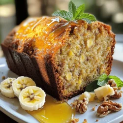 To make classic banana bread, gather these items: - 3 ripe bananas, mashed until smooth - 1/3 cup virgin coconut oil, melted - 1/2 cup packed brown sugar - 1 large egg, gently beaten - 1 teaspoon pure vanilla extract - 1 teaspoon baking soda - A pinch of sea salt - 1 cup all-purpose flour - 1/2 cup chopped walnuts or pecans (optional) - 1/2 teaspoon ground cinnamon (optional) Ripe bananas are key for this recipe. They give the bread sweetness and moisture. Choose bananas that are brown and soft. Virgin coconut oil adds a rich, subtle flavor. It also keeps the bread moist. Brown sugar enhances the taste with its deep notes. Don't skip the egg; it binds everything together. Pure vanilla extract brightens the flavor. Baking soda is your leavening agent, making the bread rise. A pinch of sea salt balances the sweetness. All-purpose flour forms the base of your batter. You can add nuts for crunch or cinnamon for warmth. For the full recipe, check the detailed instructions to create this delightful treat. First, preheat your oven to 350°F (175°C). This step warms up the oven for even baking. Next, grab a 4x8 inch loaf pan. You can grease it with coconut oil or line it with parchment paper. This makes it easy to remove the bread later. In a large bowl, mash the ripe bananas until smooth. Add in the melted coconut oil. Mix them well until they blend together. Now, add the brown sugar, beaten egg, and vanilla extract. Stir this mixture until everything is well combined. Sprinkle the baking soda and a pinch of sea salt over the wet mix. Gently fold them into the batter so they mix in well. Next, gradually add the all-purpose flour. Stir it in until the flour is just combined. Be careful not to overmix! If you like, you can fold in chopped nuts or a bit of ground cinnamon at this point. Once your batter is ready, pour it into the prepared loaf pan. Spread it out evenly with a spatula. Now, place the loaf pan in your preheated oven. Bake for 50 to 60 minutes. The bread is done when a toothpick inserted comes out clean or with a few crumbs. After baking, let it cool in the pan for about 10 minutes. Then, transfer it to a wire rack to cool completely. Enjoy your fresh banana bread! For the complete instructions, check out the Full Recipe. To make great banana bread, do not overmix. Overmixing makes the bread dense and tough. Mix just until you see no dry flour. The right bananas are key too. Use bananas that are very ripe with brown spots. They are sweeter and give great flavor. Add spices to boost flavor. Cinnamon or nutmeg brightens the taste. You can also mix in some vanilla or a pinch of ginger. If you want extra fun, try adding chocolate chips or dried fruits. Nuts like walnuts or pecans also add a nice crunch. For a lovely presentation, slice the banana bread warm. Serve it with creamy butter or a drizzle of honey. You can also add fresh banana slices or a sprig of mint to make it look special. This makes your banana bread not just tasty but also beautiful. For the full recipe, check the Banana Bliss Bread 🥖 section above. {{image_4}} You can make banana bread healthier with simple swaps. One great option is to use applesauce instead of coconut oil. This change cuts down on fat while keeping the bread moist. You can use a 1:1 ratio, so if the recipe calls for 1/3 cup of oil, use 1/3 cup of unsweetened applesauce. Another option is to use whole wheat flour instead of all-purpose flour. Whole wheat flour adds fiber and nutrients. It gives a nutty flavor, making your banana bread even better. Substitute the same amount of flour in the recipe for a healthier twist. Want to jazz up your banana bread? Add chocolate chips or dried fruits like raisins or cranberries. These ingredients bring sweetness and chewiness. You can use about 1/2 cup of chocolate chips or fruit. Mix them into the batter before pouring it into the loaf pan. Nuts also add crunch and flavor. Try walnuts or pecans for a classic taste. You can even experiment with different nuts like almonds or hazelnuts. Just chop them up and fold them into the batter. If you need a gluten-free option, you can use gluten-free flour blends. Look for a blend that works for baking. Measure it the same as all-purpose flour for a smooth swap. For vegan banana bread, you can replace the egg with a flax egg. To make one, mix one tablespoon of ground flaxseed with three tablespoons of water. Let it sit for about five minutes to thicken. This will help bind the ingredients without using any eggs. These variations let you enjoy banana bread in many ways. Try them out and see what you like best! For the full recipe, be sure to check out the complete article. Store banana bread at room temperature for up to three days. Keep it in an airtight container or wrap it tightly in plastic wrap. If you must refrigerate it, use a sealed container. However, this may dry out the bread. To freeze banana bread, wrap it tightly in plastic wrap, then place it in a freezer bag. You can freeze it for up to three months. For best results, slice the bread before freezing. This makes it easy to thaw only what you need. To thaw, leave it at room temperature for a few hours or microwave individual slices for a quick treat. Check for signs of spoilage before eating banana bread. Look for mold or an off smell. If the bread feels dry or overly hard, it may not taste good. Slices should be soft and moist. Enjoy your banana bread, and remember to check it often! For the best banana bread, use very ripe bananas. Look for bananas that are mostly brown. They should feel soft when you press them. The sweeter and softer they are, the better your bread will taste. This helps create a moist and flavorful loaf. Yes, you can make banana bread without an egg. Use a simple substitute like applesauce or mashed banana. About 1/4 cup of applesauce works well for one egg. This keeps the bread moist and helps it rise. You can also use flaxseed meal mixed with water. Mix one tablespoon of flaxseed with three tablespoons of water and let it sit for a few minutes. To check if your banana bread is done, use a toothpick. Insert it into the center of the loaf. If it comes out clean, your bread is ready. If it has some crumbs, it may need a few more minutes. You can also look for a golden-brown top. The sides should pull away slightly from the pan. Yes, you can double the banana bread recipe. Use a larger loaf pan or two smaller ones. Be sure to adjust the baking time. Larger loaves may take longer to bake. Start checking for doneness a bit earlier than the original time. To slice banana bread, use a serrated knife. This helps create even slices without squishing the bread. Make sure your bread is cool before slicing. This helps maintain its shape and texture. Aim for slices about one inch thick for the best serving size. For the full recipe, check out my Banana Bliss Bread 🥖 section. To sum it up, making banana bread is simple and fun. You need ripe bananas, coconut oil, brown sugar, and a few more items. Follow the steps, mix your ingredients, and bake at 350°F. Remember, not overmixing helps create a great texture. You can add your favorite flavors and even store it for later. Whether you choose healthier options or try new flavors, there’s always a way to make this bread your own. Enjoy each bite of your moist, delicious banana bread!