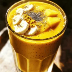 - 1 ripe mango, peeled and diced - 1 ripe banana, sliced - 1 teaspoon ground turmeric - 1/2 teaspoon ginger powder (or 1-inch piece of fresh ginger, grated) - A pinch of black pepper - 1 cup coconut milk (or almond milk) - 1 tablespoon honey or maple syrup (optional for sweetness) - 1 tablespoon chia seeds - 1/2 cup ice cubes Turmeric Mango Sunrise Smoothie is bright and full of flavor. Each ingredient plays a key role. The mango brings sweetness, while the banana adds creaminess. Turmeric gives the smoothie a unique taste and health benefits. Ground turmeric is key here. It has curcumin, which can help reduce inflammation. Ginger adds warmth and a slight spice. The pinch of black pepper boosts turmeric absorption, making it even better for you. Coconut milk or almond milk gives a creamy base. It helps blend everything smoothly. If you like sweet, add honey or maple syrup. Chia seeds are a fantastic source of fiber. They also thicken your smoothie and make it more filling. The ice cubes keep your drink nice and cold. This combination makes a perfect breakfast or snack. It’s refreshing and packed with nutrients. You can find the full recipe above to try it yourself! - Prepare all ingredients: peel, slice, and dice. - Grate fresh ginger if using instead of powder. Start by peeling the ripe mango and cutting it into small pieces. This makes it easier to blend. Slice the banana into coins. If you want a stronger ginger flavor, grate fresh ginger. If not, just use ginger powder. - Combine mango, banana, turmeric, and ginger in a blender. - Add coconut milk and sweetener if desired. In a blender, add the diced mango, sliced banana, ground turmeric, and ginger (fresh or powdered). Pour in the coconut milk for a creamy base. If you like it sweeter, add honey or maple syrup now. - Add chia seeds and black pepper. - Blend until smooth and creamy, adjusting sweetness as needed. Next, sprinkle in the chia seeds and a pinch of black pepper. The black pepper helps your body absorb the benefits of turmeric. Blend everything until it’s smooth and creamy. Taste it and adjust the sweetness if you want. - Pour into glasses and garnish with chia seeds or turmeric. Once blended, pour the smoothie into your favorite glasses. For a nice touch, sprinkle some chia seeds or a dash of turmeric on top. This adds flavor and looks great. Enjoy your Turmeric Mango Sunrise Smoothie! For the full recipe, check the main section. To make your Turmeric Mango Sunrise Smoothie even better, use fresh ginger. It adds a bolder taste. If you like things sweeter, adjust the honey or maple syrup to your liking. Think about adding spinach or kale. These greens add extra vitamins and minerals. You can also include protein powder to make your smoothie more filling and nutritious. A high-speed blender is best for this smoothie. It helps achieve a smooth consistency. Remember to stop the blender occasionally to scrape down the sides. This way, you get an even blend throughout. For the Full Recipe, refer to the earlier sections. {{image_4}} You can switch up the flavors in your Turmeric Mango Sunrise Smoothie. If you want to change the fruit, try using pineapple or peach instead of mango. These fruits bring their own sweet and tangy notes. You can also play with the type of milk you use. Almond milk adds a nutty flavor, while oat milk gives a creamy texture. Each choice creates a new taste experience. Boost the nutrition of your smoothie by adding extra ingredients. Flaxseeds or oats are great choices for added fiber. They help keep you full longer. If you want a creamier texture, add a scoop of nut butter, like almond or peanut butter. This adds healthy fats and makes the smoothie even more satisfying. You can make seasonal changes to keep things fresh. In summer, use frozen mango to create a chillier, refreshing smoothie. It feels great on a hot day. For a fun twist, add a splash of orange juice. This brings a bright citrus flavor that pairs well with the mango. Each variation makes your smoothie unique and exciting. For the full recipe, check out the section above. You can store leftover smoothie in the refrigerator for up to 24 hours. This keeps it fresh for your next meal. Use an airtight container to maintain freshness. This simple step helps lock in flavor and nutrients. For long-term storage, freeze your smoothie in ice cube trays. This makes it easy to grab what you need. Later, blend the frozen cubes into new smoothies for a quick and chilled treat. It’s a great way to enjoy the taste of your favorite smoothie anytime. If your smoothie thickens after storage, don’t worry. Just re-blend it with a splash of water or milk. This helps adjust the consistency to your liking. You can make it as smooth as you want. Turmeric contains curcumin. Curcumin is known for its anti-inflammatory properties. It can help reduce swelling and pain. Many people enjoy it for its health benefits. Adding turmeric to your diet is easy and tasty. Yes, you can make this smoothie vegan. Just swap honey for maple syrup. You can also use coconut or almond milk. Both options work great and keep the smoothie creamy. Yes, you can prepare this smoothie ahead of time. However, drink it within 24 hours. This way, you keep the best freshness and nutrients. The flavors will be more vibrant when fresh. Yes, you can substitute the mango. Other tropical fruits work well, too. Pineapple and banana are great choices. They add a sweet taste and smooth texture to your drink. This blog post shows you how to make a tasty and healthy smoothie. It covers fresh and dry ingredients and how to blend them. You learned tips to enhance flavor and boost nutrition. You can also try different fruits and types of milk for fun variations. Remember to store leftovers wisely to keep them fresh. Get creative with your smoothie, and enjoy the benefits! Making healthy choices can be easy and fun.