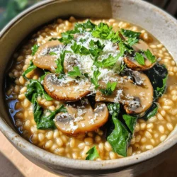 To make a delicious slow cooker pearl barley risotto, you'll need a few key ingredients. Here’s the complete list: - 1 cup pearl barley - 4 cups vegetable broth - 1 medium onion, finely chopped - 2 cloves garlic, minced - 1 cup mushrooms, sliced (cremini or button mushrooms work well) - 1 cup fresh spinach, chopped - 1/2 cup grated Parmesan cheese (or use nutritional yeast for a vegan option) - 2 tablespoons olive oil - 1 teaspoon dried thyme - 1 teaspoon dried oregano - Salt and pepper to taste - Fresh parsley, chopped (for garnish) Each ingredient plays an important role in the dish. Pearl barley gives the risotto its unique texture. The vegetable broth adds rich flavor, while onion and garlic provide a savory base. Mushrooms add depth, and spinach brings a fresh touch. Parmesan cheese adds creaminess, and herbs enhance the taste. Olive oil boosts richness, and salt and pepper round out the flavors. Feel free to adjust the herbs or add your favorite veggies. Cooking is all about making it your own! For the full recipe, check out the details above. Start by gathering your ingredients. You need: - 1 cup pearl barley - 4 cups vegetable broth - 1 medium onion, finely chopped - 2 cloves garlic, minced - 1 cup mushrooms, sliced - 1 cup fresh spinach, chopped - 1/2 cup grated Parmesan cheese - 2 tablespoons olive oil - 1 teaspoon dried thyme - 1 teaspoon dried oregano - Salt and pepper to taste - Fresh parsley, chopped Chop the onion and garlic first. This helps release their flavors. Slice the mushrooms next. You can use cremini or button mushrooms. Measure out the pearl barley and broth. Having everything prepped makes cooking easy. Now, it’s time to set up the slow cooker. Begin by adding the pearl barley, vegetable broth, chopped onion, minced garlic, and sliced mushrooms. Sprinkle in the thyme and oregano. Stir well so all the flavors mix. Next, drizzle the olive oil over the top. Season with salt and pepper. Stir gently to coat everything. Cover the slow cooker with its lid. Set it to low for 6-7 hours or high for 3-4 hours. The barley should be tender and creamy when done. About 30 minutes before the risotto finishes, stir in the chopped spinach and grated Parmesan cheese. Mix it well to combine. Cover the cooker again to let the spinach wilt. Once the risotto is ready, taste it and adjust the seasonings. Add more salt or pepper if needed. Serve hot, garnished with fresh parsley. For a special touch, serve it in deep bowls with a sprinkle of extra Parmesan. Enjoy your creamy risotto! For the full recipe, check out the details above. Achieving Creamy Consistency To get that creamy risotto, you must use enough liquid. Pearl barley absorbs a lot of broth, so use four cups as stated in the recipe. Stirring helps too, but not too much. The slow cooker does the work for you. Stirring Techniques While stirring is key, you do not need to stir often. Give it a gentle stir at the start and again 30 minutes before finishing. This way, you let the barley absorb flavors without breaking it down too much. Fresh vs. Dried Ingredients Fresh ingredients add brightness to your risotto. Use fresh spinach and mushrooms for the best taste. Dried herbs work well too, but fresh herbs can boost flavor significantly. Organic Options Opting for organic can make a big difference. Organic vegetables often have more flavor and fewer chemicals. Consider organic broth as well. It enhances the dish while keeping it clean and healthy. Altering for Higher Altitude If you live at a high altitude, your cooking time may need to change. You may need to add extra broth and increase the cooking time. Always check the barley for tenderness. Using Different Slow Cookers Not all slow cookers cook the same. Some run hot, while others run cooler. If your risotto is not cooking as expected, adjust the time. Keep an eye on the texture to find what works best for your model. For the full recipe, check the details above. Enjoy your cooking journey! {{image_4}} You can boost your risotto with proteins like chicken or tofu. For chicken, cut it into small pieces. Add the pieces in step one with the other ingredients. This will cook the chicken fully while the barley softens. If you prefer tofu, use firm tofu. Cut it into cubes and add it in the same step. Tofu will soak up all the flavors, adding a nice texture. Seafood is another tasty option. Shrimp or scallops work well. If using shrimp, add them during the last 30 minutes of cooking. This keeps them tender. For scallops, add them at the same time as the spinach. This way, they cook just right. Changing up your herbs can give the risotto a fresh taste. Try using fresh basil or rosemary instead of thyme and oregano. These herbs add a whole new layer of flavor. You can also mix different dried herbs. Just make sure not to overpower the dish. Broth variations can make a big difference, too. While vegetable broth is great, you can try chicken or beef broth for a heartier flavor. Each broth adds a unique taste to the risotto, making it richer and more satisfying. For vegetarians, cheese is a must for creaminess. If you want a vegan option, swap Parmesan with nutritional yeast. This gives a similar cheesy flavor without dairy. Adding more vegetables can increase nutrition. Think about bell peppers, peas, or zucchini. These veggies will add color and vitamins to your meal. Just chop them up and toss them in at the start. They will cook well and blend nicely into the risotto. For the complete recipe, check out the Full Recipe link. To store leftover risotto, let it cool to room temperature first. Place it in an airtight container. Refrigerate the risotto within two hours of cooking. It will last for about 3 to 4 days in the fridge. If you want to keep it longer, freezing is a great option. You can reheat the risotto in two ways: the microwave or the stovetop. For the microwave, place it in a bowl and cover it loosely. Heat in short bursts, stirring in between. For the stovetop, add a splash of broth to a pan and warm on low heat. Stir often to avoid burning. To restore creaminess, add a little more broth or a touch of olive oil as you reheat. To freeze risotto, use a freezer-safe container. Leave some space at the top for expansion. Risotto can last up to 3 months in the freezer. When you are ready to eat it, thaw it in the fridge overnight. Reheat using the stovetop method for best results. Always make sure it is heated all the way through before serving. - Quick Steps Recap Making Slow Cooker Pearl Barley Risotto is simple. Here’s how you do it: 1. Add 1 cup pearl barley, 4 cups vegetable broth, 1 medium onion (finely chopped), 2 cloves garlic (minced), and 1 cup mushrooms (sliced) into your slow cooker. 2. Sprinkle in 1 teaspoon dried thyme and 1 teaspoon dried oregano. Stir well. 3. Top with 2 tablespoons olive oil, then season with salt and pepper. Stir again. 4. Cover and cook on low for 6-7 hours or high for 3-4 hours until the barley is tender. 5. About 30 minutes before it’s done, add 1 cup fresh spinach (chopped) and 1/2 cup grated Parmesan cheese. Mix well. 6. Taste and adjust seasoning if needed. Serve hot with fresh parsley on top. - Comparison of Methods Yes, you can make risotto in a regular pot. The main difference is the cooking method. In a pot, you need to stir often. This helps release the starch in the barley for creaminess. In a slow cooker, you set it and forget it. You don’t stir as much. This method is easier and requires less attention. The flavors still develop well. Both methods will yield tasty risotto, but the slow cooker offers a hands-off approach. - Differences in Cooking and Flavor You can substitute pearl barley for rice, but they cook differently. Pearl barley takes longer to cook than most rice. It can take about 30-40 minutes in a pot and 6-7 hours in a slow cooker. Flavor-wise, pearl barley has a nutty taste and chewy texture. Rice is softer and milder. If you want a heartier dish, pearl barley is great. If you prefer lighter risotto, use rice. Each brings its unique charm to your plate. This blog post covered how to make Slow Cooker Pearl Barley Risotto. We explored each ingredient, from pearl barley to flavorful herbs. You learned step-by-step instructions for preparation and cooking. Tips for perfecting creamy risotto helped you understand ingredient quality. Variations showed how to add proteins and create unique flavors. I also provided storage tips for leftovers. In the end, making this risotto can be easy and fun. Try it and enjoy the delicious results!