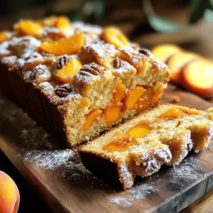 When making Southern Peach Bread, gather your ingredients first. Here’s what you need: - 2 cups all-purpose flour - 1 teaspoon baking soda - 1/2 teaspoon baking powder - 1/2 teaspoon salt - 1 teaspoon ground cinnamon - 1/2 teaspoon ground nutmeg - 1/2 cup unsalted butter, softened - 1 cup brown sugar, firmly packed - 2 large eggs - 1 teaspoon pure vanilla extract - 1 cup ripe peaches, peeled and diced - 1/2 cup chopped pecans (optional) - 1/4 cup buttermilk - 1/4 cup granulated sugar (for topping) Each ingredient plays a role. The flour gives structure, while baking soda and baking powder help it rise. The butter adds richness, and brown sugar gives it a deep, sweet flavor. Don’t skip the spices; they make the bread warm and cozy. Fresh peaches add sweetness and juiciness, while pecans add a nice crunch. For more details on the method, check the Full Recipe. - Preheat the oven to 350°F (175°C). - Prepare the loaf pan by greasing it with butter and dusting it with flour. - In a bowl, combine the flour, baking soda, baking powder, salt, cinnamon, and nutmeg. - In a large bowl, cream the butter and brown sugar until light and fluffy. - Add the eggs one by one, mixing well after each one. Then, mix in the vanilla. - Slowly add the dry mix to the wet mix, stirring gently until just combined. - Fold in the diced peaches and optional pecans until evenly mixed. - Pour in the buttermilk and fold until no flour streaks remain. - Transfer the batter to the loaf pan, smoothing the top. - Sprinkle granulated sugar on top for a sweet crust. - Bake in the oven for 55-60 minutes. Check with a toothpick for doneness. - Cool the bread in the pan for 10 minutes, then remove it to a wire rack. For the full recipe, check the details above. To bake the perfect Southern Peach Bread, check for doneness with a toothpick. Insert the toothpick into the center of the bread. If it comes out clean or with a few crumbs, your bread is ready. This simple test ensures you don’t end up with a soggy center. Avoid overmixing your batter. Mix just until the dry ingredients blend with the wet ones. Overmixing can make the bread tough. You want a tender and moist loaf, not a dense one. You can use fresh or canned peaches in this recipe. Fresh peaches give the best taste. However, if peaches are out of season, canned peaches work well too. Drain and chop them before adding to the batter. For buttermilk, you have a few easy options. You can mix regular milk with a little vinegar or lemon juice. Let it sit for about five minutes. This makes a nice substitute for buttermilk in your bread. For serving, slice the bread into thick pieces. Arrange them on a rustic wooden board for a nice look. You can garnish each slice with fresh peach slices or a dusting of powdered sugar. This adds a lovely touch to your presentation. Pair your Southern Peach Bread with a scoop of vanilla ice cream or a dollop of whipped cream. The creamy contrasts well with the sweet bread. Enjoy it warm from the oven or at room temperature for a delightful treat. {{image_4}} You can create a nut-free version of Southern Peach Bread by simply omitting the pecans. This change lets the peach flavor shine. You still get a moist and sweet bread. If you want extra texture, you can add in some oats or seeds instead. Want to jazz up your bread? Try adding spices like ginger or cloves. These spices give a warm kick and pair well with peaches. You can also fold in chocolate chips for a sweet twist. Other fruits like blueberries or cherries work great, too. They add color and a burst of flavor. For a healthier bread, use whole wheat flour instead of all-purpose flour. This adds fiber and makes it more filling. You can also reduce the sugar content. Try using half the amount or using a sugar substitute. Your bread will still taste delicious while being a bit healthier. To keep your Southern Peach Bread fresh, store it at room temperature. Place the bread in an airtight container or wrap it tightly in plastic wrap. This keeps it moist and tasty. If you live in a hot or humid area, use the fridge. The cold air helps prevent spoilage. Wrap the bread well to stop it from drying out. You can freeze Southern Peach Bread for later enjoyment. First, let the bread cool completely. Then, wrap it tightly in plastic wrap. After that, put it in a freezer bag or container. Label it with the date. This way, you know how long it has been in the freezer. When you want to eat it, thaw the bread slowly. Place it in the fridge overnight. For a quick method, leave it out at room temperature for a few hours. You can also warm it in the oven for a few minutes. This makes it taste freshly baked again. Enjoy your delicious Southern Peach Bread! Can I use frozen peaches? Yes, you can use frozen peaches. Just thaw them first and drain any extra liquid. This helps keep your bread from getting too soggy. How do I know when the bread is done? You can tell when the bread is done by using a toothpick. Insert it into the center. If it comes out clean or with a few crumbs, your bread is ready. Can I use oil instead of butter? You can use oil in place of butter. Use about 1/3 cup of oil for every 1/2 cup of butter. This will keep your bread moist but will change the flavor slightly. What are the best types of peaches? The best peaches for this bread are ripe, juicy ones. Freestone peaches work well because they are easy to cut. Look for peaches that give slightly when you press them. Can I make this bread without eggs? Yes, you can make this bread without eggs. Use a flaxseed meal or applesauce as a substitute. Mix one tablespoon of flaxseed meal with three tablespoons of water for each egg. How to enhance the peach flavor? To make the peach flavor pop, you can add a splash of peach extract. You can also mix in a little lemon juice to brighten the taste. Adding a sprinkle of nutmeg or cinnamon boosts the flavor too. For the full recipe, check out the Sweet Southern Peach Bread! This article covered how to make delicious Southern Peach Bread. You learned the ingredients needed and followed easy steps to create it. I shared tips for baking and serving suggestions to enhance your bread. Consider options for different flavors and healthy adaptations. Proper storage ensures your bread stays fresh for longer. Enjoy making and sharing this treat, and don't shy away from experimenting with new variations. Happy baking!