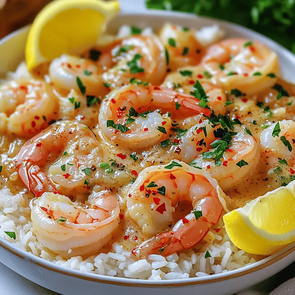 - 1 pound large shrimp, peeled and deveined - 4 tablespoons unsalted butter - 4 cloves garlic, minced - 1 tablespoon fresh parsley, finely chopped - 1 teaspoon lemon zest - 2 tablespoons fresh lemon juice - 1/2 teaspoon red pepper flakes - Salt and pepper to taste - Cooked rice or pasta, for serving To make Easy Garlic Butter Shrimp, gather your main ingredients. You need shrimp, butter, and garlic. I love using large shrimp for this dish because they cook evenly and absorb flavors well. The unsalted butter adds richness, while the garlic gives a nice kick. Next, for flavor enhancers, grab some fresh parsley, lemon zest, and lemon juice. The parsley adds a fresh touch, while the lemon zest and juice brighten the dish. They balance the richness of the butter. For seasoning, red pepper flakes add spice. Adjust the amount based on your heat preference. Don't forget salt and pepper to bring everything together. Finally, consider serving this dish over cooked rice or pasta. It helps soak up all the garlic butter goodness. For the full recipe, check out the detailed steps. Enjoy your cooking! - Prep shrimp by peeling and deveining. - Mince garlic and chop parsley. To start, you need to handle the shrimp. Peel off the shells and remove the veins. This makes the shrimp clean and ready to cook. Next, take the garlic and mince it finely. This helps spread the garlic flavor evenly in the dish. Lastly, chop fresh parsley. It adds a nice touch and brightens the dish. - Melt butter and sauté garlic. - Add shrimp and season before flipping. Now, heat a large skillet over medium heat. Add the unsalted butter and let it melt. Swirl the pan gently to help it melt evenly. Once it is bubbly, add the minced garlic. Sauté for about 1-2 minutes. Make sure the garlic turns golden but not burnt. Next, increase the heat to medium-high. Carefully add the shrimp in a single layer. Season with salt and pepper. Cook the shrimp for about 2-3 minutes. Wait until one side turns pink and opaque. Then, flip the shrimp over. - Add lemon zest, juice, and parsley. - Serve immediately over rice or pasta. After flipping, sprinkle in the red pepper flakes, lemon zest, and lemon juice. Cook for another 1-2 minutes. Stir gently until the shrimp are fully cooked. They should be glazed in the garlic butter sauce. Remove the skillet from heat. Fold in the chopped parsley for freshness. Now, serve the garlic butter shrimp over a bed of cooked rice or pasta. Don’t forget to drizzle the remaining sauce on top. For a special touch, garnish with extra parsley and lemon wedges. Enjoy this easy garlic butter shrimp dish! For the complete details, check the Full Recipe. - Look for shrimp with a firm texture and a mild smell. Fresh shrimp should not smell fishy. - You can choose between shell-on or peeled shrimp. Shell-on shrimp adds flavor, but peeling takes extra time. - Avoid overcooking shrimp. Cook just until they turn pink and opaque. Overcooked shrimp become tough. - Use a heavy skillet for even cooking. This helps the butter melt evenly and prevents burning. - Pair your garlic butter shrimp with garlic bread or sautéed vegetables. These sides add great flavor and texture. - Create a complete meal with a fresh salad. A light salad balances the rich garlic butter sauce. For the full recipe, check out the Garlic Butter Shrimp Delight. {{image_4}} You can make this dish fit your needs easily. If you want a low-carb option, serve the garlic butter shrimp over zucchini noodles instead of rice or pasta. The noodles soak up all that tasty sauce while keeping the dish light. For a dairy-free alternative, swap the butter for olive oil. This change still gives you a rich flavor without the dairy. Want to mix things up? You can add diced tomatoes or bell peppers to the shrimp. These ingredients add color and taste, giving the dish a fresh twist. If you prefer a milder flavor, try using shallots instead of garlic. Shallots bring a sweet, subtle taste that pairs well with shrimp. If you love heat, increase the red pepper flakes. This little change can turn up the spice level to your liking. You can also play with herbs like basil or thyme. Adding these can give your dish a new layer of flavor that surprises your taste buds. For more details, check the Full Recipe. After enjoying your garlic butter shrimp, store leftovers in an airtight container. This keeps the shrimp fresh. Try to eat them within 2-3 days for the best flavor and texture. You can freeze cooked shrimp for future meals. This is a great way to save time. To thaw, place the shrimp in the fridge overnight. You can also run cold water over them for quicker results. When reheating, do it gently. This helps avoid a rubbery texture. You can use a skillet or a microwave. If using a microwave, add a splash of water to keep the shrimp moist. Enjoy your meal again without losing the taste! Cooking garlic butter shrimp takes about 10 to 15 minutes. You need 10 minutes to prep and about 5 minutes to cook. This dish cooks fast, so stay close to the stove! Yes, you can use frozen shrimp. Just be sure to thaw them first. Place them in cold water for a few minutes. This method keeps the shrimp juicy and tasty. You can substitute butter with olive oil or vegan butter. Both options work well. They add flavor while keeping the dish healthy. Absolutely! Garlic butter shrimp is great for meal prep. Cook a batch, store it in a container, and it lasts for 2-3 days in the fridge. Reheat it when you’re ready to eat. To make this recipe more kid-friendly, reduce the spice. Omit red pepper flakes or use less lemon juice. Serve it over pasta or rice that kids enjoy! This blog post guides you through making delicious garlic butter shrimp. You learned about key ingredients, step-by-step cooking, and great tips for success. You can customize it with different flavors and dietary needs. Remember, fresh shrimp is best for taste, and proper cooking keeps it tender. Store leftovers carefully to enjoy later. Experimenting with ingredients can lead to delightful new meals. Enjoy your cooking journey and impress your family with this dish!