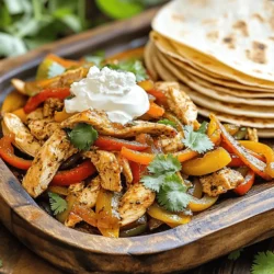 - 1 pound boneless, skinless chicken breasts, sliced - Bell pepper (red or green), sliced - 1 large onion, sliced - 3 cloves garlic, minced - 2 tablespoons olive oil - 2 teaspoons chili powder - 1 teaspoon ground cumin - 1 teaspoon smoked paprika - Salt and pepper to taste - 8 small flour or corn tortillas - Optional toppings: sour cream, guacamole, shredded cheese, cilantro For my easy chicken fajitas, I start with fresh ingredients. I choose 1 pound of boneless, skinless chicken breasts. Slicing them into thin strips helps them cook quickly. I like to use colorful bell peppers, either red or green, for a pop of color and flavor. Slicing a large onion adds sweetness and depth to the dish. Next, minced garlic packs a punch of flavor. I always use fresh garlic for the best taste. Olive oil is essential for cooking. It keeps the chicken moist and helps brown the veggies. For spices, I use chili powder, ground cumin, and smoked paprika. These spices create a warm, smoky flavor. I add salt and pepper to enhance all the tastes. Finally, I warm small flour or corn tortillas. They are perfect for wrapping around the delicious filling. For extra flavor, I love optional toppings like sour cream, creamy guacamole, shredded cheese, or fresh cilantro. You can find the full recipe [here](#). With these ingredients, you will create a tasty and colorful dish that everyone will enjoy! Start by mixing the chicken in a large bowl. Add minced garlic, chili powder, cumin, smoked paprika, salt, and pepper. Use your hands or a spatula to coat the chicken. Let it sit for a bit so the flavors soak in. Next, grab a skillet and heat one tablespoon of olive oil over medium-high heat. When the oil shimmers, add the marinated chicken. Cook it for about 5-7 minutes. Stir occasionally until the chicken turns golden and is no longer pink. Once done, transfer the chicken to a plate. In the same skillet, pour in the remaining tablespoon of olive oil. Add the sliced bell pepper and onion. Sauté for 4-5 minutes. Stir until the vegetables soften and caramelize a bit. This step adds a sweet flavor. Now, return the cooked chicken to the skillet with the sautéed veggies. Stir everything together. Let it cook for another 2-3 minutes. This helps the chicken and vegetables share their flavors. While the chicken and vegetables meld, warm the tortillas. You can use a skillet over medium heat for 20-30 seconds on each side. Alternatively, wrap them in a damp paper towel and microwave for 20-30 seconds until soft. Take a warm tortilla and scoop a generous amount of the chicken and veggie mix into the center. You can add toppings like sour cream, guacamole, shredded cheese, and fresh cilantro. These will add flavor and color to your dish. - Use fresh chicken for best results - Avoid overcooking to retain moisture To get tender chicken, always start with fresh chicken. When you buy chicken, check the date. Fresh chicken cooks evenly and tastes better. Overcooking chicken makes it dry. Cook it until it’s just done. A meat thermometer helps here. Aim for 165°F for safe eating. Let it rest for a few minutes before slicing. This keeps the juices inside. - Experiment with different spices - Adjust spice levels to preference Seasoning is key for great fajitas. Start with chili powder, cumin, and smoked paprika. These spices add warmth and depth. You can try other spices too. Consider adding oregano or cayenne for more heat. Taste your mix before cooking. If you want more heat, add more chili powder. If you prefer milder, cut back. Don’t be afraid to play with flavors. - Utilize a cast iron skillet for even cooking - Opt for high heat for better caramelization of veggies A cast iron skillet is your best friend for fajitas. It heats evenly and gives a nice sear. Start with high heat when cooking. This helps to caramelize the veggies. Caramelization adds a sweet flavor. Make sure to not crowd the pan. Cook in batches if needed. This way, everything gets that lovely char you want. Follow these tips, and your fajitas will shine. For the full recipe, check out the main section. {{image_4}} You can easily make these fajitas meat-free. Substitute chicken with mushrooms or tofu. Both options absorb flavors well. For mushrooms, use portobello or button varieties. Slice them thinly and sauté until tender. If you choose tofu, press it to remove excess water. Cut it into cubes and season it like chicken. This option is great for plant-based diets. Want a twist on the classic? Serve the chicken and veggies over rice. This method is lighter and just as tasty. Start with a base of fluffy white or brown rice. Then, add your chicken and veggie mix on top. You can layer on toppings like avocado or salsa for extra flavor. It’s a fun and filling meal. Feel free to switch up the protein. Beef or shrimp work great in fajitas too. For beef, use flank steak or skirt steak, sliced thinly. Cook it the same way as chicken for best results. Shrimp cooks quickly, so add it last in the skillet. Just a few minutes will give you juicy, flavorful shrimp. These options add variety to your meals. You can find the full recipe for Easy Chicken Fajitas above. Enjoy experimenting with these variations! After making your delicious chicken fajitas, store the extras in an airtight container. This keeps them fresh and tasty. The fajitas are best if you eat them within three days. You can heat them up in a skillet or microwave for a quick meal. To freeze chicken fajitas, let them cool first. Then, place them in a freezer-safe bag or container. Be sure to remove as much air as you can. This helps prevent freezer burn. When you are ready to eat them, take them out and thaw them in the fridge overnight. For reheating, a skillet works best to bring back the flavors. Just heat until hot, and enjoy! Yes, you can prep your fajitas early. Here are some tips: - Meal Prepping: Cut your chicken and veggies the night before. Store them in separate containers. This keeps them fresh and ready to cook. - Storing Components: Keep your cooked chicken and veggies in the fridge for up to three days. Place them in airtight containers. It makes reheating a breeze! Toppings add fun to fajitas. Here are some great ideas: - Sour cream adds creaminess. - Guacamole gives a rich, buttery taste. - Shredded cheese brings a nice melt. - Fresh cilantro adds a pop of color and flavor. - Serve with lime wedges for a zesty kick! Customizing fajitas is easy and fun! Here are some tips: - Add More Spice: Try jalapeños for heat. - Different Proteins: Use shrimp or beef instead of chicken. - Extra Veggies: Toss in zucchini or mushrooms. - Herbs and Spices: Add fresh oregano or a dash of cayenne for more flavor. Sides can enhance your meal. Here are some great choices: - Mexican rice adds a hearty touch. - Refried beans make a filling side. - Corn on the cob is sweet and crunchy. - A fresh salad with lime dressing keeps it light. These sides balance the flavors of your fajitas perfectly! Easy chicken fajitas are simple and fun to make. You mix chicken, spices, and veggies for tasty meals. Remember to marinate the chicken for a great flavor. Cook it well and don't skip the warm tortillas. Try different ingredients to fit your taste, like mushrooms or shrimp. Store leftovers properly to enjoy later. With these tips, you can create delicious fajitas everyone will love. Cooking can be a joy, so keep experimenting!