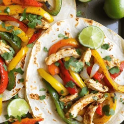 - Chicken and Vegetables For this dish, you need 1.5 lbs of chicken breast. Slice it into thin strips. Use three types of bell peppers: red, yellow, and green. Each one adds a sweet flavor and a pop of color. Also, include one medium onion, sliced thin. - Spices and Seasonings Flavor is key. Use 3 tablespoons of olive oil. Add 2 teaspoons of chili powder for heat. One teaspoon each of ground cumin, smoked paprika, garlic powder, and onion powder will deepen the taste. Season with salt and pepper to your liking. - Tortillas and Garnish You’ll need 8 small flour tortillas to wrap your fajitas. Fresh cilantro adds a nice touch on top. Don't forget lime wedges to squeeze over your fajitas for brightness. - Alternative Proteins If you want a different protein, try turkey or shrimp. Tofu works great for a vegetarian option. Both will take the same spices well. - Different Vegetables You can switch the peppers for zucchini or mushrooms. Broccoli or asparagus also works well. Use what you have for a fresh twist. - Spice Variations Play with the spices. If you like more heat, add cayenne pepper. For a smokier flavor, try chipotle powder. You can even skip the spices for a milder taste. For the full recipe, check the section above. First, slice the chicken and vegetables. You want thin strips for even cooking. Use a sharp knife to cut 1.5 lbs of chicken breast. Next, slice one red, one yellow, and one green bell pepper. Thinly slice one medium onion as well. Now, prepare the baking sheet. Preheat your oven to 400°F (200°C). Line a large baking sheet with parchment paper or lightly grease it. This step helps the fajitas not stick. Combine the ingredients in a large bowl. Add the sliced chicken, peppers, and onion. Next, drizzle 3 tablespoons of olive oil over the mix. Now it's time to add the spices. Use 2 teaspoons of chili powder, 1 teaspoon of ground cumin, 1 teaspoon of smoked paprika, 1 teaspoon of garlic powder, and 1 teaspoon of onion powder. Season with salt and pepper to taste. Toss everything well. Use your hands or a spatula to coat all the ingredients evenly. Spread the seasoned mixture evenly on the baking sheet. Make sure no pieces overlap. This way, everything cooks evenly. Place the baking sheet in the oven. Bake for 25-30 minutes. Check that the chicken reaches an internal temperature of 165°F. Stir the mixture halfway through for even cooking. While the fajitas bake, warm the tortillas. You can use a dry skillet over medium heat. Heat each tortilla for about 30 seconds on each side. This makes them soft and pliable. Alternatively, wrap the tortillas in foil. Heat them in the oven for the last 5 minutes of the fajitas' cooking time. When the fajitas are done, you are ready to serve! Enjoy your oven-baked chicken fajitas! For more details, check the Full Recipe. Ensuring Even Cooking To make sure your chicken and veggies cook well, spread them in a single layer on the baking sheet. Overlapping can cause some pieces to cook slower. Stir the mixture halfway through baking. This helps everything cook evenly and gives you that nice, charred flavor. Adjusting Spices to Taste Feel free to change the spice levels. If you want more heat, add extra chili powder. For a milder dish, reduce it. Taste the mix before baking, and adjust the salt and pepper. This way, you’ll get the flavor just right for you. Best Toppings and Sides Top your fajitas with fresh cilantro and lime juice. You can also add sour cream or guacamole for creaminess. Serve with a side of rice or beans for a filling meal. These sides balance the flavors and make the dish more complete. Pairing with Dips and Drinks Serve your fajitas with salsa or queso dip. These dips add extra flavor and texture. For drinks, a cold margarita or a refreshing soda works well. It’s all about creating a fun and tasty meal experience. Check out the Full Recipe for more details on making these delicious oven-baked chicken fajitas! {{image_4}} You can easily change this recipe to fit a plant-based diet. For a vegetarian option, use plant-based proteins like tofu or tempeh. These options soak up flavors well and add a nice texture. Simply slice them like chicken and follow the same steps for seasoning and baking. If you prefer a vegetable-only fajita, use a mix of your favorite veggies. Think about mushrooms, zucchini, or even eggplant. Slice them thin, season, and bake just like the chicken. The result is colorful and full of flavor. To take your fajitas up a notch, consider adding cheese or avocado. Cheese brings a creamy richness that complements the spices. Sprinkle some shredded cheese on top right before the fajitas finish baking. Avocado adds a smooth texture. You can slice it up and place it on top of the fajitas when serving. It adds creaminess and balances the spices well. Don’t be afraid to experiment with spice blends, too. You can mix in taco seasoning or even chipotle powder for a smoky kick. Adjust the spices to match your taste. Try different combinations to find your perfect blend. For more ideas, check out the Full Recipe. To store leftovers, let the fajitas cool first. Place them in an airtight container. This keeps them fresh and tasty. You can also store the filling and tortillas separately. This helps prevent soggy tortillas. Recommended Duration You can keep the leftovers in the fridge for up to three days. After that, the taste and texture may change. Always check for any signs of spoilage before eating. You can freeze these fajitas for later meals. However, you should freeze the filling and tortillas separately. This keeps each part fresh and tasty. Freezing the Filling vs. Tortillas For freezing the filling, let it cool down. Then, place it in a freezer-safe bag. Remove as much air as possible before sealing. For tortillas, stack them with parchment paper between each one. Wrap the stack tightly in plastic wrap. Thawing and Reheating Instructions When you are ready to eat, take the filling out of the freezer. Thaw it in the fridge overnight. You can also use the microwave for quick thawing. Reheat the filling on the stove over low heat. Warm the tortillas in a skillet or microwave. Enjoy your fajitas as if they were just made! For the full recipe, check the original section. You can tell the chicken is done when it reaches 165°F. Use a meat thermometer to check the thickest part. The chicken should be white, not pink. Juices should run clear. This means you cooked it just right. Yes, you can make these fajitas ahead of time. Cook the chicken and veggies and store them in the fridge. Just warm them before serving. This saves time on busy nights. You can also prep the veggies the night before. This makes cooking easier. You can serve fajitas with various sides. Here are some ideas: - Mexican rice - Black beans - Guacamole - Salsa - Sour cream - Fresh lime wedges These add flavor and fun to your meal. To make fajitas kid-friendly, keep it simple. Use less spice in the mix. You can let kids choose their toppings. Offer cheese, sour cream, or mild salsa. Kids love to build their own fajitas. This makes dinner more exciting for them. To reheat fajitas, use the oven or a skillet. Preheat the oven to 350°F. Spread the filling on a baking sheet. Heat for about 10-15 minutes. If using a skillet, heat on low and stir until warm. This keeps the flavor fresh. Fajitas are easy to make and fun to enjoy. We explored the main ingredients, from chicken to spices, and even navigation through substitutions. I guided you with step-by-step instructions for prepping, mixing, and baking your dish perfectly. Tips and variations help you tailor fajitas to your taste, whether you prefer plant-based options or extra flavors. Store leftovers safely and safely reheat them too. Use this guide to create delicious, personalized fajitas for any occasion. Enjoy cooking and sharing your new meal with family and friends!