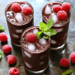 To make the Dark Chocolate Raspberry Refresher, gather these simple items: - 1 cup fresh raspberries, cleaned - 1 cup unsweetened almond milk (or your preferred milk) - 2 tablespoons dark cocoa powder - 2 tablespoons honey or maple syrup (adjust according to sweetness preference) - 1/2 teaspoon pure vanilla extract - 1/4 cup Greek yogurt (optional, for added creaminess) - Ice cubes, as needed - Fresh mint leaves, for garnish You can swap certain ingredients for others. If you don’t have fresh raspberries, use frozen ones. They work well too! For milk, any type like oat or coconut will do. If you want a vegan option, pick maple syrup instead of honey. If you lack Greek yogurt, try a dairy-free yogurt or skip it altogether. When selecting raspberries, look for ones that are plump and bright. Avoid mushy or dull berries. For cocoa powder, pick a brand labeled as "dark" for richer flavor. Always choose pure vanilla extract over imitation for a better taste. When it comes to milk, organic options often taste fresher and creamier. To start, gather your ingredients. You will need: - 1 cup fresh raspberries, cleaned - 1 cup unsweetened almond milk (or your preferred milk) - 2 tablespoons dark cocoa powder - 2 tablespoons honey or maple syrup - 1/2 teaspoon pure vanilla extract - 1/4 cup Greek yogurt (optional) - Ice cubes, as needed - Fresh mint leaves, for garnish First, rinse the fresh raspberries under cold water. Make sure to clean them well. After washing, gently pat them dry with a paper towel. This helps remove excess water. Next, place all the ingredients into a high-speed blender. Add the rinsed raspberries, almond milk, dark cocoa powder, honey or maple syrup, vanilla extract, and Greek yogurt if you want creaminess. Now, toss in a handful of ice cubes. This step makes your drink cold and refreshing. Blend everything on high speed until the mixture is smooth. After blending, taste your drink. If you want it sweeter, add more honey or maple syrup. Blend again for a few more seconds until fully mixed. Pour the mixture into pre-chilled glasses. Fill each glass halfway to leave room for garnish. For a nice touch, add a few whole raspberries on top of each drink. Finish by adding a sprig of fresh mint to each glass. This makes your Dark Chocolate Raspberry Refresher look beautiful and fresh. Serve right away for the best taste! To get a smooth drink, blend well. Start with fresh raspberries and use a high-speed blender. If you add Greek yogurt, it makes the drink creamier. Blend until there are no lumps. If it feels too thick, add more almond milk. This keeps your refresher light and frosty. Sweetness is key for balance. Start with two tablespoons of honey or maple syrup. After blending, taste your drink. If you want it sweeter, add more syrup, but do it in small amounts. Blend again to mix well. This way, you control how sweet your drink is. Serve your Dark Chocolate Raspberry Refresher in chilled glasses. This keeps it cool longer. Top each glass with whole raspberries and a mint sprig. This adds color and makes it look fancy. You can also use colorful straws for fun. Sharing this drink? Make sure to garnish each glass for a wow factor. {{image_4}} You can make this drink even better by adding other fruits. Try strawberries, blueberries, or bananas. These fruits mix well with raspberries. They can add more flavor and sweetness. Just remember to keep the same amount of liquid. You can blend them in with the raspberries for a new twist. If you want a dairy-free drink, almond milk is a great choice. You can also use oat milk or coconut milk. These options give a creamy taste without dairy. Each type of milk adds a unique twist. Choose the one you love most for the best flavor. Want to spice up your Dark Chocolate Raspberry Refresher? You can add a pinch of cinnamon or nutmeg. These spices bring warmth and depth. You might also try almond or peppermint extract. Just a few drops can change the whole drink. Experiment to find your favorite flavor combination! If you have any of the Dark Chocolate Raspberry Refresher left, store it in the fridge. Use an airtight container to keep it fresh. This drink tastes best when enjoyed right away, but you can keep it for up to two days. Before serving, give it a quick stir or blend again for the best texture. You don't need to heat this drink. It’s meant to be cold and refreshing. If you try to warm it, the texture may change. Instead, enjoy it chilled right from the fridge. Most of the ingredients have a good shelf life: - Fresh raspberries: Use within 1-3 days of purchase for the best flavor. - Almond milk: Check the expiration date on the carton. It usually lasts about a week after opening. - Dark cocoa powder: Store in a cool, dry place. It can last for up to two years. - Honey or maple syrup: Both can last indefinitely if stored properly. - Greek yogurt: Usually good for about 1-2 weeks after opening. Using fresh ingredients ensures a tasty drink. For the full recipe, check the main section. Enjoy your refresher! Yes, you can make this drink ahead of time. I recommend blending it and storing it in the fridge. Just be sure to use a sealed container. This drink tastes best when cold and fresh. If you plan to enjoy it later, give it a quick stir before serving. Definitely! Frozen raspberries work perfectly in this drink. They add a nice chill and a great flavor. Just toss them in the blender without thawing. You might need to add a bit more sweetener if they taste less sweet. If you want a different flavor, you can use carob powder instead of cocoa. It gives a unique taste that pairs well with raspberries. Another option is to use chocolate syrup for a sweeter drink. Just remember to adjust the sweetness as needed. For the complete recipe, check out the Full Recipe section above! This article explored how to make a delicious drink. We started with choosing the right ingredients and their substitutions. I shared steps for preparation and blending. You learned tips for texture and presentation. We also looked at fun variations and how to store leftovers. In summary, making this drink is easy and fun. Try new flavors and enjoy it your way!