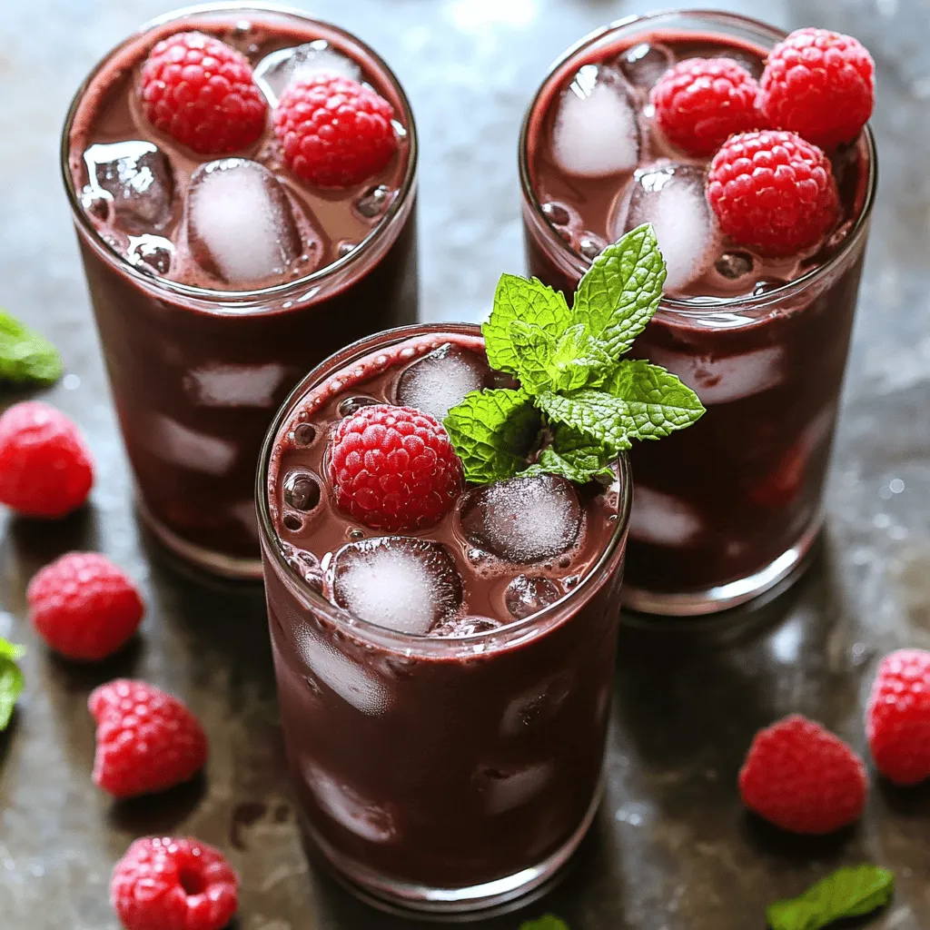 To make the Dark Chocolate Raspberry Refresher, gather these simple items: - 1 cup fresh raspberries, cleaned - 1 cup unsweetened almond milk (or your preferred milk) - 2 tablespoons dark cocoa powder - 2 tablespoons honey or maple syrup (adjust according to sweetness preference) - 1/2 teaspoon pure vanilla extract - 1/4 cup Greek yogurt (optional, for added creaminess) - Ice cubes, as needed - Fresh mint leaves, for garnish You can swap certain ingredients for others. If you don’t have fresh raspberries, use frozen ones. They work well too! For milk, any type like oat or coconut will do. If you want a vegan option, pick maple syrup instead of honey. If you lack Greek yogurt, try a dairy-free yogurt or skip it altogether. When selecting raspberries, look for ones that are plump and bright. Avoid mushy or dull berries. For cocoa powder, pick a brand labeled as "dark" for richer flavor. Always choose pure vanilla extract over imitation for a better taste. When it comes to milk, organic options often taste fresher and creamier. To start, gather your ingredients. You will need: - 1 cup fresh raspberries, cleaned - 1 cup unsweetened almond milk (or your preferred milk) - 2 tablespoons dark cocoa powder - 2 tablespoons honey or maple syrup - 1/2 teaspoon pure vanilla extract - 1/4 cup Greek yogurt (optional) - Ice cubes, as needed - Fresh mint leaves, for garnish First, rinse the fresh raspberries under cold water. Make sure to clean them well. After washing, gently pat them dry with a paper towel. This helps remove excess water. Next, place all the ingredients into a high-speed blender. Add the rinsed raspberries, almond milk, dark cocoa powder, honey or maple syrup, vanilla extract, and Greek yogurt if you want creaminess. Now, toss in a handful of ice cubes. This step makes your drink cold and refreshing. Blend everything on high speed until the mixture is smooth. After blending, taste your drink. If you want it sweeter, add more honey or maple syrup. Blend again for a few more seconds until fully mixed. Pour the mixture into pre-chilled glasses. Fill each glass halfway to leave room for garnish. For a nice touch, add a few whole raspberries on top of each drink. Finish by adding a sprig of fresh mint to each glass. This makes your Dark Chocolate Raspberry Refresher look beautiful and fresh. Serve right away for the best taste! To get a smooth drink, blend well. Start with fresh raspberries and use a high-speed blender. If you add Greek yogurt, it makes the drink creamier. Blend until there are no lumps. If it feels too thick, add more almond milk. This keeps your refresher light and frosty. Sweetness is key for balance. Start with two tablespoons of honey or maple syrup. After blending, taste your drink. If you want it sweeter, add more syrup, but do it in small amounts. Blend again to mix well. This way, you control how sweet your drink is. Serve your Dark Chocolate Raspberry Refresher in chilled glasses. This keeps it cool longer. Top each glass with whole raspberries and a mint sprig. This adds color and makes it look fancy. You can also use colorful straws for fun. Sharing this drink? Make sure to garnish each glass for a wow factor. {{image_4}} You can make this drink even better by adding other fruits. Try strawberries, blueberries, or bananas. These fruits mix well with raspberries. They can add more flavor and sweetness. Just remember to keep the same amount of liquid. You can blend them in with the raspberries for a new twist. If you want a dairy-free drink, almond milk is a great choice. You can also use oat milk or coconut milk. These options give a creamy taste without dairy. Each type of milk adds a unique twist. Choose the one you love most for the best flavor. Want to spice up your Dark Chocolate Raspberry Refresher? You can add a pinch of cinnamon or nutmeg. These spices bring warmth and depth. You might also try almond or peppermint extract. Just a few drops can change the whole drink. Experiment to find your favorite flavor combination! If you have any of the Dark Chocolate Raspberry Refresher left, store it in the fridge. Use an airtight container to keep it fresh. This drink tastes best when enjoyed right away, but you can keep it for up to two days. Before serving, give it a quick stir or blend again for the best texture. You don't need to heat this drink. It’s meant to be cold and refreshing. If you try to warm it, the texture may change. Instead, enjoy it chilled right from the fridge. Most of the ingredients have a good shelf life: - Fresh raspberries: Use within 1-3 days of purchase for the best flavor. - Almond milk: Check the expiration date on the carton. It usually lasts about a week after opening. - Dark cocoa powder: Store in a cool, dry place. It can last for up to two years. - Honey or maple syrup: Both can last indefinitely if stored properly. - Greek yogurt: Usually good for about 1-2 weeks after opening. Using fresh ingredients ensures a tasty drink. For the full recipe, check the main section. Enjoy your refresher! Yes, you can make this drink ahead of time. I recommend blending it and storing it in the fridge. Just be sure to use a sealed container. This drink tastes best when cold and fresh. If you plan to enjoy it later, give it a quick stir before serving. Definitely! Frozen raspberries work perfectly in this drink. They add a nice chill and a great flavor. Just toss them in the blender without thawing. You might need to add a bit more sweetener if they taste less sweet. If you want a different flavor, you can use carob powder instead of cocoa. It gives a unique taste that pairs well with raspberries. Another option is to use chocolate syrup for a sweeter drink. Just remember to adjust the sweetness as needed. For the complete recipe, check out the Full Recipe section above! This article explored how to make a delicious drink. We started with choosing the right ingredients and their substitutions. I shared steps for preparation and blending. You learned tips for texture and presentation. We also looked at fun variations and how to store leftovers. In summary, making this drink is easy and fun. Try new flavors and enjoy it your way!