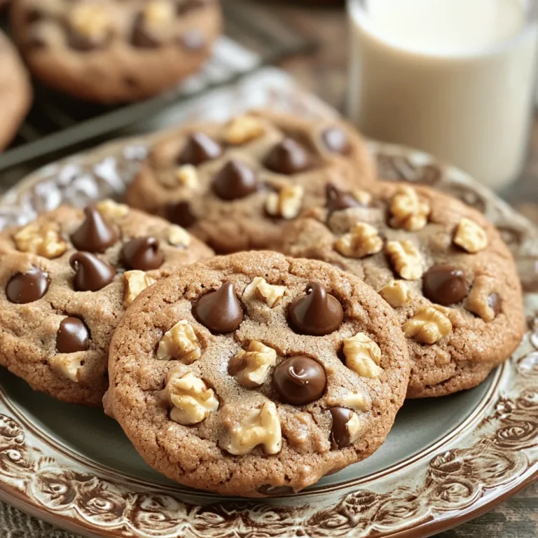 To make vegan chocolate chip cookies, you need some simple and delicious ingredients. Here’s what you will need: - 1 cup almond butter - 1/2 cup coconut sugar - 1/4 cup pure maple syrup - 1/4 cup unsweetened applesauce - 1 teaspoon pure vanilla extract - 1 teaspoon baking soda - 1/2 teaspoon sea salt - 1 1/2 cups all-purpose flour - 1/2 cup vegan chocolate chips - 1/4 cup chopped walnuts (optional) These ingredients work together to create a soft and chewy cookie. They provide great flavor and texture. If you don’t have almond butter, you can use peanut butter or sunflower seed butter. Coconut sugar can be swapped with brown sugar if needed. Maple syrup adds sweetness, but you can use agave nectar in its place. Unsweetened applesauce is great for moisture, but you can also use mashed banana for a twist. - Almond Butter: Packed with healthy fats and protein, almond butter helps keep you full. - Coconut Sugar: This sugar has a lower glycemic index than regular sugar, which is better for blood sugar levels. - Maple Syrup: A natural sweetener, maple syrup contains minerals like manganese and zinc. - Unsweetened Applesauce: Low in calories, it adds moisture without extra fat. - Vegan Chocolate Chips: These provide antioxidants and a delicious, sweet touch. - Chopped Walnuts: They add healthy omega-3 fatty acids and a nice crunch. These ingredients not only taste great, but they also offer health benefits. This is what makes vegan chocolate chip cookies a smart treat. For the complete recipe, check out the Full Recipe. Start by preheating your oven to 350°F (175°C). This step is important. It ensures your cookies bake evenly. Next, prepare a baking sheet. Line it with parchment paper. This helps prevent the cookies from sticking. In a large mixing bowl, add the almond butter. Then, pour in the coconut sugar and pure maple syrup. Next, add the unsweetened applesauce and vanilla extract. Stir these ingredients together until the mixture is smooth. You want a creamy texture for the best flavor. Now, sprinkle the baking soda and sea salt into the bowl. Mix these dry ingredients into the wet mixture. This step is key for proper rising. Once combined, gradually add the all-purpose flour. Mix gently until a dough forms. The dough should be soft but not sticky. Use a tablespoon to scoop the dough. Roll each portion into a ball. Place these balls on the prepared baking sheet. Make sure to leave space between each cookie. This allows them to spread while baking. Bake your cookies for 10 to 12 minutes. Look for golden edges and soft centers. After baking, remove the sheet from the oven. Let the cookies cool on the baking sheet for 5 minutes. This helps them set. Then, transfer them to a wire rack. Cooling completely on the rack gives the best texture. Enjoy your homemade cookies! When making vegan chocolate chip cookies, avoid common errors. First, don’t skip the baking soda; it helps the cookies rise. Next, measure your flour correctly. Too much flour can make cookies dry. Also, don’t overmix the dough after adding the flour; this can lead to tough cookies. Lastly, remember to cool the cookies on a wire rack. This helps them keep their soft texture. To get the best texture, use almond butter that is smooth and creamy. This helps create a soft dough. Also, leave the cookies slightly underbaked. The centers will continue to cook as they cool. For a chewier cookie, let the dough rest for at least 30 minutes before baking. This allows the flavors to meld and improves the texture. You can enhance flavor and texture easily. Add a pinch of cinnamon for warmth. Substituting half of the almond butter with peanut butter adds a unique taste. For extra crunch, mix in chopped walnuts or pecans. If you like a sweeter cookie, try adding a bit more maple syrup. For a fun twist, add a splash of almond extract along with vanilla. Follow the [Full Recipe] for more details on making these delicious cookies! {{image_4}} You have many choices for vegan chocolate chips. You can use dark, semi-sweet, or even dairy-free white chocolate chips. Each type brings a unique flavor to your cookies. Dark chocolate chips add rich, deep notes. Semi-sweet gives a balanced taste. Dairy-free white chocolate chips offer a sweet, creamy touch to the mix. You can even experiment with flavored chips, like mint or orange, for fun twists. Want to spice up your cookies? Here are some great add-ins: - Nuts: Chopped walnuts or pecans add crunch and taste. - Dried fruits: Raisins, cranberries, or cherries give sweetness and chewiness. - Seeds: Chia seeds or flaxseeds boost nutrition and texture. - Spices: Cinnamon or nutmeg can add warmth and depth. - Coconut: Shredded coconut gives a tropical hint. Feel free to mix and match. Each add-in can change the cookie's texture and flavor, making each batch special. If you need a gluten-free option, it’s simple! Replace all-purpose flour with gluten-free flour blends. Look for blends that include rice flour, almond flour, or coconut flour. These alternatives work well and keep your cookies soft. Just remember to check your chocolate chips too. Some brands may contain gluten. For a gluten-free version, the Full Recipe remains the same, just swap the flour. This way, you can enjoy delicious vegan chocolate chip cookies without worry! To keep your vegan chocolate chip cookies fresh, store them in an airtight container. This helps prevent them from drying out. Place a piece of parchment paper between layers to keep them soft. Store them at room temperature for up to one week. You can freeze these cookies for longer storage. First, let them cool completely. Then, place them in a single layer on a baking sheet. Freeze until solid, about one hour. After that, transfer them to a freezer-safe bag. They will stay good for up to three months. When you're ready to eat, just thaw them at room temperature. These cookies can last for up to one week at room temperature. If you freeze them, they can last three months. However, the best taste is within the first few days. For the freshest flavor, enjoy them soon after baking. For more on this recipe, check out the Full Recipe. Yes, you can use other nut butters. Peanut butter or cashew butter works well. They add their own flavor, so choose one you like. Make sure it’s smooth and creamy. This will help keep the cookies soft and chewy. These cookies are vegan because they don't use any animal products. Instead of butter, we use almond butter. We replace eggs with applesauce. Coconut sugar and maple syrup are great sweeteners. This makes the cookies both tasty and plant-based. Watch the edges of the cookies. They should turn golden brown. The centers will look soft but set. If they seem too shiny, give them a minute more. Remember, they firm up as they cool. Absolutely! You can use agave syrup or brown sugar. Just make sure the amount is similar to what the recipe calls for. Each sweetener may change the cookie's taste and texture a bit, but they will still be yummy. These cookies are a healthier choice than regular cookies. They have less refined sugar and use almond butter, which is full of good fats. While they are still a treat, they can fit into a balanced diet. Enjoy them in moderation! You learned how to make tasty vegan cookies using simple steps. We covered key ingredients, their benefits, and easy substitutions. I shared tips to avoid mistakes and enhance flavor. You also discovered variations for different tastes and how to store your cookies properly. In the end, vegan cookies can taste great and be good for you. Enjoy baking and sharing your creations!