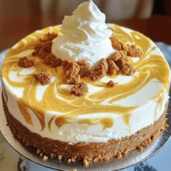 To create a Biscoff cheesecake, you will need the following ingredients: - 1 cup Biscoff cookie crumbs - 4 tablespoons unsalted butter, melted - 16 oz cream cheese, softened to room temperature - 1 cup powdered sugar - 1 teaspoon vanilla extract - 1 cup heavy whipping cream - 1/2 cup Biscoff spread - Whipped cream for topping - Extra Biscoff cookies for garnish These ingredients come together to create a creamy, rich dessert that is sure to impress. Each component plays a key role in building flavor and texture. The Biscoff cookie crumbs form a delicious base, while the cream cheese and whipping cream create a light and airy filling. Biscoff spread adds a unique taste that many love. Don't forget the whipped cream and extra cookies for the perfect finish! For the full recipe, you can check out the details above. Start by mixing 1 cup of Biscoff cookie crumbs with 4 tablespoons of melted butter. Stir until every crumb is coated. Then, press this mixture into the bottom of a 9-inch springform pan. Make sure it's even and packed tightly. Place the pan in the fridge while you make the filling, so it sets nicely. In a large bowl, beat 16 oz of softened cream cheese until it's smooth. This should take about 2 to 3 minutes. Next, add 1 cup of powdered sugar a little at a time. Keep mixing until the sugar is fully combined, and the mixture is creamy. Now it's time for flavor! Mix in 1 teaspoon of vanilla extract and 1/2 cup of Biscoff spread. Blend until everything is smooth and well combined. The Biscoff spread adds a rich taste that pairs perfectly with the cream cheese. In a separate bowl, beat 1 cup of heavy whipping cream until you see soft peaks. This takes about 3 to 5 minutes. Gently fold the whipped cream into the cream cheese mixture. Be careful, as you want to keep the air in the whipped cream for a light texture. Pour the cheesecake filling over the crust in the springform pan. Use a spatula to smooth the top. Cover the pan and place it in the fridge. Let it chill for at least 4 hours, but overnight is better for a firmer texture. When the cheesecake is set, carefully remove it from the springform pan. Top it with a generous dollop of whipped cream and sprinkle extra Biscoff cookies on top for garnish. This adds both flavor and a beautiful look. For the *Full Recipe*, check the earlier section to gather all the ingredients and their exact measurements. To get creamy cheesecake, start with soft cream cheese. Leave it out for at least an hour before mixing. This helps it blend smoothly. If you’re in a hurry, cut it into smaller pieces to soften faster. When whipping your cream, avoid over-mixing. Stop as soon as you see stiff peaks. If you mix too long, the cream can turn grainy. Gently fold the whipped cream into the cream cheese mixture. This keeps it light and airy. Biscoff cheesecake pairs well with coffee or tea. A glass of cold milk also works great. For gatherings, cut small slices. This way, everyone can enjoy a taste. You can serve it on a pretty platter for a nice touch. Make your cheesecake look special with creative plating. Use a squeeze bottle to drizzle Biscoff spread in fun patterns. You can also add whole Biscoff cookies on top for a nice look. This adds a nice crunch and a pop of color. {{image_4}} You can switch up the crust flavor by using different cookies. Try Oreos, graham crackers, or even gingersnaps. Each option adds its own unique taste. For the cheesecake filling, mix in flavors like almond extract or cocoa powder for a twist. You can also add a splash of coffee for a mocha vibe. The key is to balance the flavors with the Biscoff spread. If you need a gluten-free version, use gluten-free cookies for the crust. Many brands offer gluten-free options that taste just as good. For a vegan approach, substitute cream cheese with a plant-based cream cheese. Use coconut cream or a vegan whipped topping instead of heavy cream. These swaps keep the dessert creamy without dairy. Adding fresh fruits makes the cheesecake more vibrant. Sliced strawberries or blueberries add a pop of color and flavor. For the holidays, top with festive decorations. Use crushed candy canes in winter or caramel drizzle in fall. You can create a theme for any season with these fun toppings. To store leftovers properly, cover the cheesecake tightly with plastic wrap or foil. This keeps it fresh and prevents it from absorbing other odors. You can also use an airtight container. For short-term storage, a glass or plastic container works great. Make sure it seals well to keep moisture in. Can you freeze Biscoff cheesecake? Yes, you can! First, let the cheesecake cool completely. Then, slice it into pieces. Wrap each slice in plastic wrap and then in foil. This helps prevent freezer burn. To thaw, place the slices in the fridge overnight. For serving, I recommend letting it sit at room temperature for about 15 minutes. In the refrigerator, Biscoff cheesecake lasts about 4 to 5 days. Keep an eye on it and check for signs of spoilage. Look for changes in texture or odor. If it smells sour or has a watery layer, it’s time to toss it out. Enjoy your creamy dessert delight while it’s fresh! Making Biscoff cheesecake takes about 20 minutes of prep time. You must chill it for at least 4 hours. For the best taste, I suggest letting it chill overnight. This wait allows the flavors to mix well and the cheesecake to set perfectly. Yes, you can use homemade Biscoff cookies! They add a personal touch to your cheesecake. Just make sure they are similar in flavor and texture to store-bought ones. If you bake your own, let them cool completely before using them in the crust. Biscoff spread is a creamy spread made from crushed Biscoff cookies. It has a sweet, spiced flavor that pairs well with many desserts. You can use it in baking, as a topping, or even in smoothies. It adds a delicious richness to your cheesecake. To make a no-bake version, you can skip the oven. Just mix the filling as usual and set it in the fridge. You may want to increase the amount of whipped cream to help it hold its shape. This makes the cheesecake even creamier and easier to prepare. You can find Biscoff cookies and spread at most grocery stores. They are often located in the baking aisle or snack section. You can also buy them online at sites like Amazon. Look for special deals or bulk options for the best prices. This blog post covered everything you need to make a delicious Biscoff cheesecake. From gathering ingredients to tips for perfect texture, I aimed to give you clear steps to follow. Remember, it’s not just about taste; presentation matters too. Feel free to experiment with variations and adapt the recipe to your needs. Storing leftovers is important, so use proper guidelines. There’s joy in creating and sharing this dessert. Enjoy each slice and make sweet memories with family and friends!