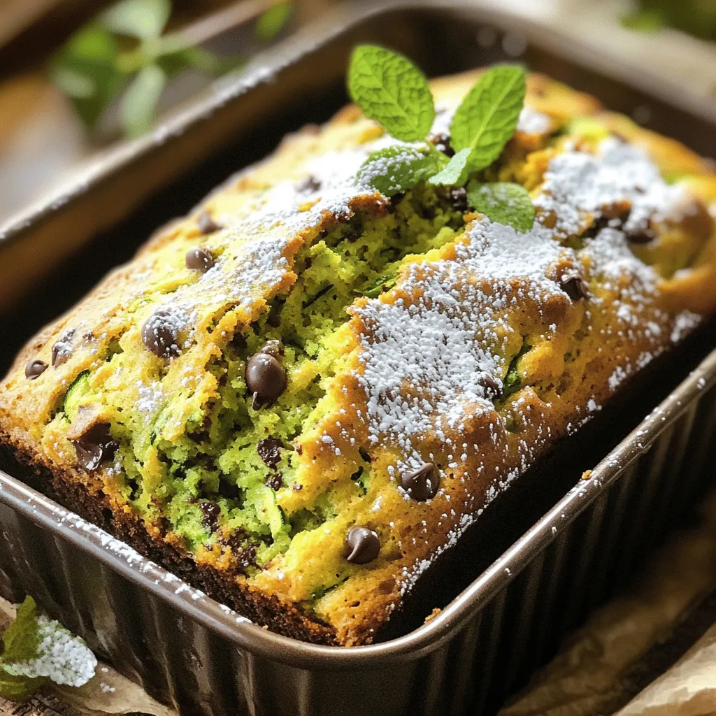 This zucchini bread recipe combines simple, fresh ingredients for a moist and tasty treat. The key is to use ripe zucchini and balance the sweetness. - 2 cups all-purpose flour - 2 cups grated zucchini - 3/4 cup granulated sugar - 1/4 cup brown sugar - 1/2 cup chopped nuts - 1/2 cup chocolate chips Using all-purpose flour gives the bread a nice texture. Grated zucchini adds moisture and flavor. The mix of granulated and brown sugars creates a rich sweetness. For extra crunch, consider adding chopped nuts like walnuts or pecans. If you love chocolate, throw in chocolate chips for a sweet surprise. Both add-ins enhance the flavor and make each slice special. Feel free to experiment with these ingredients. Your zucchini bread can reflect your taste and style. This recipe is flexible, so enjoy making it your own! For the full details on how to create this delicious zucchini bread, check the Full Recipe. - Prepping the loaf pan Start by preheating your oven to 350°F (175°C). Grease a 9x5-inch loaf pan with cooking spray or butter. You can also line it with parchment paper. This helps with easy removal later. - Mixing dry ingredients In a large mixing bowl, combine the dry ingredients. Whisk together 2 cups of all-purpose flour, 1 teaspoon of baking soda, 1/2 teaspoon of baking powder, 1 teaspoon of ground cinnamon, 1/2 teaspoon of nutmeg (if you like), and 1/2 teaspoon of salt. Make sure everything is mixed well and free of lumps. - Steps to mix sugars, oil, and eggs In a separate bowl, mix your wet ingredients. Combine 3/4 cup of granulated sugar, 1/4 cup of brown sugar, and 1/2 cup of vegetable oil. Add in 3 large eggs and 1 teaspoon of vanilla extract. Whisk until the mixture is smooth and creamy. - Folding in zucchini and dry ingredients Gently fold 2 cups of grated zucchini into the wet mixture. Then, gradually add the dry ingredients to the wet mixture. Use a spatula or wooden spoon and mix just until combined. A few small lumps are fine; overmixing makes the bread dense. - Baking time and tips If you want, you can fold in 1/2 cup of chopped walnuts or chocolate chips now. Pour the batter into your prepared loaf pan. Smooth the top with a spatula. Bake in the preheated oven for 50-60 minutes. Check for doneness by inserting a toothpick in the center. It should come out clean or with a few moist crumbs. After baking, let the zucchini bread cool in the pan for about 10 minutes. Then, transfer it to a wire rack to cool completely. You can find the Full Recipe for more details. To make the best zucchini bread, avoid overmixing. When you mix the wet and dry ingredients, do it gently. Overmixing can make the bread dense and tough. Aim for a few small lumps in the batter. This will help keep your zucchini bread light and fluffy. You can easily adjust the spices for more flavor. Consider adding more cinnamon or nutmeg if you like a warm taste. If you want a unique twist, try adding a pinch of ginger or allspice. These spices can elevate your bread and make it even more delicious. To test for doneness, use a toothpick. Insert it into the center of the bread. If it comes out clean or with just a few crumbs, the bread is ready. If it has wet batter on it, bake a little longer. This simple test can prevent a soggy loaf and ensure a perfect zucchini bread every time. For the full recipe, check the Ultimate Zucchini Bread 🥒. {{image_4}} You can make zucchini bread healthier with some simple swaps. Whole wheat flour adds fiber and nutrients. It gives a nutty flavor too. You can also reduce the sugar. Using less granulated sugar or brown sugar makes the bread less sweet. Try cutting the sugar by a third. It still tastes great! Adding spices can change the flavor of your zucchini bread. Nutmeg gives it a warm, cozy taste. A splash of vanilla makes it smell amazing. You can experiment with different spices. Just remember, a little goes a long way! Mix-ins can make your zucchini bread unique. Chopped nuts like walnuts or pecans add a nice crunch. Dried fruits, such as raisins or cranberries, add sweetness and chewiness. You can also toss in chocolate chips for a fun treat. Each mix-in brings its own special flavor. Choose your favorites and have fun! For the complete recipe, check out the Full Recipe. To keep your zucchini bread fresh, I recommend storing it in an airtight container. This method prevents moisture loss and keeps the bread soft. You can refrigerate it for up to a week. If you want to store it longer, wrap it tightly in plastic wrap and place it in a freezer bag. This way, it can last for about three months in the freezer. Zucchini bread has a good shelf life if stored correctly. In the fridge, it lasts about 5 to 7 days. When frozen, it stays fresh for up to three months. Just remember to label your containers with the date. This helps you know when to enjoy it. When you want to enjoy your zucchini bread again, there are easy ways to warm it up. You can use a toaster oven or a regular oven. Preheat the oven to 350°F (175°C). Place the slices on a baking sheet and heat for about 10 minutes. This method keeps the bread soft and enhances its flavor. If you’re in a hurry, you can also microwave it for 15 to 20 seconds. Just be careful not to overheat, as it may dry out. Enjoy your delicious zucchini bread warm! Yes, you can use frozen zucchini. Just thaw it first and drain excess water. Frozen zucchini works well in this recipe. It saves time and keeps the flavor rich. Make sure to measure it after draining. This helps keep your bread from getting too wet. This recipe is the best for several reasons. First, it has a perfect mix of spices. The cinnamon and nutmeg add warmth and depth. Second, the blend of sugars gives a nice sweetness. You can also add nuts or chocolate chips for extra crunch. The zucchini keeps the bread moist and soft. With all these flavors, it’s hard to resist a slice. To check if the bread is done, insert a toothpick into the center. If it comes out clean or with a few crumbs, it’s ready! The top should be golden brown and spring back when you touch it. If the toothpick comes out wet, bake for a few more minutes. It’s best to check often to avoid overbaking. This blog post covered the essential ingredients and clear steps for making delicious zucchini bread. From mixing wet and dry ingredients to helpful baking tips, you are now ready to create your own loaf. Remember, don’t overmix to keep it fluffy, and feel free to try different add-ins for extra flavor. Store it right for lasting freshness. With this guidance, you can enjoy baking zucchini bread, savor unique flavors, and share with others. Enjoy your baking adventure!