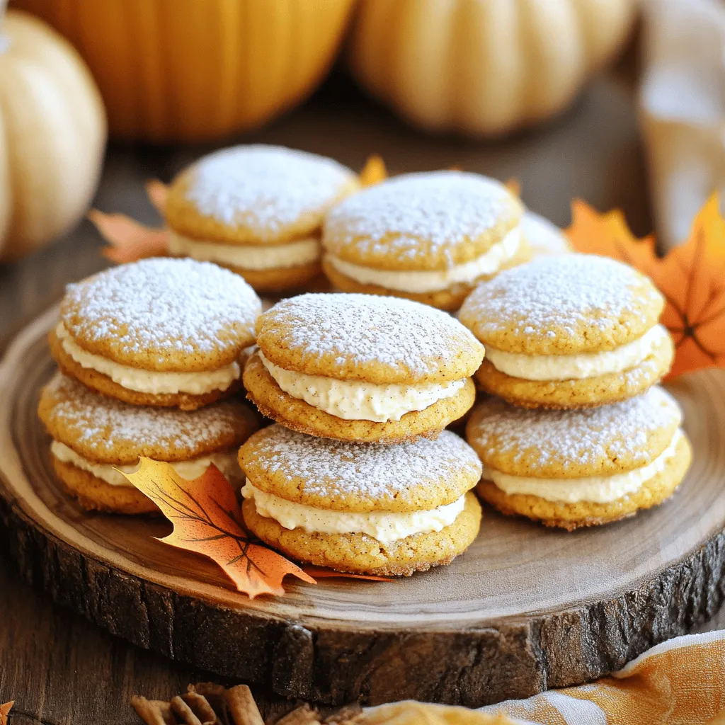 To create delicious pumpkin cheesecake cookies, you need fresh ingredients that blend perfectly. Here's what you'll need: - 1 cup all-purpose flour - 1/2 teaspoon baking soda - 1/2 teaspoon baking powder - 1/4 teaspoon salt - 1 teaspoon ground cinnamon - 1/2 teaspoon ground nutmeg - 1/4 teaspoon ground ginger - 1/2 cup unsalted butter, softened to room temperature - 1/2 cup granulated sugar - 1/4 cup packed brown sugar - 1 large egg, at room temperature - 1 teaspoon vanilla extract - 1/2 cup pure pumpkin puree (not pumpkin pie filling) - 1/2 cup cream cheese, softened - 1/4 cup powdered sugar - 1 teaspoon vanilla extract (for the cream cheese filling) - Optional: 1/2 cup chocolate chips or chopped nuts, for added texture These ingredients come together to create a delightful mix of flavors. The spices like cinnamon and nutmeg add warmth, while the cream cheese filling gives a rich taste. The optional chocolate chips or nuts can add a nice crunch, making each bite even more enjoyable. Be sure to check out the Full Recipe for detailed steps! 1. Preheat your oven to 350°F (175°C). This step is key for even baking. 2. Line your baking sheet with parchment paper. This will help the cookies not to stick. 3. In a medium bowl, whisk together the flour, baking soda, baking powder, salt, cinnamon, nutmeg, and ginger. Make sure they are mixed well. 4. In a large bowl, cream the softened butter, granulated sugar, and brown sugar. Use an electric mixer for about 2-3 minutes. The mix should be fluffy and smooth. 5. Add in the egg and 1 teaspoon of vanilla extract. Blend until thick and creamy. 6. Gently fold in the pumpkin puree. Stir until everything is smooth and well mixed. 7. Gradually add the dry mixture to the wet mixture. Stir gently until just combined. If using, fold in chocolate chips or nuts now. 8. In a small bowl, mix the cream cheese, powdered sugar, and another teaspoon of vanilla. Beat until creamy and smooth. This will be your cheesecake filling. 1. Scoop cookie dough onto the prepared baking sheet. Use a tablespoon for even sizes. 2. Make a small indentation in each dough mound using your thumb or a spoon. 3. Spoon about a teaspoon of cream cheese filling into each indent. Top with another spoonful of cookie dough to cover. 4. Bake the cookies for 12-15 minutes. Look for a light golden brown color. 5. Once done, cool the cookies on the sheet for 5 minutes. Transfer them to a wire rack to cool completely. By following these steps, you create cookies that burst with flavor. For the full recipe, check the details above. To make your cookies fluffy and soft, use room-temperature butter and eggs. This helps the ingredients blend well. When mixing, use a hand mixer to cream the butter and sugars until light and fluffy. This usually takes about 2 to 3 minutes. Be careful not to over-mix your dough after adding the dry ingredients. Stir just until combined for the best texture. To avoid common baking mistakes: - Always measure flour correctly. Too much flour can make cookies dry. - Use fresh baking powder and baking soda. Old leavening agents won't help cookies rise. - Don’t skip lining your baking sheet with parchment paper. It keeps cookies from sticking. For special occasions, present your cookies on a colorful platter. Dust them with powdered sugar for a sweet finish. You could also sprinkle some cinnamon for that extra touch of flavor. Pair these cookies with a warm cup of chai or apple cider. They also go well with a scoop of vanilla ice cream for a tasty dessert. Consider serving them at autumn gatherings or holiday parties. The flavors fit perfectly with seasonal treats. If you want to explore more, check out the Full Recipe for additional tips and ideas. {{image_4}} You can change the flavor of pumpkin cheesecake cookies in fun ways. One option is to add nuts. Chopped walnuts or pecans give a nice crunch. You can also mix in chocolate chips for a sweet surprise. For a spicier twist, try adding a dash of cloves or allspice. Seasonal changes can also inspire your cookie recipe. In winter, add peppermint extract for a festive vibe. In spring, you might want to swap pumpkin for fresh fruit, like mashed bananas or applesauce. Each change can give you a new taste experience. If you need gluten-free cookies, use almond flour or a gluten-free blend instead of all-purpose flour. These options can make your cookies lighter and more chewy. For vegan cookies, replace butter with coconut oil and the egg with a flaxseed mixture. Mix one tablespoon of flaxseed meal with three tablespoons of water and let it sit until thick. Keep in mind that these changes can affect the taste and texture. Gluten-free flour may make your cookies denser. Vegan options can make them softer, so adjust your baking time slightly. You can still enjoy delicious pumpkin cheesecake cookies with these simple swaps! For the complete recipe, check the Full Recipe section. To keep your pumpkin cheesecake cookies fresh, store them in an airtight container. Line the container with parchment paper. This helps absorb moisture and keeps the cookies from getting soggy. If you want to freeze the cookies, place them in a single layer on a baking sheet. Once frozen, transfer them to a freezer-safe bag. This method prevents them from sticking together. These cookies stay fresh for about a week when stored correctly. After that, they may start to lose their soft texture. You might notice a change in flavor too, as the spices can become less vibrant over time. If frozen, the cookies can last up to three months without losing taste. Just remember to thaw them in the fridge before enjoying. For the full recipe, check out my detailed guide on pumpkin cheesecake cookies. What is the best way to soften cream cheese? The best way to soften cream cheese is to leave it at room temperature for about 30 minutes. If you need it faster, you can cut it into small cubes and microwave it for 10-15 seconds. This method helps avoid melting, keeping it perfect for mixing. Can I make the dough ahead of time? Yes, you can make the dough ahead of time. After mixing, wrap it tightly in plastic wrap and store it in the fridge for up to three days. You can also freeze the dough for up to three months. Just thaw it in the fridge before baking. Why are my cookies spreading too much? Cookies may spread too much if your butter is too warm or if there is too much sugar in the mix. To fix this, chill the dough for at least 30 minutes before baking. This helps the cookies hold their shape better. What can I do if my cookies are too dry? If your cookies turn out too dry, it could be because of overbaking or not enough fat. To fix this next time, check them a minute or two early and add a bit more butter or pumpkin puree to the dough. Can I use pumpkin pie filling instead of pure pumpkin puree? No, you should not use pumpkin pie filling instead of pure pumpkin puree. Pumpkin pie filling has added sugars and spices, which can change the taste and texture of your cookies. Are there any substitutions for unsalted butter? Yes, you can use salted butter instead of unsalted butter. Just reduce the added salt in the recipe by a pinch. You can also use coconut oil or margarine as alternatives, but they may slightly change the flavor. You learned how to bake cookies from start to finish. We covered each ingredient, the steps to prepare, and how to bake them right. I shared helpful tips to make your cookies fluffy, serve them well, and add fun flavors. You now know how to store your cookies to keep them fresh and ways to troubleshoot common issues. Remember, baking is not just a task; it's a fun way to share joy. Enjoy your cookie-making adventure!