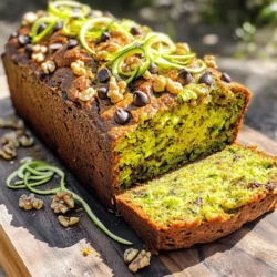 - 2 medium zucchinis, grated - 1 cup granulated sugar - 1/2 cup packed brown sugar - 3 large eggs - 1/2 cup vegetable oil - 1 teaspoon pure vanilla extract - 2 cups all-purpose flour - 1 teaspoon baking soda - 1/2 teaspoon baking powder - 1 teaspoon ground cinnamon - 1/4 teaspoon ground nutmeg - 1/2 teaspoon salt - 1 cup chopped walnuts (optional) - 1/2 cup chocolate chips (optional) I love using fresh zucchinis for this recipe because they add moisture. Grating them makes the bread soft and tasty. The mix of granulated and brown sugar gives a rich flavor. If you want a lighter bread, use less sugar. You will need some eggs for binding. Vegetable oil keeps the bread moist and tender. Vanilla extract adds depth to the flavor. Combine the dry ingredients like flour, baking soda, and spices. Ground cinnamon and nutmeg bring warmth. Adding salt boosts all the flavors. Feel free to add walnuts or chocolate chips to make the bread even more delightful. You can adjust the amount based on your taste. - Mixing bowls - Loaf pan - Whisk - Spatula - Grater Gather your kitchen tools before starting. Mixing bowls help keep things tidy. A loaf pan is essential for shaping the bread. A whisk will blend the wet ingredients well. A spatula is perfect for mixing and pouring. Don't forget a grater for the zucchinis! Check out the Full Recipe for a detailed list and cooking tips! - Preheat the Oven: Start by preheating your oven to 350°F (175°C). This step is key for even baking. Prepare a 9x5 inch loaf pan by greasing it or lining it with parchment paper. This makes for easy removal later. - Prepare the Zucchini Mixture: In a large mixing bowl, combine 2 medium zucchinis, grated, with 1 cup of granulated sugar and 1/2 cup of packed brown sugar. Mix well. Let this sit for about 10 minutes. This helps bring out the zucchini’s moisture, making your bread moist and tasty. - Combine Eggs, Oil, and Vanilla: In a separate bowl, whisk together 3 large eggs, 1/2 cup of vegetable oil, and 1 teaspoon of pure vanilla extract. Blend until smooth. This creates a rich flavor base for your bread. - Sift and Mix Dry Ingredients: In another bowl, sift together 2 cups of all-purpose flour, 1 teaspoon of baking soda, 1/2 teaspoon of baking powder, 1 teaspoon of ground cinnamon, 1/4 teaspoon of ground nutmeg, and 1/2 teaspoon of salt. Sifting ensures even distribution of the leavening agents and spices for a fluffy texture. - Combine Wet and Dry Mixtures: Gradually add the dry ingredients to the zucchini mixture. Stir gently with a spatula or wooden spoon until just combined. Avoid overmixing; this keeps your zucchini bread light and fluffy. - Transfer to Pan and Bake: If you want, fold in 1 cup of chopped walnuts and/or 1/2 cup of chocolate chips at this stage. Pour the batter into the prepared loaf pan. Smooth the top with a spatula and sprinkle some extra walnuts or chocolate chips on top. Place the loaf pan in the preheated oven and bake for 50-60 minutes. Check with a toothpick; it should come out clean with a few moist crumbs. Proper Zucchini Preparation Start with fresh zucchinis. Wash them well and grate them using a box grater. I often leave the skin on for added texture and nutrients. After grating, place the zucchini in a clean towel. Squeeze out excess moisture gently. This step is key to avoid a soggy bread. Avoid Overmixing Mix your batter gently. Overmixing can make your bread tough. Once you combine wet and dry ingredients, stop stirring as soon as you see no dry flour. This keeps your zucchini bread light and airy. Oven Calibration Always check your oven's temperature. An oven thermometer can help ensure accuracy. If your oven runs hot or cold, adjust the baking time. This way, your bread bakes evenly. Toothpick Test Use a toothpick to check doneness. Insert it into the center of the bread. If it comes out clean or with a few moist crumbs, your bread is ready. This simple test helps guarantee perfect results. Best Serving Practices Slice your zucchini bread while it is still warm. This makes for a soft, easy cut. Serve it with a pat of butter or cream cheese on top. Ideal Pairings Pair your zucchini bread with coffee or tea for a delightful snack. You could also enjoy it with a side of fresh fruit. This adds color and flavor to your meal. For more ideas, check the Full Recipe for creative serving suggestions. {{image_4}} Substituting Sugar with Natural Sweeteners You can swap out granulated sugar for natural sweeteners. Options like honey or maple syrup work well. These sweeteners add a unique flavor. Use about 3/4 cup of honey for 1 cup of sugar. Remember, honey makes the bread more moist, so reduce the liquid slightly. Using Whole Wheat Flour Whole wheat flour is a great choice for a healthier bread. It adds fiber and nutrients. You can use half whole wheat and half all-purpose flour for a nice balance. This change gives a deeper, nuttier taste to your zucchini bread. Adding Spices like Ginger or Cloves Spices can take your zucchini bread to the next level. A teaspoon of ground ginger or cloves adds warmth and depth. You can mix and match spices to find your favorite flavor combo. Just a little can make a big difference. Incorporating Dried Fruits Dried fruits like raisins or cranberries add sweetness and texture. Fold in about 1/2 cup of your favorite dried fruit. This twist gives the bread a fun surprise in each bite. Creative Toppings and Spreads Top your warm bread with cream cheese or a sprinkle of nuts. A light spread of butter can enhance the flavor too. You might try a drizzle of honey on top for extra sweetness. These toppings make every slice special. Decorative Serving Tips Serve your zucchini bread on a colorful platter. Adding fresh herbs or thin zucchini ribbons can make it pretty. A simple touch can turn a delicious loaf into an eye-catching centerpiece. To keep your zucchini bread fresh, you can store it at room temperature or in the fridge. If you plan to eat it within a couple of days, wrap it in plastic wrap or foil. This keeps the bread moist. For longer storage, place it in the refrigerator. This helps it stay fresh up to a week. Freezing is a great way to save zucchini bread for later. Here are the best practices: - Wrap it Well: Once cooled, wrap the bread tightly in plastic wrap. Then, place it in a freezer bag. This prevents freezer burn. - Label and Date: Always label your bread with the date. It helps you know when to use it. Thawing Instructions: To thaw, remove the bread from the freezer. Keep it wrapped and let it sit in the fridge overnight. If you need it fast, you can leave it out at room temperature for about two hours. The shelf life of zucchini bread depends on storage. At room temperature, it lasts about 3-4 days. In the fridge, it stays fresh for up to a week. If frozen, you can keep it for 2-3 months. Enjoy your delicious zucchini bread for as long as possible! For the full recipe, check out the Ultimate Zucchini Delight Bread. Sogginess often comes from too much moisture. Here are common causes: - Overripe Zucchini: Use firm zucchinis for the best texture. - Not Draining Zucchini: After grating, let the zucchini sit. Squeeze out excess water. - Too Many Wet Ingredients: Follow the recipe closely. Balance is key. Yes, you can use yellow squash! It works well in this recipe. Yellow squash has a similar texture and taste. You may not notice a big difference. Experiment with both to find your favorite. Check for these signs of proper baking: - Toothpick Test: Insert a toothpick into the center. If it comes out clean or with a few crumbs, it's done. - Golden Brown Top: The top should look golden. A darker crust means it's likely ready. - Spring Back: Gently press the top. If it springs back, your bread is likely cooked. Yes, you can make this recipe vegan! Try these substitutions: - Eggs: Use flax eggs or applesauce. One flax egg equals 1 tablespoon of ground flaxseed mixed with 2.5 tablespoons of water. - Oil: Replace vegetable oil with melted coconut oil or applesauce. - Sugar: Ensure your sugar is vegan-friendly. Most granulated sugars work well. Making mini loaves is easy! Here’s how: - Use Mini Loaf Pans: Adjust the size of your pans to fit. - Baking Time: Bake for about 25-30 minutes. Check for doneness with the toothpick test. - Watch Closely: Mini loaves bake faster, so keep an eye on them. This blog post covered the recipe and tips for making perfect zucchini bread. You learned about the key ingredients, kitchen tools, and step-by-step baking instructions. We discussed how to keep it moist and some variations to try. Lastly, I shared storage tips to keep your bread fresh. Remember, with a little care, your zucchini bread can impress everyone. Enjoy your baking journey and experiment with new flavors!