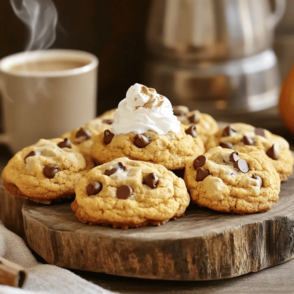 Making Pumpkin Spice Latte Cookies is fun and easy! Here is what you need: - 1 cup pure pumpkin puree - 1 cup packed brown sugar - 1/2 cup granulated sugar - 1/2 cup unsalted butter (softened) - 1 large egg - 2 teaspoons pure vanilla extract - 2 cups all-purpose flour - 1 teaspoon baking soda - 1 teaspoon baking powder - 2 teaspoons pumpkin spice blend - 1/2 teaspoon salt - 1/2 cup semi-sweet chocolate chips - Whipped cream (optional topping) - Extra pumpkin spice (optional sprinkle) Each ingredient plays a big role in making these cookies great. The pumpkin puree gives moisture and flavor. Brown sugar adds richness, while granulated sugar helps with texture. Softened butter makes the cookies tender. The egg binds everything together. Vanilla extract brings warmth and sweetness. All-purpose flour is the base for the cookie. Baking soda and baking powder help them rise. The pumpkin spice blend gives that classic fall flavor. Salt enhances all the sweetness. Finally, semi-sweet chocolate chips add that perfect chocolatey touch. For that extra special feel, you can top your cookies with whipped cream and a sprinkle of pumpkin spice. To get the full experience, check out the Full Recipe for step-by-step instructions! - Preheat your oven to 350°F (175°C). - Line a baking sheet with parchment paper. - In a large bowl, mix softened butter with brown and granulated sugar. - Beat the mixture until it becomes fluffy. - Add pumpkin puree, egg, and vanilla to the bowl. - Mix until everything is smooth and well combined. - In another bowl, whisk flour, baking soda, baking powder, pumpkin spice, and salt. - Gradually add these dry ingredients to the wet mixture, mixing gently. - Use a tablespoon to portion cookie dough onto the baking sheet. - Make sure to space them about 2 inches apart. - Bake the cookies for 12-15 minutes. - Let them cool on a wire rack after baking. For the full recipe, check out the detailed instructions earlier. - Avoid overmixing the dough for the best texture. - Ensure butter is at room temperature for even mixing. When you start mixing, aim for a smooth blend. If you mix too long, the cookies may become tough. It’s best to stop as soon as the ingredients come together. Room temperature butter mixes better, making it easier to bond with the sugars. - Monitor baking time closely for optimal softness. - Rotate the baking sheet halfway for even baking. Bake your cookies for 12 to 15 minutes. The edges should be golden, while the centers remain soft. If you want an even bake, turn the baking sheet after about 6 minutes. This simple step helps the cookies cook evenly. - Serve cookies on a decorative platter. - Optional: Dust with icing sugar or top with whipped cream and extra pumpkin spice. To impress guests, arrange the cookies on a nice platter. A light dusting of icing sugar adds a sweet touch. If you're feeling fancy, a dollop of whipped cream on top makes them even more delightful. For a cozy finish, sprinkle extra pumpkin spice. This enhances the fall vibe and adds a little flair! {{image_4}} Adding your twist to pumpkin spice latte cookies makes them even more fun. Here are some tasty ideas. You can easily add chopped walnuts or pecans to the dough. Nuts give a nice crunch and boost flavor. Just mix in about half a cup. They pair well with the spiced pumpkin and chocolate. If you want a stronger latte flavor, add a splash of espresso or coffee extract. This small change makes a big difference. It brings out the rich coffee notes in the cookies. For a vegan version, swap out butter for coconut oil or vegan butter. You can also use flax eggs instead of regular eggs. Just mix one tablespoon of flaxseed meal with three tablespoons of water. Let it sit until it thickens. This keeps the cookies moist and delicious. For the full recipe, check out the complete guide above. Keep cookies in an airtight container at room temperature for up to 5 days. This helps maintain their soft texture and rich flavor. I recommend using a container that seals tightly. This way, your cookies stay fresh and delicious for everyday snacking. Freeze cookies for up to 3 months, ensuring they are well-wrapped. Use plastic wrap or freezer bags to prevent freezer burn. When you want a cookie, just take one out. Let it thaw at room temperature for a few minutes. This method keeps them tasting like they just came out of the oven. Warm in the microwave for a few seconds or in a preheated oven for fresh taste. If you choose the microwave, start with just 10 seconds. For the oven, preheat to 350°F and heat for about 5 minutes. This makes the cookies soft and gooey again, perfect for enjoying with a warm drink. No, use pure pumpkin puree for the best texture and flavor. Pumpkin pie filling has added sugars and spices. This can change the taste and feel of your cookies. Pure pumpkin gives a rich, natural flavor. It also helps keep the cookies moist. Substitute all-purpose flour with a gluten-free flour blend. Many blends work well for baking. Look for one that includes xanthan gum for better texture. This will keep your cookies soft and chewy. Always check the package for specific measurements. Use dark chocolate chips or add cocoa powder to the dough. Dark chocolate chips give a richer taste. Cocoa powder adds depth to the cookie flavor. Start with a couple of tablespoons. Adjust to your taste preference for a stronger chocolate kick. Look for lightly golden edges and set centers for optimal results. The cookies should not look shiny or wet. Keep an eye on them in the last few minutes. Overbaking can make them dry, so check often. Yes, refrigerate the dough for up to 2 days before baking. This makes it easy for you to bake later. The flavors will meld together as it chills. Just wrap it tightly in plastic wrap or place it in an airtight container. Pumpkin spice latte cookies are easy and fun to make. We covered the best ingredients, like pumpkin puree and sugars, and gave step-by-step baking tips. You learned how to store them for later enjoyment. Don’t forget to try fun variations or add nuts for crunch. Enjoy these cozy cookies with whipped cream or extra spice for the full treat. With these tips, you’ll bake perfect cookies every time. Happy baking!