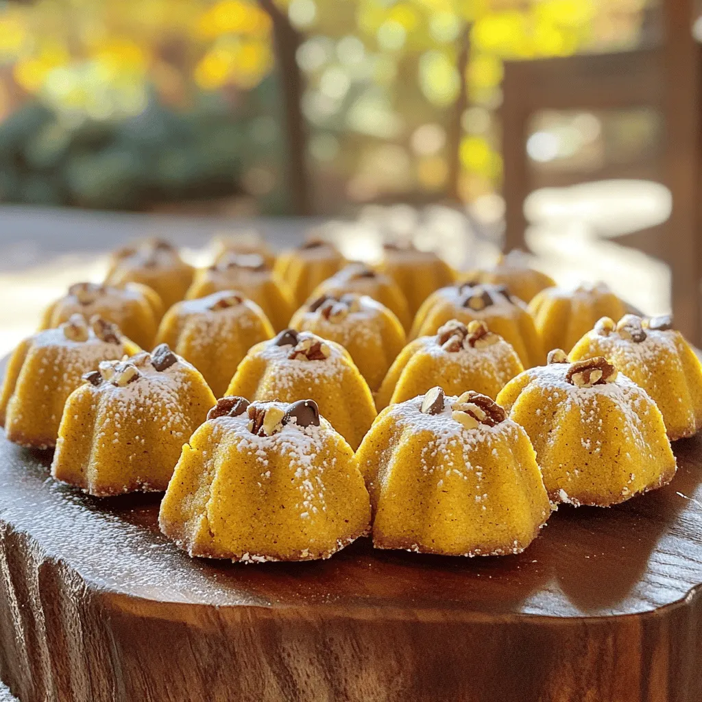 - 1 cup canned pumpkin puree - 1/2 cup packed brown sugar - 1/4 cup granulated sugar - 1/2 cup unsalted butter, softened - 1 large egg - 2 teaspoons pure vanilla extract - 2 cups all-purpose flour - 1 teaspoon baking soda - 1 teaspoon baking powder - 1 teaspoon pumpkin pie spice - 1/2 teaspoon salt - Optional mix-ins: 1/2 cup semi-sweet chocolate chips, 1/4 cup finely chopped pecans When I make pumpkin spice cookie bites, I love the blend of flavors. The canned pumpkin puree brings moisture and a rich taste. Brown sugar adds depth, while granulated sugar gives a nice sweetness. Softened butter is key for a creamy texture, making the cookies melt in your mouth. The egg acts as a binder, helping all the ingredients stick together. Pure vanilla extract adds a warm, comforting taste. All-purpose flour gives structure, while baking soda and baking powder help the cookies rise. Pumpkin pie spice offers that classic fall flavor with hints of cinnamon and nutmeg. Don’t forget salt! It balances the sweetness and enhances all the flavors. If you want to mix it up, try adding chocolate chips or pecans. They add a delightful crunch and richness to each bite. For the full recipe, refer to the section above. - Preheat the oven to 350°F (175°C). - Prepare the baking sheet with parchment paper. Start by making your kitchen cozy. Preheating the oven helps your cookie bites bake evenly. The parchment paper stops them from sticking to the sheet. This step is key. - Cream butter and sugars. - Incorporate pumpkin puree, egg, and vanilla. Now, grab a large bowl. Use a hand mixer or stand mixer to cream the softened butter with brown and granulated sugars. This takes about 2 to 3 minutes. The mix should be light and fluffy. Next, add the pumpkin puree, egg, and vanilla. Blend well until it’s smooth and lump-free. - Mix flour, baking soda, baking powder, pumpkin pie spice, and salt. In another bowl, mix the flour, baking soda, baking powder, pumpkin pie spice, and salt. Whisk these together until they are well combined. This ensures that every cookie bite is packed with flavor. - Gradually add dry mix to wet mixture. - Optional: Fold in chocolate chips and pecans. Gently add the dry mix to the wet mixture. Use a spatula or wooden spoon to stir until just combined. Don’t overmix, or your cookies may end up tough. If you want to add chocolate chips or pecans, now is the time! Fold them in carefully. - Portion dough onto the baking sheet. - Bake and cool time. Using a tablespoon or cookie scoop, drop rounded balls of dough onto the baking sheet. Leave about 2 inches between each one. Bake for 10 to 12 minutes, until the edges are golden. The centers might look soft. They will firm up as they cool. Let them cool on the sheet for 5 minutes before moving them to a wire rack. For the complete recipe details, check out the Full Recipe. Enjoy making these delightful treats! To get the best cookie texture, start with room temperature butter. This helps create a nice, fluffy base. Cream the butter and sugars well. Aim for a light and airy mix. It should take about 2-3 minutes. Next, avoid overmixing when you add the dry mix. Stir just until you see no dry flour. Overmixing can make the cookies tough. We want soft and chewy bites, not hard rocks! For a charming look, serve your cookie bites on a rustic platter. This adds a warm feel to your treat. After placing the cookies, lightly dust them with powdered sugar. This simple touch makes them look even more inviting. Pair your pumpkin spice cookie bites with a warm drink. Hot cocoa or spiced cider works great. The warmth of the drink complements the spices in the cookies. Together, they create a cozy fall treat that everyone will love. For more details, check out the [Full Recipe]. {{image_4}} You can easily change the flavor of your pumpkin spice cookie bites. Adding spices like cinnamon or nutmeg boosts warmth. Both spices pair well with pumpkin. You can also try different mix-ins. Dried fruits like cranberries add a nice tartness. White chocolate chips can give a sweet twist. These simple swaps keep the cookies fun and fresh. Want a healthier cookie bite? You can make them gluten-free. Just swap all-purpose flour for gluten-free flour. It works well in this recipe. You can also reduce sugar. Use less brown sugar and granulated sugar. You can try using stevia or honey too. These choices keep the cookie tasty without added calories. Make these cookie bites festive! You can add holiday-themed decorations. Use colored frosting or sprinkles. Think about making pumpkin spice treats year-round. You can add pumpkin spice to pancakes, muffins, or even oatmeal. The flavor shines in so many dishes, making every season special. For the full recipe, check out the detailed steps to make these yummy bites. To keep your pumpkin spice cookie bites fresh, use an airtight container. This method helps prevent them from drying out. Store them at room temperature for up to five days. If you want to keep them longer, consider freezing. You can freeze unbaked cookie dough for later use. Once you mix the dough, scoop it into balls and place them on a baking sheet. Freeze them for about two hours. After they are frozen, transfer the dough balls to a freezer bag. This method helps save space. When you're ready to bake, take the dough out of the freezer. Let it thaw in the fridge overnight. Once thawed, bake as you normally would. They will taste fresh even after freezing! To reheat cookie bites, place them in the oven. Set it to 350°F (175°C) and warm them for about five minutes. This method helps maintain their soft texture and rich flavor. You can also use the microwave, but be careful not to overheat. A few seconds should be enough. Enjoy your tasty fall treat! Can I use fresh pumpkin instead of canned? Yes, you can use fresh pumpkin. Just roast and puree it first. This adds a nice taste. However, canned pumpkin is more consistent. It saves time, too. How do I know when the cookies are done baking? Look for light golden edges. The centers may look soft; that’s okay. They will firm up as they cool. If you press lightly, they should spring back. Can I freeze pumpkin spice cookie bites? Yes, you can freeze them. Place cooled bites in an airtight container. They last for about three months. Just thaw them at room temperature before serving. What can I use instead of butter? You can use coconut oil or applesauce. Both work well in this recipe. They add moisture and flavor. Just use the same amount as butter. Can I replace the egg with a vegan alternative? Yes, you can replace the egg with flaxseed meal. Mix one tablespoon with three tablespoons of water. Let it sit until it thickens. This works great in cookies! What are the best drinks to pair with pumpkin spice cookie bites? Pair your cookie bites with warm spiced cider or hot cocoa. Both drinks enhance the fall flavors. You can also try chai tea for a nice mix. How can I dress up my cookie bites for a special occasion? You can arrange them on a rustic platter. Dust with powdered sugar for a festive touch. Add a few cinnamon sticks or fall leaves for decoration. For these tasty Pumpkin Spice Cookie Bites, you need these simple ingredients: - 1 cup canned pumpkin puree - 1/2 cup packed brown sugar - 1/4 cup granulated sugar - 1/2 cup unsalted butter, softened - 1 large egg - 2 teaspoons pure vanilla extract - 2 cups all-purpose flour - 1 teaspoon baking soda - 1 teaspoon baking powder - 1 teaspoon pumpkin pie spice - 1/2 teaspoon salt - 1/2 cup semi-sweet chocolate chips (optional) - 1/4 cup finely chopped pecans (optional) To make these cookie bites, follow these steps: 1. Preheat your oven to 350°F (175°C). Line a baking sheet with parchment paper. 2. In a large bowl, cream the softened butter, brown sugar, and granulated sugar. Mix until fluffy, about 2-3 minutes. 3. Add the pumpkin puree, egg, and vanilla extract. Mix until smooth, with no lumps. 4. In another bowl, combine the flour, baking soda, baking powder, pumpkin pie spice, and salt. Whisk until even. 5. Gradually add the dry mix to the wet mix. Stir gently until just combined. Don't overmix! 6. If using, fold in chocolate chips or chopped pecans evenly. 7. Scoop rounded balls of dough onto the baking sheet, spacing them about 2 inches apart. 8. Bake for 10-12 minutes, until the edges are golden. The centers may look soft. 9. Cool on the baking sheet for 5 minutes, then transfer to a wire rack to cool completely. - Prep Time: 15 min - Total Time: 25 min - Servings: 24 cookie bites For a lovely look, arrange your cookie bites on a rustic platter. Dust with powdered sugar for a festive touch. Enjoy with a warm drink like spiced cider or hot cocoa. This recipe makes the perfect cozy treat for fall! You now have all the details to make delicious pumpkin spice cookie bites. We covered ingredients, step-by-step instructions, and tips for the best results. Remember to store them well to keep them fresh. You can also try fun variations and serving ideas. Enjoy baking these treats to share or savor on your own. Happy baking!