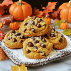 - 1 cup canned pumpkin puree - 1 cup brown sugar, packed - 1/2 cup granulated sugar - 1/2 cup unsalted butter, softened - 1 large egg - 1 teaspoon pure vanilla extract - 2 cups all-purpose flour - 1 teaspoon baking soda - 1 teaspoon baking powder - 1 teaspoon pumpkin pie spice - 1/2 teaspoon sea salt - 1 cup chocolate chips (or substitute with your favorite mix-ins) Each ingredient plays a key role in making these cookies chewy and flavorful. The canned pumpkin puree brings moisture and a lovely autumn taste. Brown sugar adds depth and chewiness, while the granulated sugar gives a slight crisp. Softened butter ensures a creamy mix, and the egg binds everything perfectly. The flour provides the structure, and the baking soda and powder help them rise. Pumpkin pie spice gives that warm fall flavor, and sea salt balances the sweetness. Finally, chocolate chips (or your choice of mix-ins) add a delightful surprise in every bite. If you don't have canned pumpkin puree, you can use homemade pumpkin puree. For a different sweet flavor, try coconut sugar instead of brown sugar. If you need a dairy-free option, use vegan butter. You can also replace the egg with a flax egg (1 tablespoon flaxseed meal mixed with 2.5 tablespoons water). For a gluten-free version, use a gluten-free flour blend. Lastly, if you prefer, you can swap the chocolate chips for nuts, dried fruits, or even white chocolate to suit your taste. First, preheat your oven to 350°F (175°C). This step is key for even baking. While the oven heats up, prepare your baking sheets. Line two sheets with parchment paper. This helps prevent sticking and makes clean-up easy. Next, take a large mixing bowl. Add the softened butter, brown sugar, and granulated sugar. Use a hand mixer or stand mixer to beat these ingredients. Mix on medium speed until smooth and creamy. This should take about 3-5 minutes. The mix should look light in color. Now, it’s time for the star of the show: pumpkin! Add the canned pumpkin puree, large egg, and pure vanilla extract to your sugar mix. Blend these on low speed until everything is well combined. The mixture should look even and smooth. In a separate bowl, whisk together the dry ingredients. Combine the all-purpose flour, baking soda, baking powder, pumpkin pie spice, and sea salt. Make sure these are mixed well; this helps with even flavor throughout the cookies. Slowly incorporate your dry mix into the wet pumpkin mixture. Use a spatula or wooden spoon to stir gently. Mix just until everything is combined. Be careful not to overmix; this helps keep the cookies chewy. Fold in the chocolate chips or your favorite mix-ins. Using a cookie scoop or tablespoon, drop rounded dough balls onto the prepared sheets. Space them about 2 inches apart. Place the sheets in the preheated oven and bake for 10-12 minutes. Watch for light golden edges and soft centers. Once baked, let the cookies cool on the sheet for about 5 minutes. Then, transfer them to a wire rack to cool completely. For the full recipe, refer back to the beginning. Enjoy your delicious chewy pumpkin cookies! To get that chewy texture, use brown sugar. It keeps moisture in the cookies. Make sure to mix the dough just enough. Overmixing can lead to tough cookies. Always underbake slightly. The centers should look soft when you take them out. They will firm up as they cool. One common mistake is using cold ingredients. Make sure your butter and egg are at room temperature. This helps the dough mix evenly. Also, do not skip the resting time. Letting the dough chill for at least 30 minutes can improve texture. Another mistake is not measuring flour correctly. Too much flour can make the cookies dry. When mixing, use a gentle hand. Start with low speed when adding dry ingredients. This helps avoid a flour cloud in your kitchen. Combine until you see no dry spots. Fold in chocolate chips last, so they stay intact. For a fun twist, mix in nuts or dried fruits for extra flavor. For the full recipe, check out the Ultimate Chewy Pumpkin Cookies. {{image_4}} You can switch up the spices in your chewy pumpkin cookies. Try adding extra cinnamon or nutmeg for a cozy taste. If you want a hint of warmth, consider a dash of ginger. You can also use different extracts. Almond or maple extract adds a unique twist. Feel free to experiment until you find your favorite blend. Mix-ins can enhance the flavor and texture of your cookies. Add chopped nuts like walnuts or pecans for crunch. Dried fruits like cranberries or raisins provide a chewy contrast. You can even try white chocolate chips for a sweet touch. Each mix-in gives the cookie new life. Just remember to keep the total amount around one cup, so the dough stays balanced. For a gluten-free version, replace all-purpose flour with a gluten-free blend. Make sure it has xanthan gum for proper texture. To create a vegan cookie, swap the egg for flaxseed meal or applesauce. Use vegan butter to maintain that rich flavor. These options ensure everyone can enjoy these delicious chewy pumpkin cookies. Check the Full Recipe for more details on making these adaptations. To store your baked cookies, let them cool completely. Place them in an airtight container. This helps keep them soft and chewy. You can also layer them between sheets of wax paper to prevent sticking. Store the container in a cool, dry place. These cookies will stay fresh for up to one week. If you want to enjoy your cookies later, freezing is a great option. Start by cooling the cookies fully. Then, place them in a single layer on a baking sheet. Freeze them for about 1-2 hours. Once they are firm, transfer them to a freezer bag. Be sure to remove as much air as possible. You can freeze them for up to three months. To reheat your cookies, remove them from the freezer and let them thaw at room temperature. For warm cookies, preheat your oven to 350°F (175°C). Place the cookies on a baking sheet and heat for about 5-7 minutes. This will restore their chewy texture. Enjoy your Ultimate Chewy Pumpkin Cookies fresh from the oven! For the full recipe, check out the Ultimate Chewy Pumpkin Cookies. You can tell when the cookies are done by checking the edges. The edges should turn light golden brown. The centers will look soft and may seem slightly underbaked. This means they will continue to cook as they cool. Yes, you can use homemade pumpkin puree. Just make sure it is smooth and not too watery. Drain any excess liquid, as it can change the cookie texture. These cookies stay fresh for about one week at room temperature. Store them in an airtight container to keep them soft and chewy. Serve the cookies with a warm drink, like apple cider or coffee. You can also add a scoop of vanilla ice cream on top for a tasty dessert. For a fun twist, try pairing them with a cream cheese frosting for extra flavor. Check out the Full Recipe for more ideas! This blog post covered everything you need for baking pumpkin cookies. We talked about the right ingredients, measurements, and substitutes. You learned step-by-step instructions, tips for perfect cookies, and fun variations. We also shared how to store your cookies and answered common questions. Baking can be fun and easy, especially with these tips. Enjoy making your cookies and experimenting with flavors!