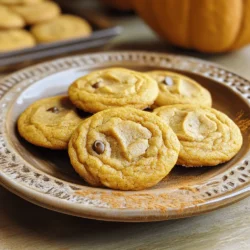 To make these tasty vegan pumpkin spice cookies, you need some simple ingredients. Here’s what you’ll need: - 1 cup canned pumpkin puree - 1/2 cup coconut sugar - 1/3 cup pure maple syrup - 1/4 cup coconut oil, melted - 1 teaspoon vanilla extract - 1 1/2 cups whole wheat flour - 1 teaspoon baking soda - 1 teaspoon baking powder - 1 teaspoon pumpkin pie spice - 1/2 teaspoon ground cinnamon - 1/4 teaspoon ground nutmeg - 1/4 teaspoon salt - 1/2 cup vegan chocolate chips (optional) Each ingredient adds flavor and some health benefits to the cookies: - Canned pumpkin puree: It’s rich in vitamin A and fiber. This helps your vision and digestion. - Coconut sugar: This has a lower glycemic index than regular sugar. It can help keep your blood sugar stable. - Maple syrup: It’s full of antioxidants and minerals. This sweetener also adds a unique taste. - Coconut oil: It contains healthy fats, which can support heart health. - Whole wheat flour: This adds fiber, helping with digestion and making you feel full. - Pumpkin pie spice: This mix of spices is great for flavor and may boost your mood. - Vegan chocolate chips (optional): They add extra sweetness and joy to your cookies. You can add more fun to your cookies with these optional ingredients: - Vegan chocolate chips: These add a sweet touch and make the cookies even more delicious. - Nuts: Chopped walnuts or pecans can give a nice crunch. - Dried fruit: Adding raisins or cranberries can provide a chewy texture. Feel free to mix and match these options to make your cookies truly your own. For the full recipe, check out the details above! Start by preheating your oven to 350°F (175°C). This temperature ensures the cookies bake evenly. Next, line a baking sheet with parchment paper. This step keeps your cookies from sticking and makes cleanup easy. In a large bowl, combine the wet ingredients. Add 1 cup of canned pumpkin puree, 1/2 cup of coconut sugar, 1/3 cup of pure maple syrup, 1/4 cup of melted coconut oil, and 1 teaspoon of vanilla extract. Use a whisk to mix them until smooth. This blend creates a rich base for your cookies. Take another bowl and mix the dry ingredients. Combine 1 1/2 cups of whole wheat flour, 1 teaspoon of baking soda, 1 teaspoon of baking powder, 1 teaspoon of pumpkin pie spice, 1/2 teaspoon of ground cinnamon, 1/4 teaspoon of ground nutmeg, and 1/4 teaspoon of salt. Whisk these together well. This mixture adds flavor and helps the cookies rise. Gradually add the dry mix to the wet mix. Stir gently until just combined; avoid overmixing. If you like, fold in 1/2 cup of vegan chocolate chips. Use a tablespoon or cookie scoop to drop dough onto the baking sheet. Leave space between each cookie, as they will spread while baking. Bake for 12-15 minutes. Look for lightly golden edges and set centers. Once baked, remove the cookies from the oven. Let them cool on the baking sheet for 5 minutes. After that, transfer them to a wire rack to cool completely. For serving, stack the cookies on a decorative plate. Sprinkle some extra pumpkin pie spice on top. Pair them with a glass of non-dairy milk for a delightful treat. For more details, check out the Full Recipe. You will find all the ingredients and steps to create these festive and flavorful vegan pumpkin spice cookies. Enjoy baking! Overmixing can make your cookies tough. Mix the wet and dry ingredients until they just combine. If you see a few dry spots, that’s okay! They will mix more as the dough sits. For soft and chewy cookies, focus on the right balance of ingredients. Use the right amount of pumpkin puree and coconut oil. These keep the cookies moist. If you want a crunchier cookie, add a bit more flour. Always preheat your oven to 350°F (175°C). This helps the cookies rise properly. Use parchment paper on your baking sheet to prevent sticking. Space the cookies well apart, as they will spread. Bake for 12-15 minutes. Look for golden edges and set centers. Remove them from the oven and let them cool on the sheet for five minutes before moving them. This helps them finish cooking and stay soft. Try these tips to make your vegan pumpkin spice cookies perfect every time! For a detailed guide, check the Full Recipe. {{image_4}} To make these cookies gluten-free, use a gluten-free flour blend. Look for blends that include almond flour or coconut flour. These options keep the cookies soft and tasty. You may need to adjust the liquid a bit, as gluten-free flours can absorb more moisture. Start with the same amount and add a touch more if needed. You can add fun flavors to your cookies! Try mixing in nuts like walnuts or pecans for a crunchy bite. Dried fruits like cranberries or raisins also work great. These additions bring new tastes and textures, making each cookie unique. Experiment with spices too! A pinch of ginger or cloves can enhance the pumpkin flavor. Using different sweeteners can change the taste. Maple syrup offers a rich, warm flavor. It also adds moisture to the cookies. Agave syrup is another option, and it’s slightly sweeter. If you prefer less sugar, reduce the amount slightly. Both sweeteners can help create a chewy texture and keep the cookies soft. For the full recipe, check out the details above. To keep your vegan pumpkin spice cookies fresh, store them in an airtight container. This helps maintain moisture and prevents them from becoming hard. You can layer the cookies with parchment paper to avoid sticking. Keep them at room temperature for up to one week. If you want to enjoy them longer, consider freezing. Freezing is a great way to save your cookies for later. First, let the cookies cool completely. Then, place them in a single layer on a baking sheet. Freeze until solid, then transfer them to an airtight container or freezer bag. They can last up to three months in the freezer. Remember to label the bag with the date for easy tracking. When you’re ready to eat your frozen cookies, there are easy ways to warm them up. You can microwave a cookie for about 10-15 seconds. Alternatively, preheat your oven to 350°F (175°C) and bake for 5-7 minutes. This helps restore the soft texture and warms the spices, making them smell amazing. For the best taste, enjoy them warm! Yes, you can use fresh pumpkin. First, cook and puree the pumpkin. Make sure it's thick and not too watery. This helps keep your cookies from being soggy. Fresh pumpkin adds a nice flavor, making your cookies taste even better. These cookies stay fresh for about five days at room temperature. Store them in an airtight container to keep them soft. If you want them to last longer, you can freeze them. They can stay good for up to three months in the freezer. Yes, you can make these cookies nut-free. Substitute coconut oil for other oils like canola or vegetable oil. For the flour, use oat flour or any nut-free flour blend. Just check the labels to ensure they're free from nuts and cross-contamination. If your dough feels dry, add a little plant milk. Start with a tablespoon at a time. Mix well and check the texture. The dough should be moist but not sticky. This will help your cookies turn out soft and chewy. Serve these cookies warm for the best taste. You can stack them on a plate for a nice look. Pair them with a glass of non-dairy milk or a hot drink. This makes for a cozy treat during any season. For an extra touch, sprinkle some pumpkin pie spice on top. If you want the full recipe, check out the complete guide. You learned how to make vegan pumpkin spice cookies from start to finish. We covered the key ingredients and their health benefits, guiding you through each step of baking. I shared tips to achieve the best texture and delicious variations to try. Plus, you now have storage advice to keep your cookies fresh. Enjoy creating these tasty treats. Happy baking, and remember to share them with friends!
