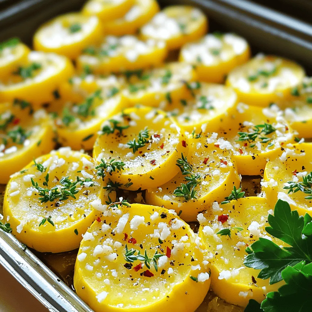 - 4 medium yellow squashes, sliced into ¼-inch rounds - 1 tablespoon extra virgin olive oil - 2 cloves garlic, minced - 1 teaspoon fresh thyme leaves (or ½ teaspoon dried thyme) - ½ teaspoon red pepper flakes (optional, for a hint of spice) - Sea salt and freshly ground black pepper to taste - ¼ cup finely grated Parmesan cheese (optional, for serving) - Fresh parsley, chopped, for garnish - Large skillet - Cutting board - Knife - Measuring spoons - Spatula or tongs Yellow squash shines in this dish. It has a mild and sweet flavor. You can find it easily at the store or farmers' market. I love using fresh ingredients. They add to the taste and nutrition. Olive oil is key for cooking. It adds a rich flavor and helps the squash cook evenly. Garlic brings a warm aroma. Fresh thyme gives a nice herbal note. Red pepper flakes add a little kick, but you can skip them if you want less heat. If you enjoy cheese, sprinkle some Parmesan on top. It melts nicely and adds creaminess. Fresh parsley makes the dish look bright and fresh. This mix of flavors makes every bite a treat. For tools, a large skillet is best. It allows the squash to cook evenly. A good knife helps you slice the squash easily. A cutting board protects your counters. Measuring spoons ensure you get the right amount of each ingredient. A spatula or tongs helps you flip and serve the squash without a mess. For the full recipe, check out the link provided. How to slice yellow squash To start, grab your yellow squashes. Use a sharp knife to cut them into ¼-inch rounds. This size helps them cook evenly. Make sure to slice them all the same thickness. Tips for preparing garlic For garlic, take two cloves and peel them. Use a knife to mince the garlic finely. This step releases its strong flavor. If you don’t like strong garlic, use less or roast it first. Heating the olive oil In a large skillet, pour 1 tablespoon of extra virgin olive oil. Heat it over medium heat for about a minute. Wait until the oil is hot, but not smoking. This helps the squash cook just right. Sautéing garlic Now, add the minced garlic to the hot oil. Stir it quickly for about 30 seconds. You want it fragrant but not brown. If it gets brown, it will taste bitter. Adding and seasoning the squash Next, toss the sliced yellow squash into the skillet. Mix it well with the garlic oil. Then, season with 1 teaspoon of fresh thyme, a pinch of sea salt, and black pepper. If you like a little spice, add ½ teaspoon of red pepper flakes. Stir everything together. Optional Parmesan cheese Once the squash is tender, you can sprinkle ¼ cup of finely grated Parmesan cheese on top. This adds a rich flavor. Let it melt slightly from the heat. Garnishing with parsley Finally, chop some fresh parsley and sprinkle it over the dish. This adds color and freshness. It makes your Sizzling Summer Yellow Squash Delight look beautiful. Now, you can enjoy it with your favorite meal. For the full recipe, refer to the above instructions. To get the best texture in your sautéed yellow squash, follow these tips: - Cut squash evenly: Slice the squash into ¼-inch rounds. This helps them cook at the same rate. - Heat oil properly: Warm the olive oil before adding the garlic. This enhances the flavor. - Don’t overcrowd the pan: Cook in batches if needed. Too many pieces at once can steam the squash instead of sautéing it. Common mistakes to avoid: - Burning garlic: Sauté garlic for only 30 seconds. Burnt garlic can ruin the dish. - Overcooking squash: Aim for tender but crisp squash. This keeps the flavor bright and fresh. To make your sautéed yellow squash even better, try these herbs and spices: - Fresh basil: Adds a sweet, aromatic taste. - Oregano: Offers a warm, earthy flavor. - Chili powder: For a smoky kick. You can also combine yellow squash with other veggies. Consider adding: - Bell peppers: They bring color and sweetness. - Zucchini: This pairs well and cooks similarly. - Onions: They add depth and sweetness. Pair your sautéed yellow squash with a variety of main dishes. Here are some ideas: - Grilled chicken: The squash complements the smoky flavor. - Fish tacos: Adds a fresh touch to the meal. - Pasta: Toss it with pasta for a light, veggie dish. For presentation, serve in a shallow bowl. This shows off the vibrant color of the squash. Adding a lemon wedge on the side gives a nice zesty finish. You can find the Full Recipe for detailed instructions and more tips. {{image_4}} You can switch yellow squash for zucchini. This change offers a similar taste and texture. Zucchini works well with the same method. You can also add seasonal herbs like basil or dill. These herbs can enhance the flavor of the dish. Fresh herbs add brightness and a pop of color. Try adding different cheeses for a unique twist. Feta cheese adds a tangy flavor, while goat cheese gives a creamy texture. You can also explore spice variations. Cajun spices add a kick, while Italian herbs can give a more robust flavor. Experimenting with spices can make each batch special. If you want to make this dish vegan, skip the cheese. Use olive oil and herbs for flavor. You can also make it gluten-free easily. Just ensure that any added spices or sauces are gluten-free. This recipe is flexible and can fit many dietary needs. For more details and a complete guide, check out the Full Recipe. To store sautéed yellow squash, cool it first at room temperature. Place it in an airtight container. This keeps moisture out and flavor in. You can store it in the fridge for up to three days. For the best taste, use it within two days. When you reheat sautéed squash, the goal is to keep it tasty and crisp. I recommend using a skillet over medium heat. Add a little oil to help revive the flavors. Stir it gently until it's warm. Avoid the microwave if you can. It often makes the squash soggy. If you want to freeze sautéed squash, let it cool completely. Spread it out on a baking sheet in one layer. Freeze until solid, then transfer it to a freezer bag. This helps keep its shape. When you thaw it, do so in the fridge overnight. Reheat in a skillet to keep it firm and delicious. To sauté yellow squash, use a large skillet over medium heat. Start with warm olive oil. Add minced garlic to the pan first. This gives the dish a great base flavor. Then, add sliced yellow squash and toss well. Stir occasionally for even cooking. Aim for about five to seven minutes. You want the squash tender but still a bit firm. Season with salt and pepper before serving. Look for a few signs to know when yellow squash is cooked. First, the color should brighten to a vibrant yellow. Next, the squash should feel tender when pierced with a fork. It should not be mushy but still have a slight crunch. If you see a little browning on the edges, that means it’s cooked well. Yes, you can use frozen squash, but there are some best practices. Thaw the squash before cooking to avoid excess water. Drain any liquid after thawing. You may need to sauté longer since frozen squash is often softer. Adjust the seasoning as needed since frozen vegetables can lose some flavor. There are many great options to add flavor to sautéed yellow squash. Try adding fresh herbs like basil, oregano, or dill. You can also mix in a pinch of smoked paprika for a warm taste. For a kick, add some red pepper flakes. A squeeze of lemon juice at the end can brighten the dish. To get a crispy texture on sautéed yellow squash, follow these key factors. First, make sure your skillet is hot before adding the squash. Avoid overcrowding the pan to let steam escape. Stir occasionally but not too often, letting the squash sit for a bit. Finally, cook it for just the right amount of time to keep that crunch. Sautéed yellow squash is simple and tasty. We covered key ingredients, tools, and steps. Use fresh squash, garlic, and spices for great flavor. Don’t forget to garnish with parsley or cheese for fun. With the tips and variations, you can change your dish to fit any season. Proper storage keeps leftovers fresh. Experimenting will help you master this dish. Enjoy your cooking and start creating delicious meals today!