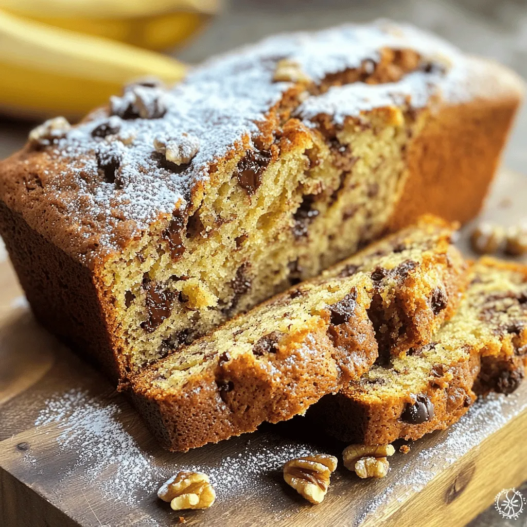 For the best banana bread, gather these key ingredients: - 3 ripe bananas, well-mashed - 1/2 cup unsalted butter, fully melted and slightly cooled - 3/4 cup brown sugar, firmly packed - 1/4 cup granulated sugar - 2 large eggs, at room temperature - 1 teaspoon pure vanilla extract - 1 teaspoon baking soda - 1/4 teaspoon fine sea salt - 1 1/2 cups all-purpose flour, sifted - 1/2 cup sour cream or Greek yogurt, at room temperature These ingredients create a moist and rich texture that you will love. To take your banana bread to the next level, consider adding: - 1/2 cup chopped walnuts or pecans - 1/4 cup dark chocolate chips These extras add a nice crunch and sweetness. Feel free to mix and match based on your taste. If you need to swap out ingredients, here are some ideas: - Use coconut oil instead of butter for a dairy-free option. - Substitute eggs with flaxseed meal mixed with water for a vegan version. - Try using almond flour for a gluten-free option. These alternatives keep your banana bread delicious while catering to different diets. Start by preheating your oven to 350°F (175°C). This step is key for even baking. While the oven heats, grab a 9x5 inch loaf pan. Grease it well with butter. If you prefer, you can line the pan with parchment paper. This makes it easy to remove the bread later. In a big mixing bowl, mash three ripe bananas until smooth. This gives the bread flavor and moisture. Next, pour in 1/2 cup of melted butter. Mix them together well. Now, add 3/4 cup of brown sugar and 1/4 cup of granulated sugar. Stir until the mixture is creamy and smooth. This sweet base makes the bread rich. Now it’s time to add two large eggs. Crack them in one at a time. Mix well after each egg to make sure they blend nicely. Then, add 1 teaspoon of pure vanilla extract. This adds a warm flavor to the bread. Stir again until everything is well combined. Next, sprinkle 1 teaspoon of baking soda and 1/4 teaspoon of fine sea salt over the mixture. Gently fold these dry ingredients in. Be careful not to overmix, as this keeps the bread tender. After that, add 1 1/2 cups of sifted all-purpose flour. Stir until you do not see any dry flour left. If you want, you can enhance your banana bread by adding extras. Fold in 1/2 cup of sour cream or Greek yogurt for added moisture. For a nice crunch, mix in 1/2 cup of chopped walnuts or pecans. You can also add 1/4 cup of dark chocolate chips for sweetness. This step is all about your taste. Pour the banana batter into your prepared loaf pan. Smooth the top with a spatula. This helps the bread bake evenly. Place the pan in the preheated oven. Bake for 60-70 minutes. Your banana bread is ready when a toothpick comes out clean or with a few moist crumbs. Once baked, let it cool in the pan for 10-15 minutes. Then, transfer it to a wire rack to cool completely. To get moist banana bread, start with ripe bananas. The darker the bananas, the sweeter and creamier they become. Mash them well; this helps the bread stay moist. Adding sour cream or Greek yogurt is key. It adds richness and moisture. Don't overmix your batter; just mix until combined. This keeps the bread soft and fluffy. Store leftover banana bread in an airtight container. This keeps it fresh for up to four days. You can also wrap it in plastic wrap and then foil for extra protection. If you want to keep it longer, slice it and freeze it. Just place slices in a freezer bag. It can last up to three months in the freezer. Enjoy banana bread warm or at room temperature. For a tasty twist, add a dusting of powdered sugar on top. A dollop of butter or nut butter makes it even better. You can also serve it with fresh fruit or a scoop of ice cream. This creates a delightful dessert that's sure to please. {{image_4}} You can easily make vegan banana bread. Replace eggs with flax eggs or applesauce. Use plant-based butter instead of unsalted butter. For sour cream, opt for a dairy-free yogurt. This gives you a moist and tasty vegan treat. To make gluten-free banana bread, swap all-purpose flour for a gluten-free blend. Look for blends that include xanthan gum, as it helps with texture. Ensure all other ingredients are gluten-free. This way, everyone can enjoy this delicious bread. You can play with flavors in your banana bread. Add spices like cinnamon or nutmeg for warmth. Try mixing in fruits like blueberries or chopped apples for a fruity twist. You can even add a handful of coconut flakes for a tropical vibe. Each option brings new joy to your loaf. To keep your banana bread fresh, store it in an airtight container. This helps keep moisture in. You can also wrap it tightly in plastic wrap or aluminum foil. Make sure it is completely cool before wrapping. If you want to enjoy it later, keep it at room temperature for up to three days. For longer storage, consider freezing it. To freeze banana bread, slice it first. This makes it easy to grab a piece later. Wrap each slice in plastic wrap, then place them in a freezer bag. Label the bag with the date. You can freeze banana bread for up to three months. When ready to eat, just take out a slice and let it thaw at room temperature. Reheating banana bread is simple and quick. For the best taste, heat it in the oven. Preheat your oven to 350°F (175°C). Place the bread on a baking sheet and warm it for about 10 minutes. You can also use a microwave. Heat it for about 15-20 seconds. Enjoy it warm with butter or a spread of your choice! The key ingredients for moist banana bread are ripe bananas and sour cream. - Ripe bananas add natural sweetness and moisture. - Sour cream or Greek yogurt gives richness and a tender crumb. - Unsalted butter also helps create a soft texture. Using these ingredients ensures your banana bread stays soft and enjoyable. Yes, you can make banana bread without eggs. - Use 1/4 cup of unsweetened applesauce for each egg. - You can also use flaxseed meal mixed with water. - Mix 1 tablespoon of flaxseed meal with 2.5 tablespoons of water. These substitutes keep your banana bread moist and fluffy. You can tell banana bread is done by checking the center. - Insert a toothpick into the middle. - If it comes out clean or with a few moist crumbs, it’s ready. - The edges should pull away from the pan slightly. When it’s done, let it cool for perfect slicing. To boost banana flavor, use very ripe bananas. - The darker the banana, the sweeter and more flavorful it is. - You can also add banana extract for an extra kick. - A touch of cinnamon pairs well with the banana taste, too. These tips ensure your banana bread bursts with flavor. Yes, you can use a bread machine for banana bread. - Follow the order of ingredients as per your machine’s instructions. - Most machines have a specific setting for quick breads. - Keep an eye on the baking time, as it may vary. Using a bread machine can make the process easier and faster. This article covered all you need for rich banana bread. We explored key ingredients, including main and optional ones, along with smart swaps. The step-by-step guide made baking simple, while tips ensured moisture and freshness. I shared ways to adapt recipes for vegan or gluten-free options. Finally, I included best storage practices and answered common questions. With these insights, you can bake delicious banana bread that everyone will enjoy. Happy baking!
