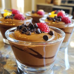 To make this mousse, gather the following ingredients: - 2 cups cottage cheese (choose low-fat or full-fat based on preference) - 3 tablespoons unsweetened cocoa powder - 2 tablespoons honey or maple syrup (adjust to taste) - 1 teaspoon pure vanilla extract - 1/4 cup Greek yogurt - A pinch of sea salt These main ingredients create a rich and creamy mousse. Cottage cheese is the star here, giving protein and texture. Cocoa powder adds chocolate flavor, while honey or maple syrup sweetens the mix. Vanilla extract enhances the taste, and Greek yogurt makes it extra creamy. For an added touch, consider these garnishes: - 1/4 cup dark chocolate chips (optional, for garnish) - Fresh berries (such as strawberries, raspberries, or blueberries) for topping (optional) Garnishes not only make the mousse look pretty but also add flavor. Dark chocolate chips offer a decadent bite. Fresh berries bring a burst of freshness and color. You can swap some ingredients for different options: - Use low-fat or full-fat Greek yogurt based on your diet. - Maple syrup can replace honey for a vegan choice. - Add a scoop of protein powder for an extra protein boost. These substitutions help you tailor the mousse to your taste and needs. Adjusting ingredients can change the flavor and texture while keeping it delicious. To start, gather your ingredients. You need 2 cups of cottage cheese, 3 tablespoons of cocoa powder, and 2 tablespoons of honey or maple syrup. Add 1 teaspoon of vanilla extract, 1/4 cup of Greek yogurt, and a pinch of sea salt to the mix. Place all these into your blender or food processor. This is your mousse base. Now, blend the mixture on high speed. Blend until it turns smooth and creamy. Stop to scrape the sides of the container. This helps mix all the ingredients well. Check the taste. If you want it sweeter, add more honey or syrup a little at a time. Blend again until fully mixed. Next, pour your mousse into individual serving cups. Make sure to divide it evenly. Place the cups in the fridge. Let them chill for at least 30 minutes. This will help the mousse set. When you serve, top each one with dark chocolate chips and fresh berries. This adds flavor and makes it look great! To get that smooth and creamy texture, blend the cottage cheese with the other ingredients. I suggest using a high-speed blender. Blend until there are no lumps. If your mixture seems thick, add a bit more Greek yogurt. This will help it blend better. Don’t forget to scrape the sides of the blender to mix everything well. Taste your mousse after blending. If it is not sweet enough, add honey or maple syrup. Start with just a little and blend again. Taste it again. Keep adjusting until it is just right for you. Remember, everyone's taste is different, so find what you love! For a beautiful look, use clear glasses. This shows off the mousse's lovely color and texture. Add a mint leaf on top for extra flair. You can also sprinkle some dark chocolate chips for a nice touch. Fresh berries like strawberries or blueberries add color and flavor. Arrange them nicely on top, and your dessert will be a hit! {{image_4}} You can make this mousse even better by adding flavors. Try mixing in a tablespoon of peanut butter for a nutty twist. You can also use almond extract instead of vanilla for a different taste. For a spicy kick, add a dash of cinnamon or cayenne. Want a fruit flavor? Blend in some mashed banana or pureed strawberries. Each choice makes this dessert a fun new treat! If you want a low-sugar option, use a sugar substitute like stevia or erythritol. You can skip the honey or maple syrup entirely. For a vegan mousse, replace cottage cheese with silken tofu. Use maple syrup as a sweetener, and choose dairy-free yogurt. This way, you can still enjoy a rich dessert while keeping it plant-based. Fresh fruits make great toppings for this mousse. Berries like strawberries, raspberries, or blueberries add sweetness and color. Sliced bananas also pair well, giving a creamy taste. For a tropical touch, try adding diced mango or pineapple. You can even sprinkle some chopped nuts for crunch. This allows you to create a dessert that suits your taste! To keep your mousse fresh, store it in airtight containers. This helps prevent any unwanted odors or flavors from mixing in. If you use clear glasses for serving, cover them tightly with plastic wrap. This keeps moisture out while maintaining that creamy texture. When stored correctly, your mousse will last about 3 to 5 days in the fridge. After this time, the flavors may fade. You might notice it becoming less creamy as well. Always check for any changes in smell or texture before serving leftovers. You don’t need to reheat the mousse, as it is best enjoyed cold. If it seems a bit thick after chilling, simply stir in a splash of milk or a bit more Greek yogurt. This will help restore the smoothness. If you want to add a fresh touch, top it with new berries right before serving. Cottage cheese is a great source of protein. It helps build muscles and keeps you full. One cup has about 28 grams of protein. It also has calcium, which is good for bones. Plus, it has vitamins like B12 and riboflavin. These nutrients can boost your energy and help your body work well. Choosing low-fat or full-fat cottage cheese can fit your diet needs. Yes, you can freeze the mousse! Just make sure to store it in an airtight container. It keeps well in the freezer for up to two months. When you’re ready to eat it, move it to the fridge to thaw overnight. The texture may change a bit, but it will still taste good. I recommend enjoying it fresh for the best creamy texture. Absolutely! This mousse is perfect for meal prep. You can make it in advance and store it in the fridge. It stays fresh for about four days. Just keep it in individual serving containers. It’s a great snack or dessert to grab on busy days. Plus, it’s a fun way to get more protein in your meals. This blog post covered how to make creamy, high-protein chocolate cottage cheese mousse. You learned about key ingredients and how to garnish your dish. We explored step-by-step instructions for a smooth texture and the best ways to chill and set the mousse. I shared helpful tips for the perfect consistency and ways to adjust sweetness. You also found variations, storage tips, and answers to your most common questions. Enjoy creating this delicious dessert that can fit into your meal plans!