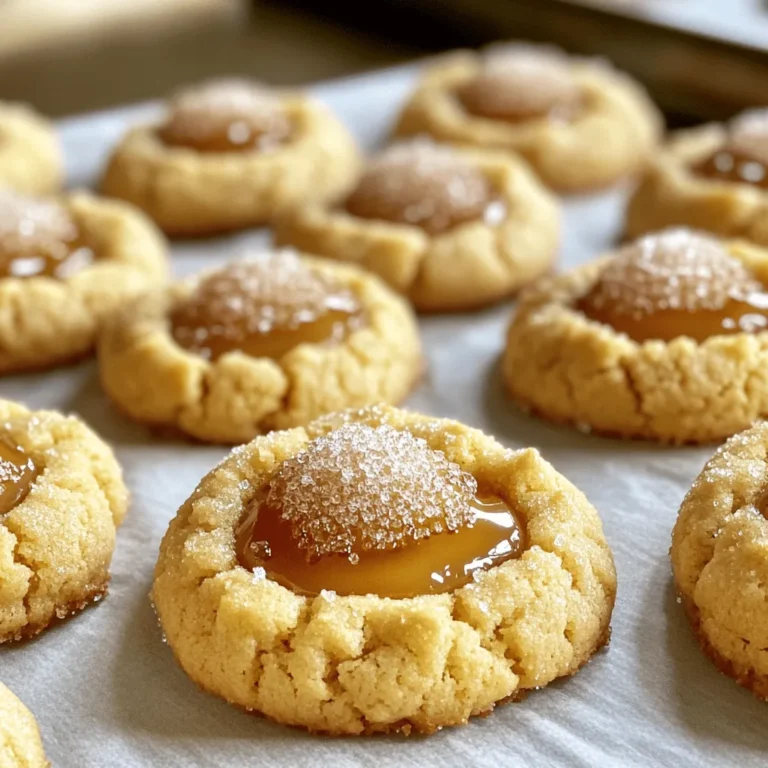 - 1 cup unsalted butter, softened to room temperature - 1 cup granulated sugar - 1/2 cup packed brown sugar - 2 large eggs, at room temperature - 1 teaspoon pure vanilla extract - 2 cups all-purpose flour - 1 teaspoon baking soda - 1/2 teaspoon fine sea salt - 1/2 cup heavy cream - 1/4 cup granulated sugar (for caramelized topping) These ingredients come together to create a delightful treat. The butter gives a rich flavor and soft texture. Granulated sugar and brown sugar add sweetness and depth. Eggs and vanilla extract bring moisture and aroma. All-purpose flour provides structure, while baking soda helps the cookies rise. The fine sea salt balances the sweetness, making each bite better. Heavy cream contributes to the cookie's richness and creaminess. Finally, the extra granulated sugar is for the crispy caramel topping. This topping gives a satisfying crunch that contrasts with the soft cookie base. Each ingredient plays a key role in making these cookies special. - Preheat the oven to 350°F (175°C). - Prepare two baking sheets by lining them with parchment paper. - In a large mixing bowl, cream together 1 cup of softened unsalted butter, 1 cup of granulated sugar, and 1/2 cup of brown sugar. Mix until fluffy. - Add 2 large eggs, one at a time. Mix well after each egg. Then, add 1 teaspoon of pure vanilla extract and mix until smooth. - In a separate bowl, mix 2 cups of all-purpose flour, 1 teaspoon of baking soda, and 1/2 teaspoon of fine sea salt. - Slowly add this dry mix to the wet ingredients. Mix on low speed until just combined. - Gently pour in 1/2 cup of heavy cream. Fold it into the dough until smooth. - Use a tablespoon or cookie scoop to drop rounded balls of dough on the lined sheets. Leave about 2 inches between each ball. - Bake for 10-12 minutes. Look for lightly golden edges and soft centers. - After cooling for 5 minutes, sprinkle about 1/4 teaspoon of granulated sugar on each cookie. - Use a kitchen torch to caramelize the sugar. Move the flame in small circles until it melts and forms a golden crust. Watch it closely to avoid burning. To get the right dough consistency, mix the butter and sugars well. The mix should be light and fluffy. After adding eggs and vanilla, blend carefully. When combining dry and wet ingredients, mix until no dry bits remain. The heavy cream adds a nice gloss to the dough. For baking time, keep an eye on the cookies. They should bake for 10-12 minutes. The edges need to be golden while the center stays soft. One common mistake is overmixing the dough. This can make the cookies tough. Be gentle when combining the dry and wet ingredients. Another issue is burning the caramelized sugar. When using a kitchen torch, move in small circles. Watch closely to prevent burning. If the sugar looks too dark, it’s likely burnt. Presentation can elevate your cookies. Arrange them on a decorative platter. Add fresh berries or a drizzle of chocolate sauce for flair. For beverages, pair these cookies with coffee or sweet tea. The rich flavors complement the cookies well. Enjoy the delightful contrast of sweet and crunchy textures! {{image_4}} You can make Crème Brûlée Cookies even more fun with flavor additions. Start by infusing the dough. You can add a teaspoon of almond extract for a nutty twist. If you love citrus, try some lemon or orange zest. Both give a fresh taste that pairs well with the sweet sugar. Next, think about toppings and mix-ins. Chopped nuts like pecans or walnuts add a nice crunch. You can also fold in chocolate chips for a richer treat. Or, try adding dried fruit like cranberries for a chewy surprise. Each of these options changes the cookie's taste while keeping that classic crème brûlée flavor. You can easily adjust this recipe for different diets. For gluten-free cookies, swap all-purpose flour with a gluten-free blend. Look for one that works well in baking. This way, you still get a great texture without the gluten. If you're vegan, replace the eggs with flax eggs. Mix one tablespoon of flaxseed meal with three tablespoons of water. Let it sit for a few minutes to thicken. Use a plant-based butter instead of regular butter. Also, choose a non-dairy cream for the heavy cream. These swaps keep the cookie delicious while fitting a vegan diet. To keep your Crème Brûlée Cookies fresh, store them properly. You can keep them at room temperature in an airtight container. Make sure the cookies are fully cooled before sealing. This helps maintain their crispy topping and soft center. If you live in a humid area, refrigeration is a better choice. Place the cookies in an airtight container and store them in the fridge. Just remember, the caramelized sugar may lose its crunch in the fridge. You can freeze Crème Brûlée Cookies before or after baking. To freeze before baking, scoop the dough into balls and place them on a baking sheet. Freeze them for about an hour, then transfer them to a freezer bag. You can bake them straight from the freezer; just add a couple of extra minutes to the baking time. If you freeze the cookies after baking, let them cool completely. Wrap each cookie in plastic wrap and place them in a freezer-safe bag. For thawing, remove the cookies from the freezer and let them sit at room temperature for about an hour. If you want to enjoy that crispy sugar topping, reheat the cookies in the oven for a few minutes before serving. Crème brûlée cookies are sweet treats inspired by the classic dessert. They have a soft, chewy center and a crunchy caramelized top. The flavors blend vanilla, butter, and cream, giving a rich taste. Each cookie offers a delightful mix of textures. Yes! You can make these cookies in advance. Store them in an airtight container at room temperature for up to three days. To keep them fresh, avoid stacking them. For longer storage, place them in the fridge for a week. To control spread, chill the dough before baking. After mixing, cover the dough and place it in the fridge for at least 30 minutes. Also, ensure your baking sheets are cool when you place the dough on them. This helps cookies hold their shape better. You can find pre-made crème brûlée cookies in bakeries or specialty dessert shops. Some grocery stores may carry them in the frozen section. Online, check websites like Amazon or local bakery delivery services. If the caramelized sugar does not harden, it may be too hot. Allow it to cool longer before serving. If it remains soft, reheat the cookies slightly and caramelize again. Remember to use the torch carefully to avoid burning. In this guide, we covered everything about Crème Brûlée Cookies. You learned the essential ingredients, step-by-step mixing and baking instructions, and tips for perfect texture. I shared common mistakes to avoid and creative serving ideas. We explored fun flavor variations and storage techniques. Crème Brûlée Cookies are a unique treat. With practice, you can master them. Enjoy experimenting and sharing your tasty cookies with others!
