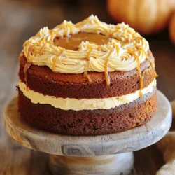 To make this delightful Autumn Pumpkin Cake, gather the following ingredients: - 2 cups all-purpose flour - 1 teaspoon baking powder - 1 teaspoon baking soda - 1 teaspoon ground cinnamon - 1/2 teaspoon ground nutmeg - 1/2 teaspoon ground ginger - 1/4 teaspoon salt - 1 cup granulated sugar - 1 cup packed brown sugar - 1 cup vegetable oil - 4 large eggs - 2 cups canned pumpkin puree - 1 teaspoon vanilla extract You will need a few key items for baking this cake: - Two 9-inch round cake pans - Electric mixer - Mixing bowls (medium and large) - Spatula or wooden spoon - Wire rack for cooling These tools help ensure your cake bakes evenly and comes out perfectly. For the creamy frosting, gather these items: - 8 oz cream cheese, softened - 1/2 cup unsalted butter, softened - 1 cup powdered sugar - 1/4 cup caramel sauce (store-bought or homemade) - 1/2 teaspoon vanilla extract - Pinch of salt These ingredients create a rich and sweet topping that pairs perfectly with the pumpkin cake. 1. Start by preheating your oven to 350°F (175°C). 2. Grease two 9-inch round cake pans with butter. Dust them with flour to stop sticking. 3. In a medium bowl, combine 2 cups of flour, 1 teaspoon of baking powder, and 1 teaspoon of baking soda. 4. Add 1 teaspoon of cinnamon, 1/2 teaspoon of nutmeg, 1/2 teaspoon of ginger, and 1/4 teaspoon of salt. Whisk this mix well and set it aside. 5. In a large bowl, blend 1 cup of granulated sugar with 1 cup of brown sugar and 1 cup of vegetable oil. Beat with an electric mixer until smooth. 6. Add 4 eggs one at a time, mixing well after each addition. Then mix in 2 cups of pumpkin puree and 1 teaspoon of vanilla extract. 1. Slowly add the dry mix to the wet mix using a spatula. Stir until just combined; do not overmix. 2. Divide the batter evenly between the two prepared cake pans. Smooth the tops. 3. Bake for 25-30 minutes. Check doneness by inserting a toothpick; it should come out clean. 4. Let the cakes cool in the pans for 10 minutes. Carefully remove them and place on a wire rack to cool completely. 1. While the cakes cool, prepare the frosting. In a bowl, beat 8 oz of softened cream cheese with 1/2 cup of softened butter. Mix until creamy. 2. Gradually add 1 cup of powdered sugar, 1/4 cup of caramel sauce, 1/2 teaspoon of vanilla extract, and a pinch of salt. 3. Start on low speed to avoid a sugar cloud, then mix on medium until fluffy and well combined. 4. Once the cakes are cool, place one layer on a serving platter. Spread a layer of frosting on top. 5. Add the second layer and frost the whole cake, covering the top and sides. 6. For a pretty finish, drizzle more caramel sauce on top before serving. To get a light and fluffy cake, mix your wet and dry ingredients carefully. Too much mixing can make your cake dense. Use a spatula to combine them gently. Also, make sure your ingredients are at room temperature. This helps them blend well. The pumpkin puree adds moisture and flavor. So, don’t skip it! 1. Overmixing the Batter: This makes the cake tough. Mix just until combined. 2. Wrong Oven Temperature: Always preheat your oven. A hot oven helps the cake rise. 3. Not Greasing the Pans: Grease and flour the pans well. This stops the cake from sticking. 4. Skipping the Cooling Time: Let the cakes cool completely. Frosting a warm cake can melt the frosting. Presentation makes your cake shine! Use a spatula to spread the frosting smoothly. Drizzle extra caramel sauce on top for a sweet touch. You can also sprinkle crushed pecans or pumpkin seeds around the edges. This adds texture and looks lovely. Serve your slices on decorative plates for a cozy autumn feel. {{image_4}} You can make a gluten-free pumpkin cake by using gluten-free flour. Look for a blend that works well for baking. Replace the all-purpose flour in the recipe with an equal amount of gluten-free flour. This simple swap keeps the cake moist and delicious. If you want to try a different frosting, consider using whipped cream. You can mix heavy cream with sugar until it forms soft peaks. Another option is a chocolate ganache. Just melt chocolate with cream and let it cool slightly. This rich flavor pairs well with pumpkin. Add spices for more flavor! Consider mixing in a teaspoon of ground cloves or allspice. You can also add nuts like walnuts or pecans to the batter for crunch. For something unique, fold in chocolate chips or dried cranberries. These additions make the cake even more special. Once your autumn pumpkin cake cools, store it in an airtight container. This keeps the cake fresh for up to four days. If you have leftover slices, make sure to wrap them in plastic wrap first. This will help maintain moisture and flavor. For best results, store the cake at room temperature, away from direct sunlight. You can freeze the cake for later enjoyment. First, let the cake layers cool completely. Wrap each layer tightly in plastic wrap, then in aluminum foil. This double wrap prevents freezer burn. The cake can last for up to three months in the freezer. When you’re ready to enjoy it, thaw in the fridge overnight before serving. To reheat the cake, preheat your oven to 350°F (175°C). Place the cake on a baking sheet and cover it lightly with foil. Heat for about 10-15 minutes, or until warm. If you want to serve it cold, simply slice and enjoy as is. The caramel cream cheese frosting adds a rich flavor, whether warm or chilled. Yes, you can use fresh pumpkin. Start with a small pumpkin, around 2 to 3 pounds. Cut it in half, remove the seeds, and roast it until soft. This usually takes about 45 minutes at 350°F. Let it cool, then scoop out the flesh and blend it until smooth. Use this puree in place of the canned pumpkin. Fresh pumpkin offers a brighter flavor, but canned is more convenient. To achieve a thicker frosting, add more powdered sugar. Start with 1/4 cup at a time. Mix it in slowly until you reach your desired thickness. If the frosting becomes too sweet, you can balance it with a pinch of salt. Another option is to chill the frosting in the fridge for about 30 minutes. This helps it firm up before spreading. To cut a layered cake neatly, use a serrated knife. Start by marking where you want to cut without pressing down. Make smooth, gentle sawing motions. Clean the knife with a damp cloth between cuts to keep edges tidy. For even slices, wipe the knife after each cut. Enjoy beautifully presented pieces with minimal mess! This post covered all you need for a great cake. We discussed key ingredients, step-by-step baking, and tips for success. Remember, texture matters and avoiding mistakes can boost your cake. Consider gluten-free options or new flavors for fun. Store and freeze properly for best results. Don't hesitate to experiment with frosting thickness or fresh pumpkin. Enjoy making your cake and impressing your friends! Happy baking!