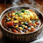 - 2 cans black beans, drained and rinsed - 1 can diced tomatoes (with juices) - 1 cup corn kernels (fresh or frozen) - 1 medium onion, diced - 3 cloves garlic, minced - 1 red bell pepper, diced - 2-3 chipotle peppers in adobo sauce, minced The base of this chili is rich and hearty. Black beans give it protein and fiber. Diced tomatoes add sweetness and acidity. Corn kernels bring texture and a bit of sweetness, too. Onion and garlic boost flavor. Red bell pepper adds color and crunch. Chipotle peppers give that perfect spicy kick. - 1 tablespoon ground cumin - 1 tablespoon chili powder - 1 teaspoon smoked paprika - Salt and pepper to taste The spices transform this dish. Ground cumin adds warmth. Chili powder brings heat and depth. Smoked paprika gives a lovely smoky flavor. Don’t forget salt and pepper to enhance all the tastes. - 1 cup cornmeal - 1 cup buttermilk (or substitute with milk and 1 tablespoon lemon juice) - 1 large egg - 1 teaspoon baking powder - 1 teaspoon sugar - 1/2 teaspoon salt This cornbread crumble is the best part. Cornmeal makes it hearty. Buttermilk keeps it moist and rich. The egg binds it, while baking powder helps it rise. Sugar adds a touch of sweetness, and salt balances all the flavors. - Sauté Onion and Red Bell Pepper: In a large pot, warm 1 tablespoon of olive oil over medium heat. Add 1 diced onion and 1 diced red bell pepper. Cook for about 5 minutes. The onion should look clear and soft. - Add Garlic and Spices: Next, stir in 3 minced garlic cloves, 1 tablespoon of ground cumin, 1 tablespoon of chili powder, and 1 teaspoon of smoked paprika. Add 2-3 minced chipotle peppers in adobo sauce. Stir for 1-2 minutes until you smell the spices. - Incorporate Beans, Tomatoes, Corn, and Broth: Add 2 cans of drained black beans, 1 can of diced tomatoes with juices, 1 cup of corn kernels, and 2 cups of vegetable broth to the pot. Season with salt and pepper to taste. - Bring to a Boil: Increase the heat to high until the mixture bubbles. - Cook Time and Stirring Instructions: Once boiling, reduce the heat to low. Let the chili simmer uncovered for about 30 minutes. Stir it every 5-10 minutes to stop it from sticking to the pot. Taste the chili and adjust seasoning if needed. - Preheat Oven and Mix Dry Ingredients: While the chili cooks, preheat your oven to 400°F (200°C). In a bowl, whisk together 1 cup of cornmeal, 1 teaspoon of baking powder, 1 teaspoon of sugar, and 1/2 teaspoon of salt. - Combine Wet Ingredients with Dry: In a separate bowl, mix 1 cup of buttermilk and 1 large egg until well blended. Slowly pour this into the dry mix, stirring gently. Don’t overmix; this keeps the cornbread light. - Transfer to Baking Dish and Bake: Pour the cornbread batter into a greased baking dish. Spread it evenly. Bake for 20-25 minutes until the top is golden and a toothpick comes out clean. Let it cool a bit, then crumble it into pieces. - Ladling Chili and Topping with Cornbread Crumble: Use a ladle to serve the chili into bowls. Top each bowl with a generous amount of the cornbread crumble for a crunchy finish. Enjoy your meal! To make your chili just right, you can adjust the spices. If you like heat, add more chipotle peppers. For less heat, use fewer peppers. Taste as you go, and you'll know what works best for you. Adding extra ingredients can also enhance flavor. Try adding bell peppers or fresh herbs. These boost the taste and add colorful flair. For a light and fluffy cornbread, don’t overmix the batter. Mix just until wet and dry ingredients blend, and let it rest a moment before baking. You can also use different toppings. Try adding cheese, jalapeños, or herbs for added flavor. Each brings a new twist to the cornbread. Garnishing your chili can make it look amazing. Consider fresh cilantro, a dollop of sour cream, or sliced jalapeños on top. Serve lime wedges on the side for a zesty kick. For sides, cornbread is a classic choice, but you can serve rice or tortilla chips too. These pair well and add texture to your meal. {{image_4}} You can make this chili vegan by swapping a few ingredients. Instead of using buttermilk, you can mix plant-based milk with lemon juice. Use a flax egg instead of a regular egg. Just mix one tablespoon of ground flaxseed with three tablespoons of water. Let it sit until it thickens. For broth, choose a vegetable stock that meets your needs. This keeps the chili tasty and vegan-friendly. Do you want a twist on your chili? Try adding different beans like pinto or kidney beans. You can also add veggies like zucchini or carrots for more color and crunch. Adjust the spice level to your liking. Add more chipotle peppers for heat or a squeeze of lime for brightness. Each change can make your chili unique. If you need a gluten-free option, look for gluten-free cornmeal. This works well in your cornbread crumble. You can also infuse flavors into your cornbread. Add cheese, jalapeños, or herbs to the batter. This adds a fun twist and can change the whole dish. Each variation lets you create something new and delicious. - Best Practices for Refrigeration: Let the chili cool down before storing. Place it in an airtight container. It will keep well in the fridge for up to five days. The flavors will deepen over time. - Freezing Chili and Cornbread Crumble: You can freeze the chili too. Use a freezer-safe container and leave some space for expansion. It will stay fresh for up to three months. For the cornbread crumble, store it separately. This keeps the texture nice. Wrap it tightly in plastic wrap or foil. - How to Reheat Chili Without Losing Flavor: To reheat the chili, place it in a pot on low heat. Stir it often to avoid sticking. Add a splash of water or broth if it looks thick. This keeps it moist and tasty. - Keeping Cornbread Crisp: For the cornbread crumble, heat it in the oven. Preheat to 350°F (175°C). Spread the crumble on a baking sheet. Bake for about 5-10 minutes until it's warm and crisp again. This will make every bite enjoyable. Chipotle Black Bean Chili lasts about 4 to 5 days in the fridge. Store it in an airtight container. This keeps it fresh and helps avoid spills. Yes, you can make this chili in a slow cooker. Just sauté the veggies first for more flavor. Then, add all the ingredients to the slow cooker. Cook on low for 6-8 hours or on high for 3-4 hours. You can serve this chili with rice, tortilla chips, or a side salad. For a fun twist, try pairing it with avocado slices or fresh cilantro. Yes, dried beans work too! Soak them overnight and cook them until soft. You may need to adjust the cooking time. Add them early in the chili process. To make the cornbread crumble dairy-free, use almond milk or oat milk instead of buttermilk. You can also add a splash of vinegar to mimic the tanginess of buttermilk. In this post, I shared how to make delicious Chipotle Black Bean Chili topped with cornbread crumble. You learned about the key ingredients, spices, and simple steps to prepare this dish. I also provided tips for perfecting the chili and cornbread, plus some tasty variations. Remember, cooking is about fun and creativity. Don't hesitate to try new flavors and enjoy the process. With these insights, your chili night will surely impress everyone at the table. Happy cooking!
