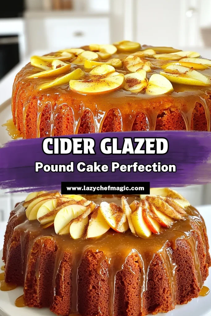 Indulge in the delightful flavors of fall with this Apple Cider Glazed Pound Cake recipe! Made with fresh apple cider, warm spices, and a sweet glaze, this cake is perfect for any gathering or cozy afternoon treat. Follow our easy step-by-step guide to create a moist and flavorful dessert that will impress everyone. Click to explore the full recipe and satisfy your sweet cravings today! #AppleCiderCake #PoundCakeRecipe #FallBaking #DessertIdeas