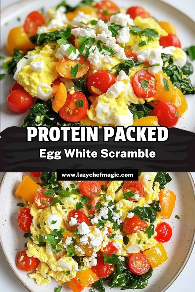 Start your day with a deliciously healthy high protein egg white scramble that packs a punch! With fresh veggies like spinach, cherry tomatoes, and bell peppers, plus a sprinkle of feta cheese, this quick 15-minute recipe is perfect for breakfast or brunch. Whip up this nutritious meal that fuels your day and satisfies your taste buds! Click through to explore the full recipe and enjoy the flavors! #HealthyBreakfast #ProteinPacked #EggWhiteScramble #BrunchRecipes