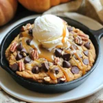 To make the perfect Pumpkin Spice Chocolate Chip Cookie Skillet, you'll need some key ingredients that create a delightful blend of flavors. Here’s what you will need: - 1 cup pumpkin puree - 1/2 cup unsalted butter, softened to room temperature - 1 cup brown sugar, tightly packed - 1/2 cup granulated sugar - 1 large egg - 1 teaspoon pure vanilla extract - 2 cups all-purpose flour - 1 teaspoon baking soda - 1 teaspoon baking powder - 1 teaspoon pumpkin pie spice - 1/2 teaspoon sea salt - 1 cup semi-sweet chocolate chips - 1/2 cup chopped pecans (optional) Each ingredient plays a role in creating a rich, warm, and comforting cookie. The pumpkin puree adds moisture and flavor, while the butter provides richness. Brown and granulated sugars sweeten the dough, giving it a lovely caramel note. The egg helps bind everything together, ensuring your cookie skillet holds its shape. Using all-purpose flour gives the cookie structure, while baking soda and baking powder help it rise. Pumpkin pie spice brings that signature fall flavor, and sea salt enhances all the tastes. The semi-sweet chocolate chips bring sweetness and texture, and if you choose to add pecans, they give a nice crunch. Gather these ingredients to start your baking adventure. You’ll soon enjoy a warm and gooey treat that smells like autumn! 1. First, preheat your oven to 350°F (175°C). This helps the cookie bake evenly. 2. In a large bowl, mix 1 cup of softened butter, 1 cup of brown sugar, and 1/2 cup of granulated sugar. Beat until light and fluffy. 3. Next, add 1 cup of pumpkin puree, 1 large egg, and 1 teaspoon of pure vanilla extract. Mix until smooth and well combined. 4. In another bowl, sift together 2 cups of all-purpose flour, 1 teaspoon of baking soda, 1 teaspoon of baking powder, 1 teaspoon of pumpkin pie spice, and 1/2 teaspoon of sea salt. 5. Slowly add the dry mix to the wet mix. Stir gently until just combined. Be careful not to overmix. 6. Finally, fold in 1 cup of semi-sweet chocolate chips and 1/2 cup of chopped pecans if you like. Make sure they are evenly distributed. 1. Now, transfer the cookie dough into a greased 10-inch cast iron skillet. Spread it evenly across the bottom. 2. Bake in your preheated oven for 25-30 minutes. Check doneness by inserting a toothpick in the center. It should come out clean. 1. Once done, take the skillet out of the oven. Let the cookie cool for about 10 minutes. This makes slicing easier. 2. Serve warm for the best taste. For a special treat, add a scoop of vanilla ice cream and drizzle with caramel sauce. You can also sprinkle extra pumpkin pie spice on top for a nice touch. - Ensuring a fluffy texture: Start with soft butter. Mixing it well with sugars helps create air pockets. This makes the cookie light and fluffy. Also, ensure you mix until just combined. - Avoiding overmixing: Mix wet and dry ingredients gently. Overmixing makes the cookie tough. Stop when you see no flour. The dough should look a little lumpy. - Serving suggestions: Serve your warm cookie with a scoop of vanilla ice cream. Drizzle rich caramel sauce on top for extra flavor. This adds creaminess and sweetness. - Garnishing ideas: Sprinkle some pumpkin pie spice over the top. This not only looks nice but also enhances the flavor. A few chocolate chips can add a nice touch, too. - Adding different types of chocolate: Try using dark chocolate chips. They balance the sweetness well. You can also mix in white chocolate for a fun twist. - Alternative mix-ins: Consider adding chopped nuts like walnuts or almonds. Dried fruit like cranberries can add a tart flavor. These options make your cookie even more exciting. {{image_4}} You can change the flavor of your skillet cookie in fun ways. One great option is to use Nutella. Just swirl it into the dough before baking. This adds a rich, chocolatey twist that everyone will love. Another option is to create an Autumn Spice Cookie Skillet. You can swap out the pumpkin pie spice for other spices like cinnamon, nutmeg, or ginger. These spices add warmth and depth, perfect for fall. If you need gluten-free options, use almond flour or a gluten-free flour blend. This will keep the texture nice and soft. Just make sure to check if your baking soda and powder are gluten-free. For vegan adaptations, replace the egg with a flax egg or applesauce. Use coconut oil instead of butter. You can also swap the chocolate chips for dairy-free ones. These changes make the cookie tasty and friendly for all diets. You might want to serve fewer or more people. To make a smaller portion, you can cut the recipe in half. This works well if you want a treat for yourself or a small group. If you need a larger batch, simply double the ingredients. Just remember to use a bigger skillet or bake in two skillets. This way, you can share this deliciousness with everyone! To keep your cookie skillet fresh, follow these easy steps. First, let the skillet cool completely. Once cool, cover it tightly with plastic wrap or aluminum foil. You can also transfer slices to an airtight container. Store the skillet in the fridge if you plan to eat it within a week. If you want to save it longer, freezing is a great option. Cut the cooled cookie into slices. Wrap each slice in plastic wrap. Then place the wrapped slices in a freezer-safe bag. This way, they stay fresh for up to three months. Reheating your cookie skillet properly is key to keeping its yummy texture. For the best results, use an oven. Preheat the oven to 350°F (175°C). Place the skillet in the oven for about 10 minutes. This warms it through and keeps it soft. If you choose to use a microwave, do so carefully. Place a slice on a microwave-safe plate. Heat it for about 15-20 seconds. Check if it’s warm enough. If not, heat in small bursts to avoid making it tough. For optimal freshness, store the cookie skillet correctly. When kept in the fridge, it lasts about 5 to 7 days. If frozen, aim to eat it within three months for the best taste. After that, it may lose its flavor and texture. Enjoy your pumpkin spice chocolate chip cookie skillet while it’s at its best! Yes, you can use fresh pumpkin. Just cook it down and puree it. Make sure it is smooth and not too watery. Canned pumpkin is easier, but fresh adds a nice touch. Check the edges of your cookie. They should be golden brown. Insert a toothpick into the center. If it comes out clean, your cookie is ready. Yes, you can prepare the dough ahead. Store it in the fridge for up to 24 hours. Just let it sit at room temperature for a bit before baking. You can top your skillet cookie with ice cream, whipped cream, or caramel sauce. Chopped nuts, like pecans or walnuts, also add a nice crunch. Absolutely! You can use any oven-safe skillet. Just adjust the baking time if your skillet is larger or smaller. Enjoy getting creative with your cooking tools! In this blog post, we explored a delicious skillet cookie made with simple ingredients like pumpkin puree, butter, and chocolate chips. I walked you through each step, from mixing to baking. I also shared tips to enhance flavor and options for dietary needs. Remember, this recipe is versatile, allowing customization and easy adaptations. As you bake this treat, enjoy the process and the warm aroma filling your kitchen. You’ll create something tasty to share or savor on your own. Happy baking!