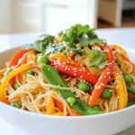 - 8 oz rice noodles - 2 tablespoons gochujang (Korean red chili paste) - 1 tablespoon honey or maple syrup - 2 tablespoons soy sauce - 1 tablespoon sesame oil - 1 teaspoon rice vinegar - 2 cloves garlic, finely minced - 1-inch piece ginger, freshly grated - 1 cup assorted bell peppers (sliced red, yellow, and green) - 1 medium carrot, julienned for a crisp texture - 1 cup snap peas or snow peas, ends trimmed - 2 green onions, thinly sliced Rice noodles work great in this dish. They soak up all the flavors from the sauce. Gochujang gives these noodles their unique kick. It’s spicy and sweet, perfect for a quick meal. Honey or maple syrup adds sweetness. You can balance the heat by adding more or less gochujang. Soy sauce brings in a salty flavor, while sesame oil gives a rich, nutty finish. - Sesame seeds - Fresh cilantro leaves Garnishes make your dish look pretty and add flavor. Sesame seeds add a nice crunch. Fresh cilantro gives a burst of freshness. You can add these before serving for a lovely touch. By using these ingredients, you can make a quick and tasty meal. The mix of flavors and textures will impress your family or friends. - First, fill a large pot with water. - Bring the water to a rolling boil. - Once boiling, add 8 oz of rice noodles. - Cook the noodles for about 4-6 minutes, or until al dente. - Drain the noodles in a colander. - Rinse them under cold water to stop the cooking. - Set the drained noodles aside for later use. - In a medium bowl, combine the gochujang, honey (or maple syrup), soy sauce, and sesame oil. - Add 1 teaspoon of rice vinegar and mix well. - Whisk until smooth and well blended. - Taste the sauce. Adjust the flavor to your liking. - Add more honey for sweetness or more gochujang for heat if you like it spicy. - Choose colorful vegetables like bell peppers, carrots, and snap peas. - Heat a tablespoon of oil in a large skillet or wok over medium-high heat. - Once the oil is hot, add the sliced bell peppers, julienned carrot, and snap peas. - Stir-fry the vegetables for about 3-4 minutes. - Stir frequently until they are tender but still crunchy. - Gently add the cooked rice noodles to the skillet. - Carefully pour the gochujang sauce over the noodles. - Toss everything together with tongs or a spatula. - Make sure the noodles are evenly coated in the sauce. - Warm through for an additional 2-3 minutes. - Remove the skillet from heat and fold in the sliced green onions. - Transfer the colorful noodle mixture to a serving dish. - For a beautiful touch, sprinkle sesame seeds and fresh cilantro on top. - Serve these noodles warm and enjoy! - Avoiding overcooking: Start by boiling water in a large pot. Once it’s bubbling, add the rice noodles. Cook them for about 4-6 minutes. Check for al dente texture. If you overcook them, they will become mushy. - How to prevent sticking: After cooking, drain the noodles in a colander. Rinse them under cold water. This stops the cooking and keeps them separate. Toss a little sesame oil on them if you want to be extra safe from sticking. - Options for different flavor profiles: You can make this sauce your own! Try adding lime juice for a zesty twist. If you like it sweeter, use more honey or maple syrup. For a bolder taste, add a splash of soy sauce. - Suggested spice and sweetness adjustments: If you love heat, add more gochujang. If you want less spice, reduce it. Taste the sauce as you mix it. Adjust it until it’s just right for you. - Alternative vegetables for personalization: You can swap bell peppers for zucchini or mushrooms. Try adding broccoli or bok choy for extra crunch. Be creative with colors and textures! - Tips on frozen vs. fresh vegetables: Fresh veggies keep their crunch better, but frozen can be quicker. If using frozen, make sure to thaw them first. Either way, cook until they are bright and tender. {{image_4}} To make Sweet & Spicy Gochujang Noodles plant-based, swap the soy sauce with tamari. Tamari is gluten-free and still offers a rich flavor. You can also replace honey with maple syrup for a fully vegan dish. This keeps the sweetness but removes all animal products. Add more veggies, like mushrooms or zucchini, to boost flavor and texture. They blend well with the gochujang sauce and make the dish hearty. For those who enjoy meat, chicken or shrimp pairs well with these noodles. Simply slice the chicken thinly or use peeled shrimp. Cook them in the skillet before adding the vegetables. If you prefer tofu, use firm or extra-firm tofu. Cube it and sauté until golden brown. Tofu absorbs the sauce well and adds a nice protein boost. Adding protein makes this dish more filling and satisfying. If you need gluten-free options, use coconut aminos instead of soy sauce. This gives a similar flavor without the gluten. For noodles, try using rice noodles as the recipe suggests. They are naturally gluten-free. You may also use gluten-free pasta or zucchini noodles for a lighter version. These swaps keep the dish tasty and suitable for various diets. To keep your Sweet & Spicy Gochujang Noodles fresh, place them in an airtight container. This helps to lock in moisture and flavor. Make sure the noodles cool down before sealing. Store them in the fridge. They will stay fresh for about three days. When it's time to enjoy leftovers, you want to keep the noodles tasty. Here are some easy methods: - Stovetop: Heat a pan over medium heat. Add a splash of water or oil to prevent sticking. Stir the noodles until heated through. - Microwave: Place the noodles in a bowl. Add a few drops of water and cover with a plate. Heat in 30-second bursts, stirring in between, until warm. Both methods keep the texture nice and chewy. If you want to save your Gochujang noodles for later, freezing is an option. In the fridge, they last three days. In the freezer, they can last up to three months. Be sure to use a freezer-safe container. This keeps them from getting freezer burn. When you’re ready to eat, thaw them in the fridge overnight before reheating. Gochujang is a thick, red paste made from Korean chili peppers, glutinous rice, fermented soybeans, and salt. It has a deep, rich flavor that is both spicy and slightly sweet. You can find it in many Korean dishes, like bibimbap and tteokbokki. It adds great depth to sauces, marinades, and soups. With gochujang, you can easily spice up your Sweet & Spicy Gochujang Noodles. This paste brings warmth without being overwhelming, making it perfect for anyone who enjoys a bit of heat. Yes, you can make Sweet & Spicy Gochujang Noodles ahead of time. To prep, cook the noodles and stir-fry the veggies. Store them separately in airtight containers. This way, the noodles stay fresh, and the veggies keep their crunch. If you store them in the fridge, they will last for about three days. When you are ready to eat, just reheat everything in a pan. Add a splash of water or oil to keep them moist as you warm them up. You can serve these noodles with several side dishes. Steamed dumplings pair well for a full meal. Crispy spring rolls also make a great match. For a fresh touch, serve a side salad with a light dressing. If you want to add protein, grilled chicken or tofu can be tasty options. The colorful veggies in the noodles already make for a vibrant plate, so keep it simple and enjoy! In this post, we discussed how to make delicious Sweet & Spicy Gochujang Noodles. I shared key ingredients, including rice noodles and gochujang. You learned how to cook noodles, prepare the sauce, and stir-fry vibrant veggies. We also covered tips for storage and reheating. Now, you can enjoy and customize this dish with ease. Experiment with flavors and garnishes to make it your own. Your kitchen adventures await!
