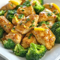- 2 boneless, skinless chicken breasts, cut into bite-sized pieces - 2 cups fresh broccoli florets - 4 tablespoons unsalted butter, divided - 4 cloves garlic, minced - 1 teaspoon Italian seasoning - 1 teaspoon paprika - Salt and black pepper - 1 lemon, zested and juiced - Fresh parsley, finely chopped for garnish When I make Garlic Butter Chicken Broccoli, I love using fresh ingredients. The chicken gives protein and flavor. Broccoli adds color and nutrients. Butter makes everything rich and tasty. Garlic, Italian seasoning, and paprika bring warmth and depth. I use salt and black pepper to enhance all the flavors. The lemon adds a bright touch. The zest gives a fresh aroma, while the juice adds tang. Fresh parsley makes the dish look vibrant and fresh. These ingredients mix well and create a simple, delicious meal. You can easily find them at any grocery store. Each part of this dish plays a key role. Together, they make Garlic Butter Chicken Broccoli a meal you will love. {{ingredient_image_2}} First, cut the chicken breasts into bite-sized pieces. This helps them cook evenly. In a medium bowl, season the chicken with salt, pepper, paprika, and Italian seasoning. Mix well so each piece is coated in the spices. This step brings out the best flavors in the chicken. Next, heat 2 tablespoons of butter in a large skillet over medium heat. Wait until the butter melts and sizzles. Then, add the seasoned chicken to the skillet. Sauté the chicken for about 6 to 8 minutes. Cook until the chicken is fully cooked and golden brown. Once done, carefully remove the chicken and set it aside on a plate. In the same skillet, add the remaining 2 tablespoons of butter. When it melts, add the minced garlic. Sauté for about 1 minute, stirring often. Be careful not to burn the garlic, as it can taste bitter. After the garlic is fragrant, add the broccoli florets to the skillet. Sauté for about 4 to 5 minutes until the broccoli is tender and bright green. Now, return the cooked chicken to the skillet. Pour in the lemon juice and zest. Stir everything together to blend the flavors. Taste the dish and adjust the seasoning with more salt and pepper if needed. Let the chicken and broccoli cook together for an extra 2 to 3 minutes. Stir gently so the flavors mix well. Once done, remove the skillet from the heat. Garnish the dish with freshly chopped parsley for a touch of color and flavor before serving. Enjoy your meal! - Ensuring chicken is cooked through: Always cut your chicken into small pieces. This helps it cook faster and more evenly. Cook the chicken for 6 to 8 minutes until it's golden brown and no longer pink inside. A meat thermometer can help. Aim for 165°F (75°C) for safety. - Avoiding burnt garlic: Garlic can burn quickly, so keep an eye on it. Sauté it for just one minute until fragrant. Stir it often. If it turns brown too fast, lower the heat. You want the flavor, not the bitterness. - Presentation ideas: For a great look, serve your Garlic Butter Chicken Broccoli on a large platter. Arrange the chicken and broccoli nicely. Add lemon wedges on the side for a touch of color and sparkle. - Pairing with sides: This dish pairs well with rice or quinoa. You can also serve it with crusty bread. These sides soak up the tasty garlic butter sauce. - Adjusting seasoning after cooking: Always taste your dish before serving. If you think it needs more, add salt and pepper. You can also squeeze in more lemon juice for extra brightness. - Recommended additional ingredients: To kick up the flavor, try adding red pepper flakes for heat. You can also toss in some cherry tomatoes or bell peppers for extra color and taste. Pro Tips Use Fresh Garlic: Freshly minced garlic delivers a brighter and more robust flavor compared to pre-minced varieties. Always opt for fresh for the best taste! Don’t Overcook the Broccoli: Keep the broccoli vibrant and crisp by sautéing it just until tender. You want it to maintain its beautiful color and nutrients. Adjust Seasoning to Taste: After mixing in the lemon juice and zest, taste the dish and adjust the seasoning as needed. Every palate is different, so make it your own! Garnish for Presentation: Fresh parsley not only adds color but also a fresh flavor. Sprinkle it on just before serving for a beautiful presentation. {{image_4}} You can easily swap out the main ingredients in Garlic Butter Chicken Broccoli. Here are some ideas: - Alternatives for chicken: Try turkey breast or tofu for a different taste. Both work well with garlic and butter. - Different vegetables to use: Instead of broccoli, use green beans, asparagus, or bell peppers. Each option brings its own flavor and color. If you like heat, add some spice to your dish. Here’s how: - Adding chili flakes or sriracha: Mix in a pinch of chili flakes to the garlic while it cooks. For a bolder kick, drizzle sriracha on top before serving. - Incorporating spicy seasonings: Use cayenne pepper or a spicy seasoning blend. This will add warmth and make the dish exciting. For a rich, creamy version, try this approach: - Making a creamy sauce with cream or Parmesan: Stir in heavy cream or grated Parmesan after cooking the chicken. This will create a luscious sauce that coats everything. - Adjusted cooking methods for creaminess: Lower the heat after adding cream. Let it simmer gently to thicken without curdling. This keeps the sauce smooth and delicious. To keep your Garlic Butter Chicken Broccoli fresh, store it in airtight containers. This helps seal in flavor and moisture. Make sure to let the dish cool before sealing. In the fridge, it stays good for about 3 to 4 days. If you want to enjoy it later, freezing might be a better choice. When it’s time to enjoy your leftovers, reheating is key. The best way is to use a skillet. Heat it over low to medium heat. Add a splash of water or broth to keep it moist. Stir often to make sure everything warms evenly. You can also use a microwave. Heat in short bursts, stirring in between. This helps keep the chicken tender and the broccoli bright. If you want to freeze your leftovers, it’s easy! Place the cooled dish in airtight containers. Make sure to leave some space at the top, as food expands when frozen. You can freeze it for up to 2 months. When you're ready to eat, thaw it overnight in the fridge. Reheat it gently on the stove or microwave. This way, you’ll enjoy a tasty meal again! To make Garlic Butter Chicken Broccoli, follow these simple steps: 1. Cut 2 boneless, skinless chicken breasts into bite-sized pieces. 2. Season the chicken with salt, pepper, paprika, and Italian seasoning. 3. Heat 2 tablespoons of butter in a large skillet over medium heat. 4. Sauté the chicken for 6 to 8 minutes until golden brown and cooked through. 5. Remove the chicken from the skillet and set it aside. 6. In the same skillet, add 2 more tablespoons of butter and minced garlic. 7. Sauté the garlic for about 1 minute until fragrant. 8. Add 2 cups of broccoli florets and cook for 4 to 5 minutes. 9. Return the chicken to the skillet and add lemon juice and zest. 10. Cook for another 2 to 3 minutes, stirring gently. 11. Garnish with chopped parsley before serving. Yes, you can use frozen broccoli. It is quick and easy. However, fresh broccoli has a better texture and taste. If using frozen, thaw it first to avoid sogginess. Cook it a little longer in the skillet to ensure it heats through. You have many tasty options. Here are a few ideas: - Garlic bread for some crunch. - Rice or quinoa to soak up the sauce. - A simple salad for freshness. - Mashed potatoes for a comfort food touch. Leftovers will last for 3 to 4 days in the fridge. Store the chicken and broccoli in an airtight container. Always check for any off smells or changes in texture before eating. You can use olive oil instead of butter. It will change the flavor slightly, making it a bit lighter. Olive oil won’t give the same rich taste, but it is a healthier option. If you want that buttery flavor, try a mix of both. In this blog, we explored a tasty Garlic Butter Chicken Broccoli recipe. We covered key ingredients, step-by-step cooking instructions, and helpful tips for perfect results. Remember, you can customize this dish with various ingredients for your taste. Whether you want spicy or creamy options, there's a version for everyone. Storing leftovers properly ensures they stay fresh. Now, you can enjoy a healthy meal that's easy to make. Dive in and try it today!