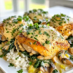 - 4 boneless, skinless chicken thighs - 1 cup jasmine rice - 2 cups chicken broth - 1 cup heavy cream - 1 medium onion, diced - 3 cloves garlic, minced - 1 tablespoon olive oil - 1 teaspoon dried thyme - 1 teaspoon paprika - 1 cup mushrooms, sliced - 1 cup fresh spinach - Salt and pepper to taste For the best taste, I use salt and pepper to bring out the chicken's flavor. Dried thyme adds a warm, earthy note. Paprika gives a hint of smokiness and color. These simple spices elevate the dish without overwhelming it. Fresh parsley is a great choice for garnish. It adds color and a fresh taste. You can also use lemon zest for a bright kick. These garnishes make the dish look pretty and add extra flavor. {{ingredient_image_2}} Start by seasoning your chicken thighs. Use salt, pepper, thyme, and paprika. Rub the spices on all sides. This step boosts the flavor. Make sure every piece is coated well. Heat olive oil in a large skillet. Set the heat to medium. When the oil shimmers, add the chicken thighs. Sear them for 5-6 minutes on each side. You want a rich, golden-brown color. Once done, take the chicken out and set it aside. In the same skillet, lower the heat. Add the diced onion and minced garlic. Stir often for 2-3 minutes. The onions should turn translucent. Next, add sliced mushrooms. Cook for about 5 more minutes. They should soften and release their juices. Pour in chicken broth while stirring. Then, add heavy cream and mix well. Increase the heat a bit until it simmers. Let it cook for 3-4 minutes. The sauce will thicken slightly, which is perfect. Now, add jasmine rice to the skillet. Nestle the seared chicken thighs back into the sauce. Spread the rice around the chicken evenly. Cover the skillet with a lid. Reduce the heat to low. Let it simmer for 20-25 minutes. The rice should be tender and soak up most of the liquid. During the last 5 minutes, stir in fresh spinach. Mix gently until it wilts. The color will turn bright green. Taste the dish and adjust the salt and pepper if needed. Finally, remove the skillet from heat. Serve the creamy chicken and rice on plates. Garnish with chopped fresh parsley for a nice touch. To ensure your chicken is tender and juicy, start with chicken thighs. They have more fat than chicken breasts, which helps keep them moist. Season the chicken well with salt and pepper before cooking. This simple step boosts flavor. When you sear the chicken, let it cook without moving it for several minutes. This helps form a nice crust. For the creamiest sauce, use heavy cream. It thickens well and adds richness. When you add the cream, stir it into the broth slowly. This helps it mix in smoothly. Allow the sauce to simmer gently. A quick simmer helps the flavors develop without burning the cream. Taste it before serving and adjust with a bit of salt and pepper. If you want to use a different type of rice, note that cooking times will change. Jasmine rice cooks fairly quickly. If you use brown rice, add extra liquid and extend the cooking time. Brown rice needs about 10-15 more minutes. Always check the rice for doneness. It should be tender and fluffy when ready. Pro Tips Use Bone-In Chicken: For added flavor, consider using bone-in chicken thighs. The bones contribute to a richer taste in the sauce. Flavorful Rice: To infuse more flavor into the rice, consider toasting it in the skillet for a few minutes before adding the broth. Adjust Creaminess: Feel free to adjust the amount of heavy cream to your liking. For a lighter version, substitute with half-and-half. Fresh Herbs: Add herbs like thyme or rosemary at the end of cooking for a fresh flavor boost that brightens up the dish. {{image_4}} You can switch out chicken for turkey or tofu. Turkey gives a similar taste and stays juicy. Tofu is a great choice for a plant-based meal. Make sure to season it well. I recommend using firm tofu for the best texture. Cut it into cubes and sauté until golden. Adding seasonal vegetables can boost the dish's flavor and nutrition. In spring, try fresh asparagus or peas. In summer, bell peppers and zucchini are fantastic. In fall, consider adding carrots or butternut squash. In winter, kale or Brussels sprouts work well. Just sauté the veggies with onions and garlic for extra taste. You can easily change the spices and herbs to match your taste. Add a pinch of cayenne for heat. For a fresh twist, try adding basil or oregano. You can also experiment with cumin for a warm note. These small changes can make your dish unique and exciting! To keep your creamy smothered chicken and rice fresh, store it in an airtight container. Let it cool down before sealing it. This way, it won't trap moisture and make the dish soggy. You can keep the leftovers in the fridge for 3 to 4 days. When you're ready to enjoy your leftovers, reheat them gently. Use a microwave-safe dish and cover it with a lid or microwave-safe wrap. Heat in short bursts of 1 to 2 minutes. Stir in between to ensure even heating. You can also reheat it on the stove. Just add a splash of chicken broth or water. This helps keep the rice creamy and moist. If you want to save your creamy chicken and rice for later, freezing is a great option. Place it in a freezer-safe container, leaving some space at the top for expansion. It can stay fresh in the freezer for up to 3 months. When you're ready to eat, thaw it overnight in the fridge before reheating. Yes, you can use brown rice. Brown rice adds a nice nutty taste. However, it takes longer to cook. Adjust your broth and cooking time. Brown rice needs about 40-45 minutes to become tender. Make sure to check for doneness before serving. This dish is a meal on its own. You can serve it with a light salad or steamed veggies. A simple green salad adds freshness. You could also pair it with crusty bread. This helps soak up the creamy sauce. To make it dairy-free, swap heavy cream for coconut milk or a nut-based cream. Both options keep the dish rich and creamy. Make sure to check for any added sugar in coconut milk. It’s a great way to keep the flavor while avoiding dairy. Yes, you can make this dish in a slow cooker. First, sear the chicken as usual. Then, add all the ingredients to the slow cooker. Cook on low for 4-6 hours or high for 2-3 hours. The chicken will be tender and the rice flavorful. This blog post covered many key topics for making a creamy smothered chicken dish. We went over the ingredients needed, from main items to tasty seasonings. I shared step-by-step instructions to guide you through cooking. You learned tips for perfect chicken and sauce. We also explored variations, storage methods, and answered common questions. In summary, you now have the tools to create a delicious meal. Enjoy making this dish your own!