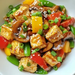 For a great mushroom tofu stir fry, you need: - 1 block of firm tofu, pressed and cut into cubes - 2 cups mixed mushrooms (shiitake, cremini, oyster), sliced - 1 bell pepper (red or yellow), sliced into strips - 1 cup snap peas, trimmed - 3 green onions, chopped - 2 cloves garlic, minced - 1 tablespoon fresh ginger, grated - 3 tablespoons soy sauce (or tamari for gluten-free) - 1 tablespoon sesame oil - 1 tablespoon olive oil - 1 teaspoon cornstarch mixed with 2 tablespoons cold water - Sesame seeds for garnishing - Salt and black pepper to taste These fresh ingredients help build layers of flavor, making each bite delightful. You can boost flavor with extras like: - Chili flakes for heat - Fresh herbs like cilantro for brightness - Additional vegetables, such as carrots or broccoli - A squeeze of lime juice for a tangy kick These options let you customize your dish to your liking and make it unique. For the best results, use oils that can handle heat. I suggest: - Olive oil for frying - Sesame oil for flavor These oils work well together, giving your stir fry a rich taste. They help create a nice sear on the tofu, enhancing the dish's overall texture and flavor. {{ingredient_image_2}} Start by pressing the tofu. This step is key. It removes excess moisture. Wrap the tofu block in a clean kitchen towel. Place a heavy object on top. Let it sit for about 15 minutes. After pressing, cut the tofu into uniform 1-inch cubes. This size helps it cook evenly. Next, heat a large skillet or wok over medium-high heat. Add olive oil once the pan is hot. When the oil shimmers, gently add the cubed tofu. Spread it in a single layer. Cook until golden brown, about 5 to 7 minutes. Turn the tofu occasionally for even browning. Once browned, remove the tofu and set it aside. In the same skillet, add minced garlic and grated ginger. Saut&eacute; for about 30 seconds until fragrant. Then, stir in sliced mushrooms and bell pepper. Cook for 4 to 5 minutes. The mushrooms should soften and release their juices. Stir occasionally to cook evenly. Add snap peas next. Stir-fry for an additional 2 to 3 minutes. You want them bright green but still crisp. Now, return the browned tofu to the skillet. Pour soy sauce and sesame oil over the mixture. Toss everything to coat well. If you want a thicker sauce, add the cornstarch slurry slowly. Stir continuously as you pour. Cook for one more minute until the sauce thickens. Taste the stir-fry and season with salt and black pepper. Adjust to your liking. Remove from heat. Garnish with chopped green onions and sesame seeds. This adds color and flavor. Serve hot and enjoy your tasty Mushroom Tofu Stir Fry! Tofu can turn out perfect if you follow a few steps. First, press the tofu well. This removes extra moisture. It helps the tofu brown nicely. Cut the tofu into even cubes. This ensures uniform cooking. Use high heat when frying. This creates a nice, crispy crust. Avoid overcrowding the pan. Cook in batches if needed. This way, each piece gets golden brown. Marinades can boost the taste of your stir fry. A simple marinade can be made with soy sauce, sesame oil, and ginger. Let the tofu soak for at least 15 minutes. This adds depth to the flavor. You can also try adding garlic or chili paste for heat. Don&rsquo;t skip the sauce while cooking. It brings everything together in a tasty way. This stir fry pairs well with many sides. Serve it with steamed jasmine rice or fluffy quinoa. Both options soak up the sauce well. For a crunch, add a fresh salad on the side. A light cucumber salad works great. You can also serve it with spring rolls. These add an extra layer of flavor and texture. Enjoy this meal with friends or family for a delightful dining experience! Pro Tips Press Tofu Well: Ensuring that the tofu is thoroughly pressed will help it achieve a perfect crispy texture when frying. The longer you press, the better! Use Fresh Ingredients: Whenever possible, use fresh vegetables and herbs for the best flavor. This will enhance the overall taste of your stir-fry. Control the Heat: Keep the heat at medium-high to achieve that nice sear on the tofu and vegetables. Too low and they will steam instead of fry. Customize Your Sauce: Feel free to experiment with the sauce ingredients by adding chili paste, or swapping soy sauce for coconut aminos for a different flavor profile. {{image_4}} You can boost your stir-fry with more protein. Tempeh and seitan are great choices. Tempeh offers a hearty texture and nutty taste. Cut it into small cubes like the tofu. Saut&eacute; it until golden. Seitan has a chewy feel and absorbs flavors well. Slice it thin and fry it until crisp. Both options make your dish more filling and nutritious. Feel free to mix in other vegetables. Carrots add sweetness and color. Broccoli gives crunch and nutrients. Zucchini brings a mild flavor that blends well. You can also try baby corn or bell peppers in different colors. Each vegetable adds its unique taste and texture. Experiment and find your favorite combo. You can change the flavors with a few easy tweaks. Adding nuts like cashews or peanuts adds crunch and richness. Toss them in just before serving. You can also add sauces like hoisin or chili paste for extra depth. A splash of rice vinegar can brighten the dish. These small changes can give you a whole new taste experience. Enjoy being creative! To keep your Mushroom Tofu Stir Fry fresh, store it in an airtight container. Make sure it is cool before sealing. You can refrigerate it for up to three days. Avoid leaving it out for too long at room temperature, as this can cause spoilage. When you're ready to enjoy leftovers, reheat the stir fry on the stove. Place it in a skillet over medium heat. Stir it often to ensure even heating. You can also add a splash of water or soy sauce to keep it moist. Heat until it's warmed through, usually about 5-7 minutes. If you want to freeze your stir fry, let it cool completely first. Then, transfer it to a freezer-safe bag or container. Press out as much air as you can to avoid freezer burn. It can last up to three months in the freezer. When you're ready to eat, thaw it in the fridge overnight. Reheat it in a skillet or microwave, just like with the leftovers. Yes, you can make this recipe gluten-free. Simply use tamari instead of soy sauce. Tamari is a gluten-free soy sauce that offers a similar flavor. Ensure all other ingredients, like the cornstarch, are also gluten-free. To add more spice, you can use chili flakes or fresh chili peppers. You can sprinkle chili flakes into the stir-fry while cooking. If you prefer fresh peppers, try slicing some jalape&ntilde;os or Thai chilies. Start with a small amount and taste as you go. This way, you can control the heat level to your liking. You can serve this stir-fry with steamed jasmine rice or quinoa for a complete meal. It also pairs well with a side of fresh salad or pickled vegetables for crunch. You can even wrap the stir-fry in lettuce leaves for a fun twist. For added flavor, drizzle some extra sesame oil or soy sauce on top before serving. Enjoy! This article covered key ingredients for mushroom tofu stir fry, cooking steps, and useful tips. You learned how to make tofu crispy and enhance flavors. We explored variations, storage methods, and common questions too. In the end, feel free to get creative with your stir fry. Adjust the recipe to suit your taste and enjoy the process. Cooking should be fun and full of discovery!